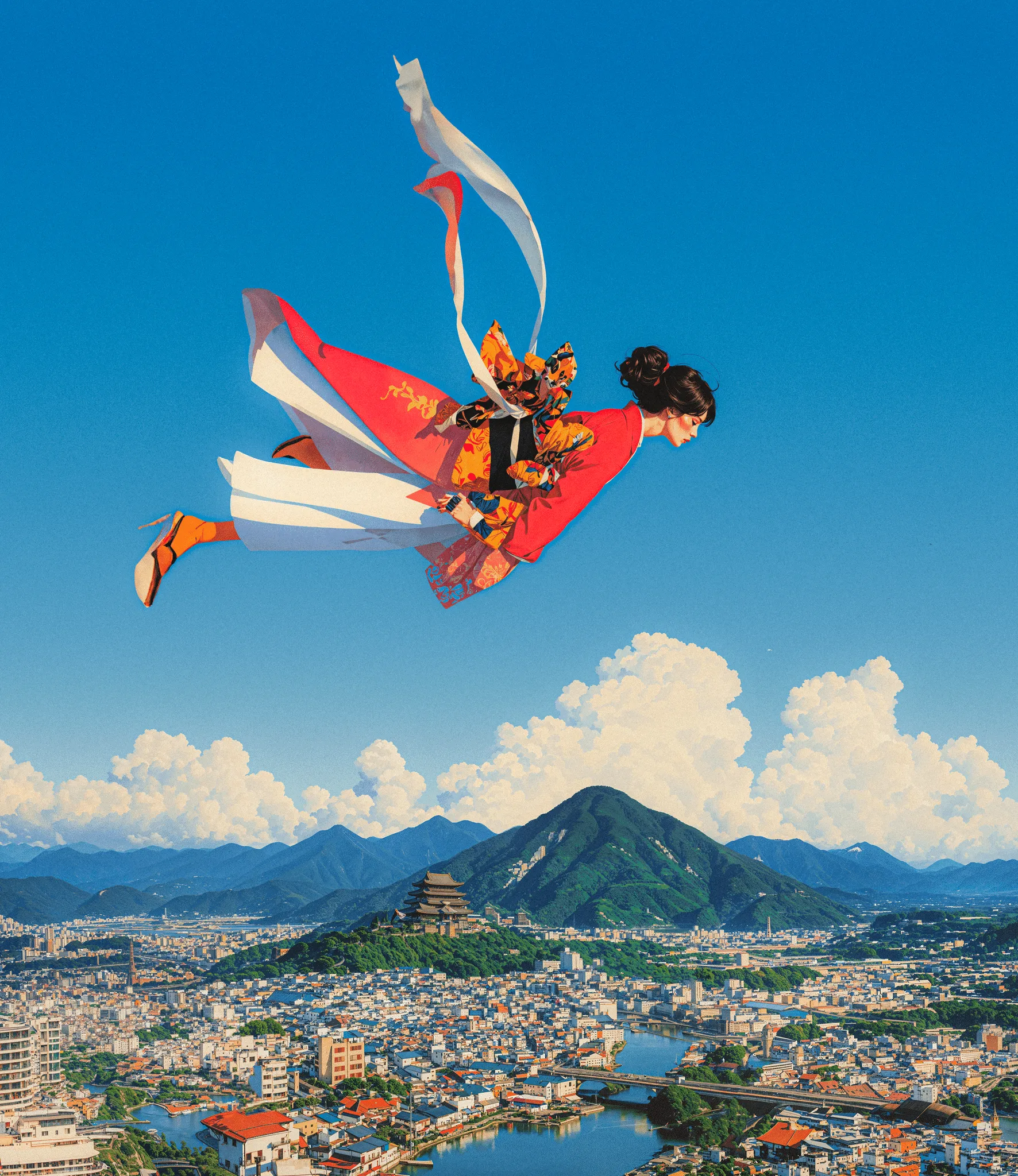 Surreal Sky is a visual mythology born from places that shaped me, the colorful illustrations of Asia, the ancient ruins of the Mediterranean, and the vast deserts of Southwest. Each carries its own kind of faith: one built from ritual and repetition, one from myth and ruin, one from the silence of endless space. These images merge under a single imagined atmosphere, a sky where ancient gods, mythological beasts, cybernetic forms, and skeletal creatures coexist.