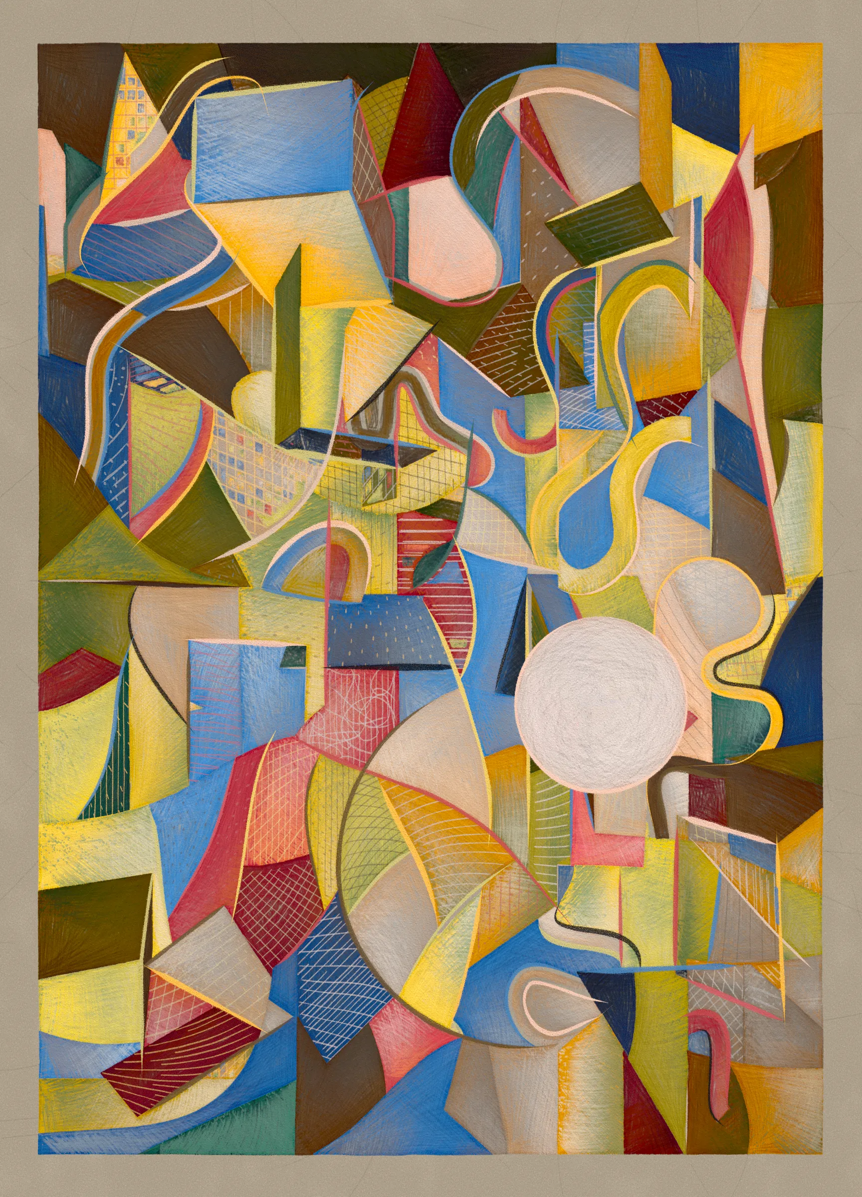 Materialistic is a generative series of 92 works exploring surface, texture, and the boundaries of digital materiality. The project draws a parallel between Cubism and early computer graphics, as both use simplified forms and structured systems to reinterpret reality. 

Deconstruction and reconstruction are at the core of this project. Each composition begins with precise construction lines and multiple viewpoints, then is reassembled algorithmically into geometric structures and fragmented planes. The interplay of movement, surface, and texture is directly created through the code.

This contract represents the 80 long-form digital edition mints from the release.