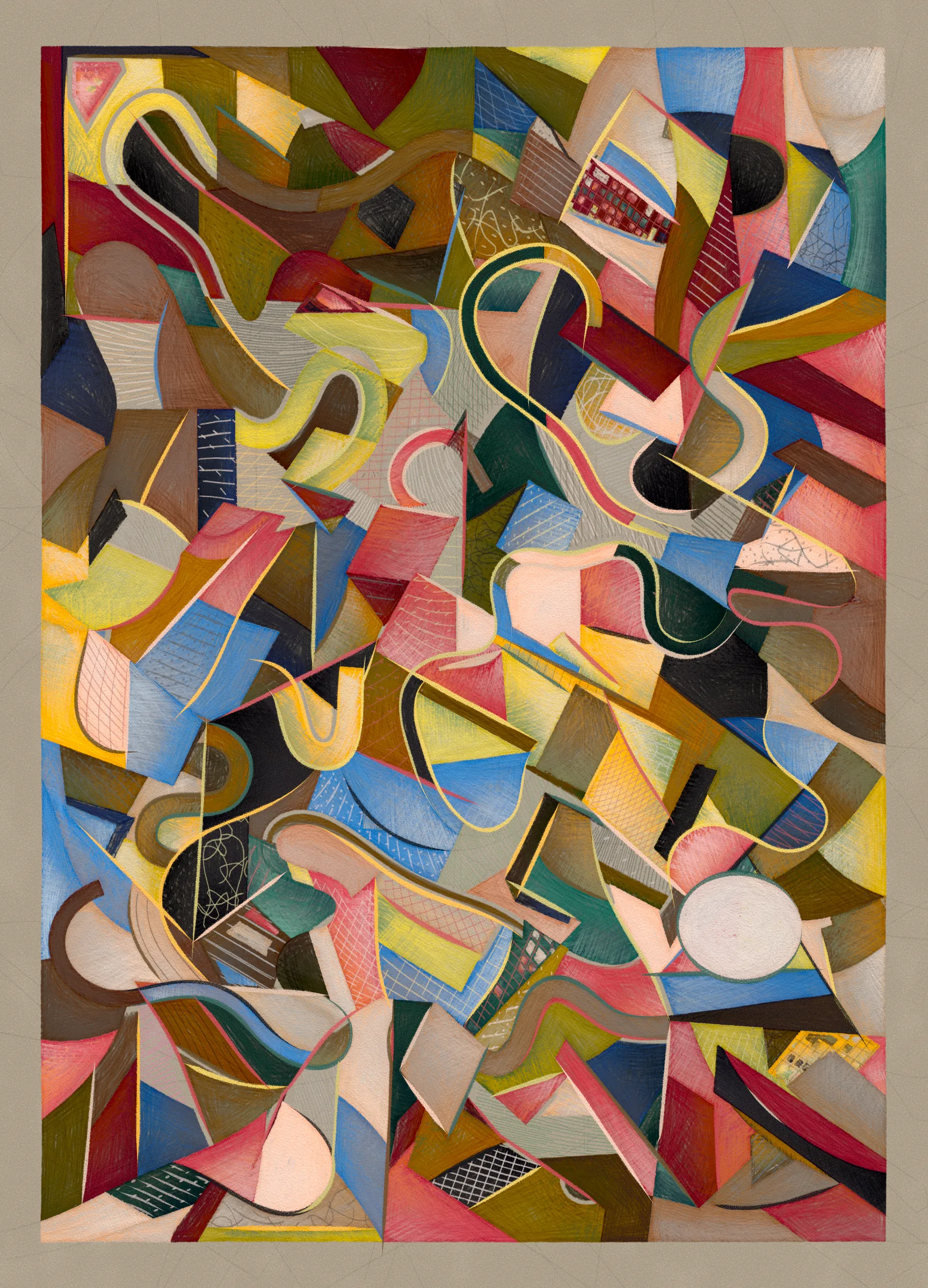 Materialistic is a generative series of 92 works exploring surface, texture, and the boundaries of digital materiality. The project draws a parallel between Cubism and early computer graphics, as both use simplified forms and structured systems to reinterpret reality. 

Deconstruction and reconstruction are at the core of this project. Each composition begins with precise construction lines and multiple viewpoints, then is reassembled algorithmically into geometric structures and fragmented planes. The interplay of movement, surface, and texture is directly created through the code.

This contract represents the 80 long-form digital edition mints from the release.