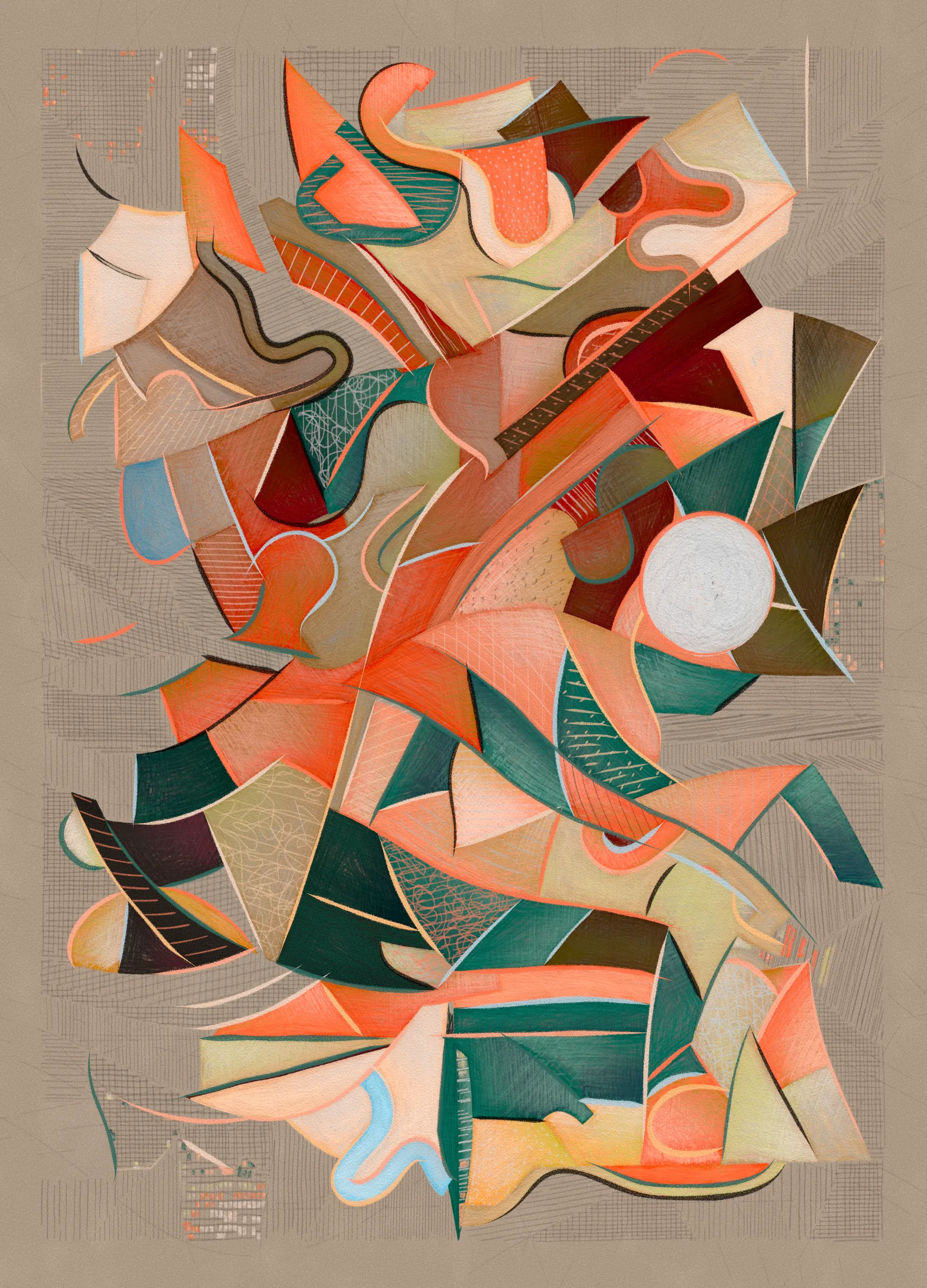 Materialistic is a generative series of 92 works exploring surface, texture, and the boundaries of digital materiality. The project draws a parallel between Cubism and early computer graphics, as both use simplified forms and structured systems to reinterpret reality. 

Deconstruction and reconstruction are at the core of this project. Each composition begins with precise construction lines and multiple viewpoints, then is reassembled algorithmically into geometric structures and fragmented planes. The interplay of movement, surface, and texture is directly created through the code.

This contract represents the 80 long-form digital edition mints from the release.