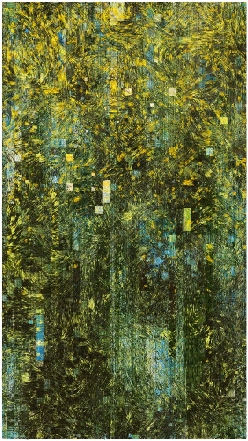 **Moments** is an exploration of memory and nostalgia, with nature and architecture as its subjects, inspired by my peaceful experiences in traditional Japanese ryokans.  
Each artwork uses a structural grid inspired by *shoji* doors, acting as windows into fragmented yet familiar landscapes.  
Some kind of memories reconstructed while souvenirs are fading as time pass.  

## **The Curated Collection**

The Curated Collection is a special selection of 10 distinct pieces, handpicked at different times over four months of experimentation and refinement. Each artwork captures a unique moment, showcasing variations in composition, palette, and mood. They narrate the evolution of my algorithm, from initial explorations to sophisticated states closer to its final form. 

Printed on **Canson watercolor paper 310g** and elegantly framed in **white aluminum**,  
each piece is individually **enhanced by hand with dry and wet pastel pencils and oil pastel**— adding depth, texture, and tangibility. Adding a new layer of "human hand" that will add the final stroke to the artwork.
The NFT contains the original digital piece, before any hand intervention.  

These pieces invite viewers to slow down and fully immerse themselves in their subtle details and evocative atmospheres. Observing them from afar reveals their harmonious structure and contemplative movement; moving closer uncovers all its details, textures and subtile layers of colors that live on top of each others.  
My intention is for each viewer to experience a sense of calm surprise, encouraging curiosity and introspection, and ultimately feeling transported into their own serene "moment."