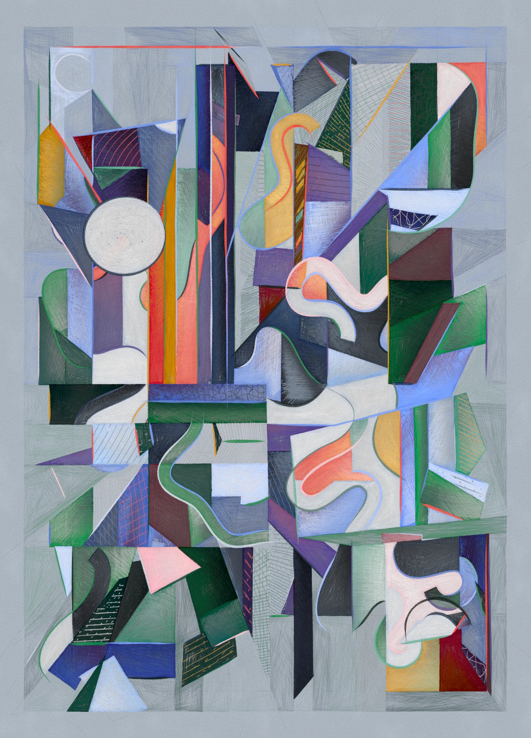 Materialistic is a generative series of 92 works exploring surface, texture, and the boundaries of digital materiality. The project draws a parallel between Cubism and early computer graphics, as both use simplified forms and structured systems to reinterpret reality. 

Deconstruction and reconstruction are at the core of this project. Each composition begins with precise construction lines and multiple viewpoints, then is reassembled algorithmically into geometric structures and fragmented planes. The interplay of movement, surface, and texture is directly created through the code.

This contract represents the 80 long-form digital edition mints from the release.