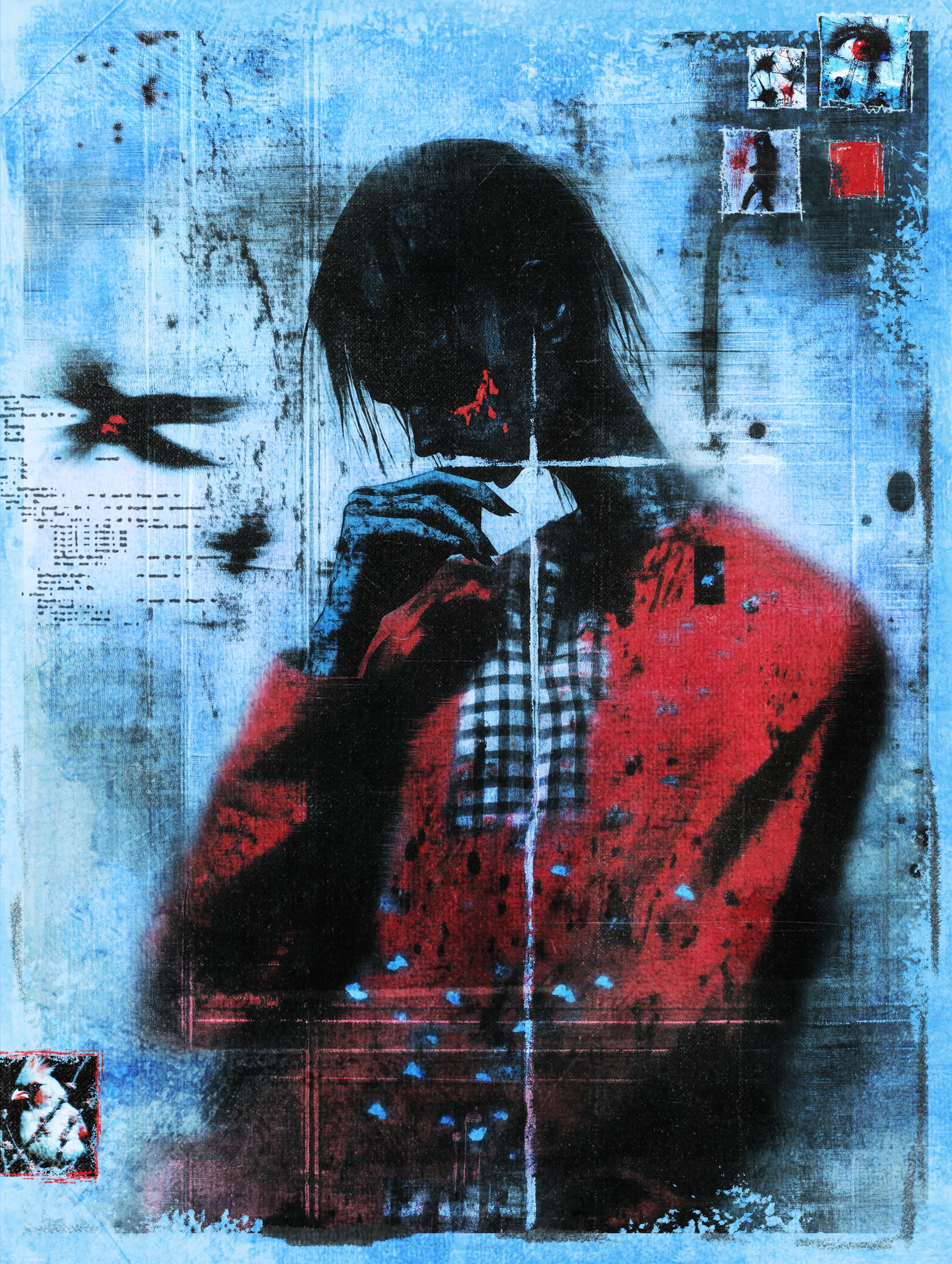 Enigma weeps red,
Bloody tears kiss shadowed wings,
Love's ghost softly sings.

2024 by Desolatronica