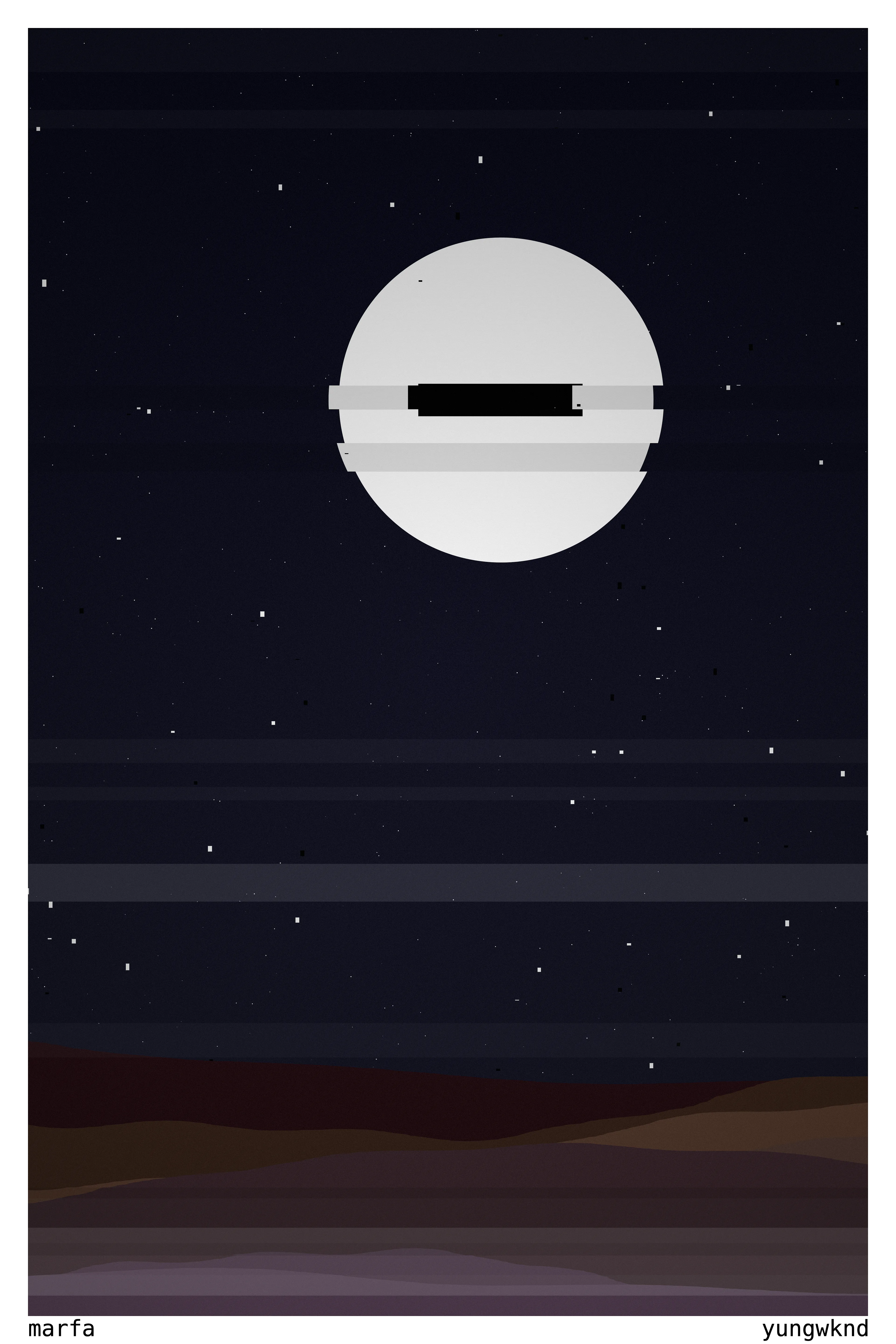 each of the ten digital representations of "meet me in marfa" will be specially customized for the collector based on the conversations we have in marfa.

this could manifest itself in a beer from planet marfa, a burrito from marfa burrito, or any number of symbolic representations of our conversations.

these ten collectors will also receive individualized signed prints