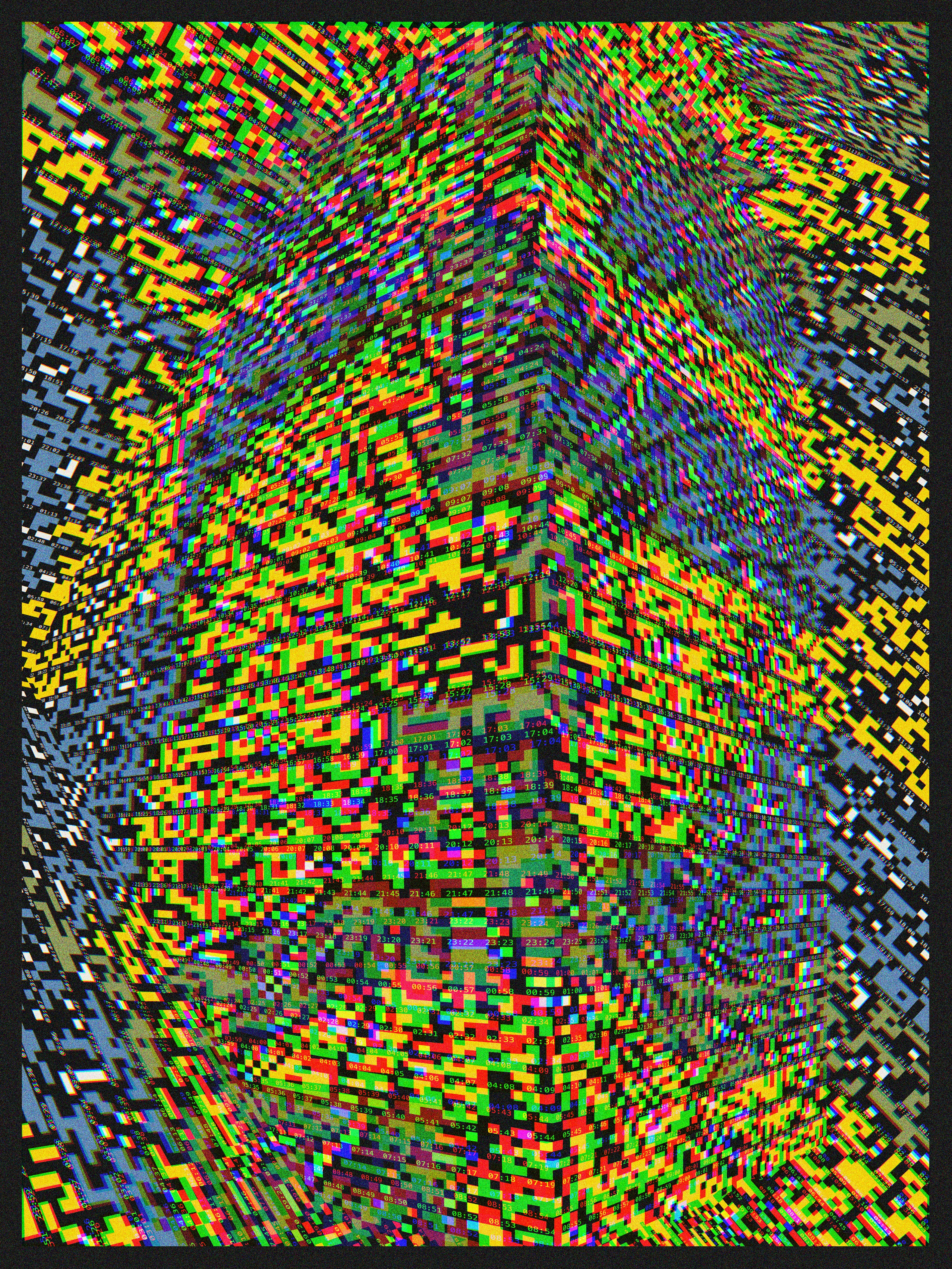 SURFACE series is taking its next step into a digital only pieces with the first piece in the collection, Time Dilation allowing the algorithm to go wild with colors and distortions. The new code in this piece was created to deliver color fringing, and spherochromatism, a common optical phenomenon that occurs when a lens cannot bring all wavelengths of light to a single converging point. Both the color code and the objects on the canvas attempting to showcase time dilation, mimicking how time moves slower for an observer who is in motion relative to another observer.