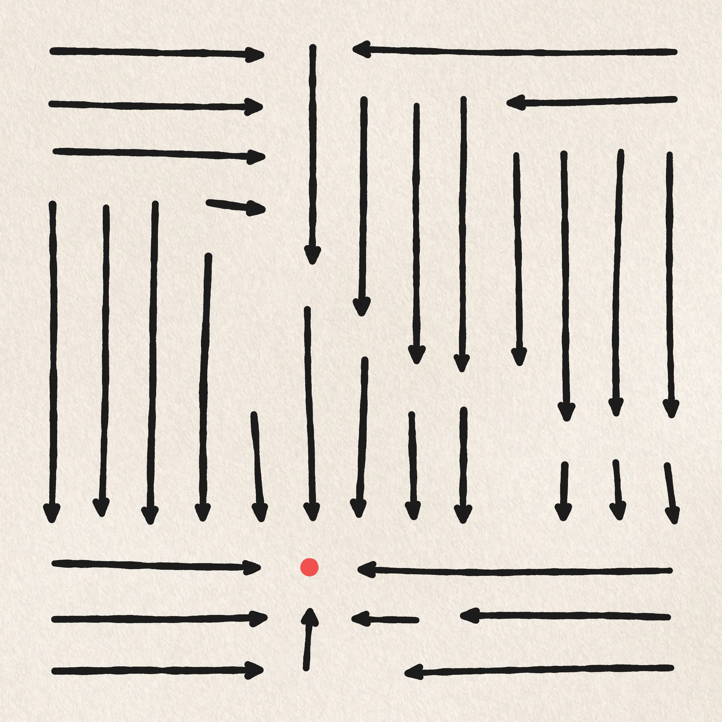 A simulation of me sketching 100 variations of the same idea. My focus and attention to detail wane with each successive drawing as boredom, frustration, and feelings of inevitability begin to sink in. By the end I find myself repeatedly asking: What's the point of it all?