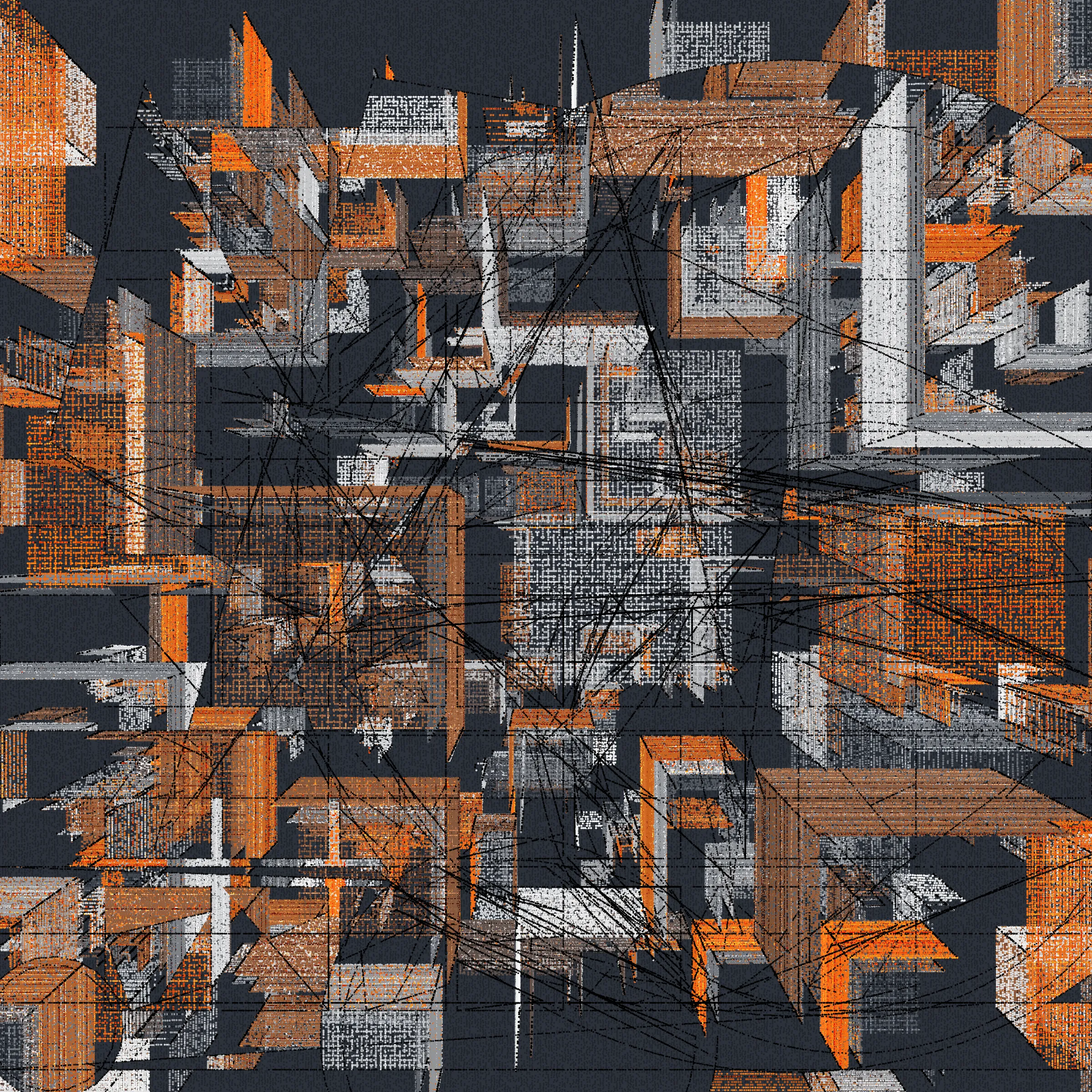 Structures is an abstract generative art project drawn entirely with dots.

About project development:

*In generative art, I like to experiment and test sometimes improbable things (which was the case for this project).*

*Structures is a very special project that was born from this experimentation, in this case, the merger of two discrete projects I was working on.*

*When I was working on the first version of Structures, even after a long development I was not completely satisfied with the result, and ended up putting the project aside to try to find a way to finish sometime in the future.*

*I then started another, more abstract, project (with various shapes, triangles, circles, grids of rectangles, etc.), that really had nothing obvious in common with Structures. But, ultimately, this project too, alone, was not enough.*

*And then one day I wondered how these projects might inform each other, and worked to make Structures more abstract. I honestly had no expectations of success, but nevertheless worked to merge the codes of the discrete projects just to see what it would yield.*

*I was pleasantly surprised by the result, and then continued to iterate this new hybrid version until finally arriving with what you see here.*

Each variation generated by Structures is drawn using only dots. It is the complex algorithm of the project that determines the position, size, color, etc. of each dot through approximately 1,500,000 to 40,000,000 random decisions based on the hash of the mint and draws approximately 350,000 to 10,000,000 dots based on these random decisions.

In live mode:
- click during the animation = animation pause
- click at the end of the animation = display of the number of dots drawn

Made with ❤️, code and p5js.