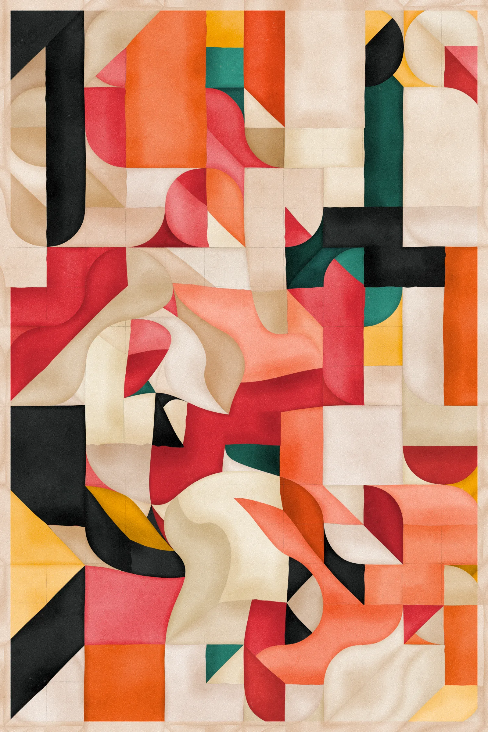 **Trichro-matic** meditates on perception.

As you explore the piece, your perception of the structure shifts. Elements change their relationships - what is out turns in; what is flat deepens. What stood adjacent now occludes.

The piece uses rhythmic color and form, displacement, and juxtaposition to create structures that invite interpretation and exploration. Some outputs challenge our depth perception conventions, while others manipulate explicit structural cues and emphasize intentional imperfections.

From this concept, the piece gets its name - Trichro-matic - denoting the ability to perceive using all three primary colors. The hyphenated "o-matic" denotes fictional machinery, hinting at the generative system supporting the piece. Both hand-selected and algorithmically-generated color palettes feature, with the latter aiming to elicit emotions akin to the former.

When you explore an output from different starting points, you understand the elements' relationships differently. In these changing interpretations, no answer is definitive. Each perspective, whether your first, your last, or someone else's, is valid.

Prints will be available for Trichro-matic owners. For more details, visit [this link](https://www.mountvitruvius.art).

Note: Renders might take longer on lower-end or mobile devices. This piece is my most technically complex release to date, relying on a custom GPU render process which can demand significant resources, even if outputs appear simple.

Finally, I dedicate this piece to my father, who suffered vision loss from a stroke in September 2023.