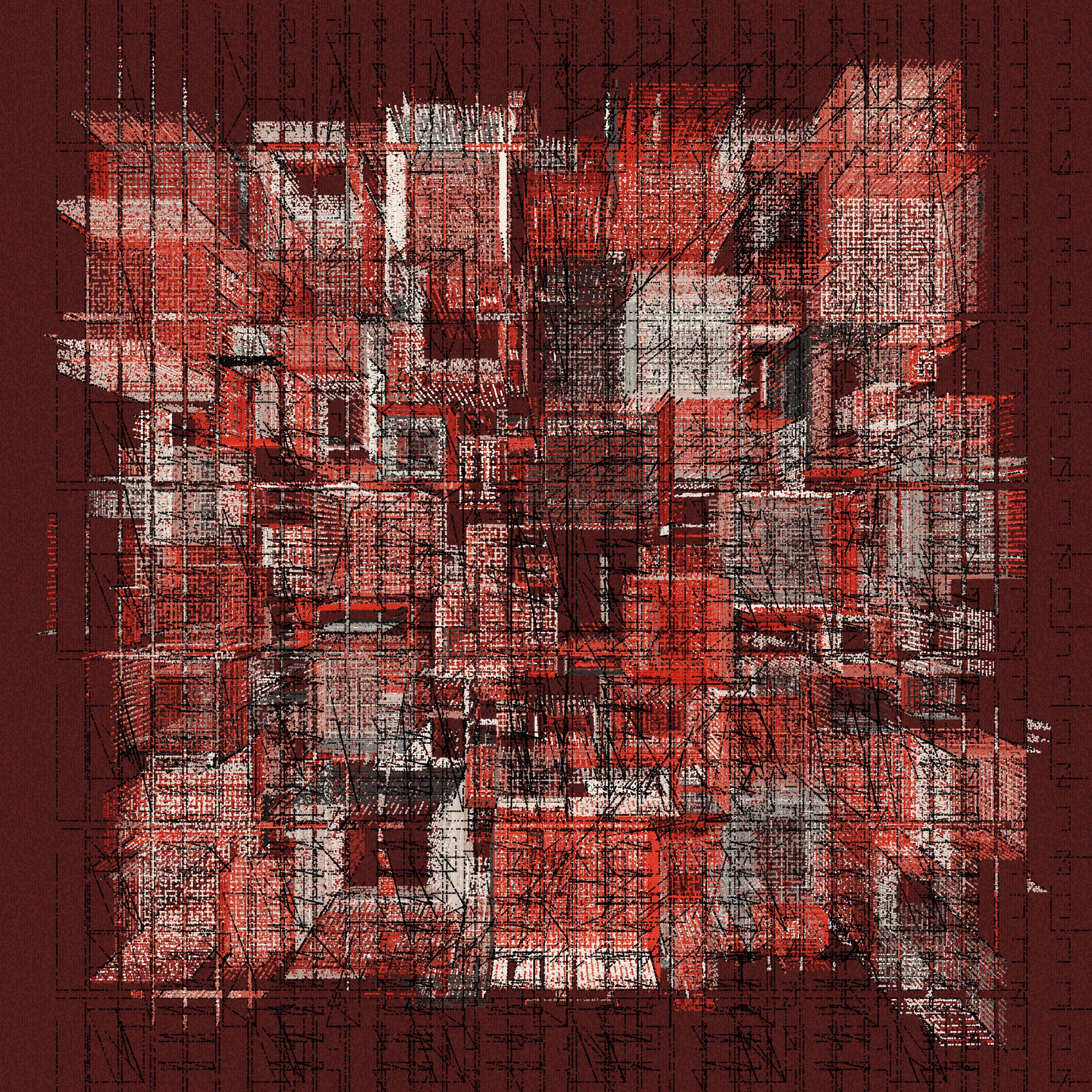 Structures is an abstract generative art project drawn entirely with dots.

About project development:

*In generative art, I like to experiment and test sometimes improbable things (which was the case for this project).*

*Structures is a very special project that was born from this experimentation, in this case, the merger of two discrete projects I was working on.*

*When I was working on the first version of Structures, even after a long development I was not completely satisfied with the result, and ended up putting the project aside to try to find a way to finish sometime in the future.*

*I then started another, more abstract, project (with various shapes, triangles, circles, grids of rectangles, etc.), that really had nothing obvious in common with Structures. But, ultimately, this project too, alone, was not enough.*

*And then one day I wondered how these projects might inform each other, and worked to make Structures more abstract. I honestly had no expectations of success, but nevertheless worked to merge the codes of the discrete projects just to see what it would yield.*

*I was pleasantly surprised by the result, and then continued to iterate this new hybrid version until finally arriving with what you see here.*

Each variation generated by Structures is drawn using only dots. It is the complex algorithm of the project that determines the position, size, color, etc. of each dot through approximately 1,500,000 to 40,000,000 random decisions based on the hash of the mint and draws approximately 350,000 to 10,000,000 dots based on these random decisions.

In live mode:
- click during the animation = animation pause
- click at the end of the animation = display of the number of dots drawn

Made with ❤️, code and p5js.