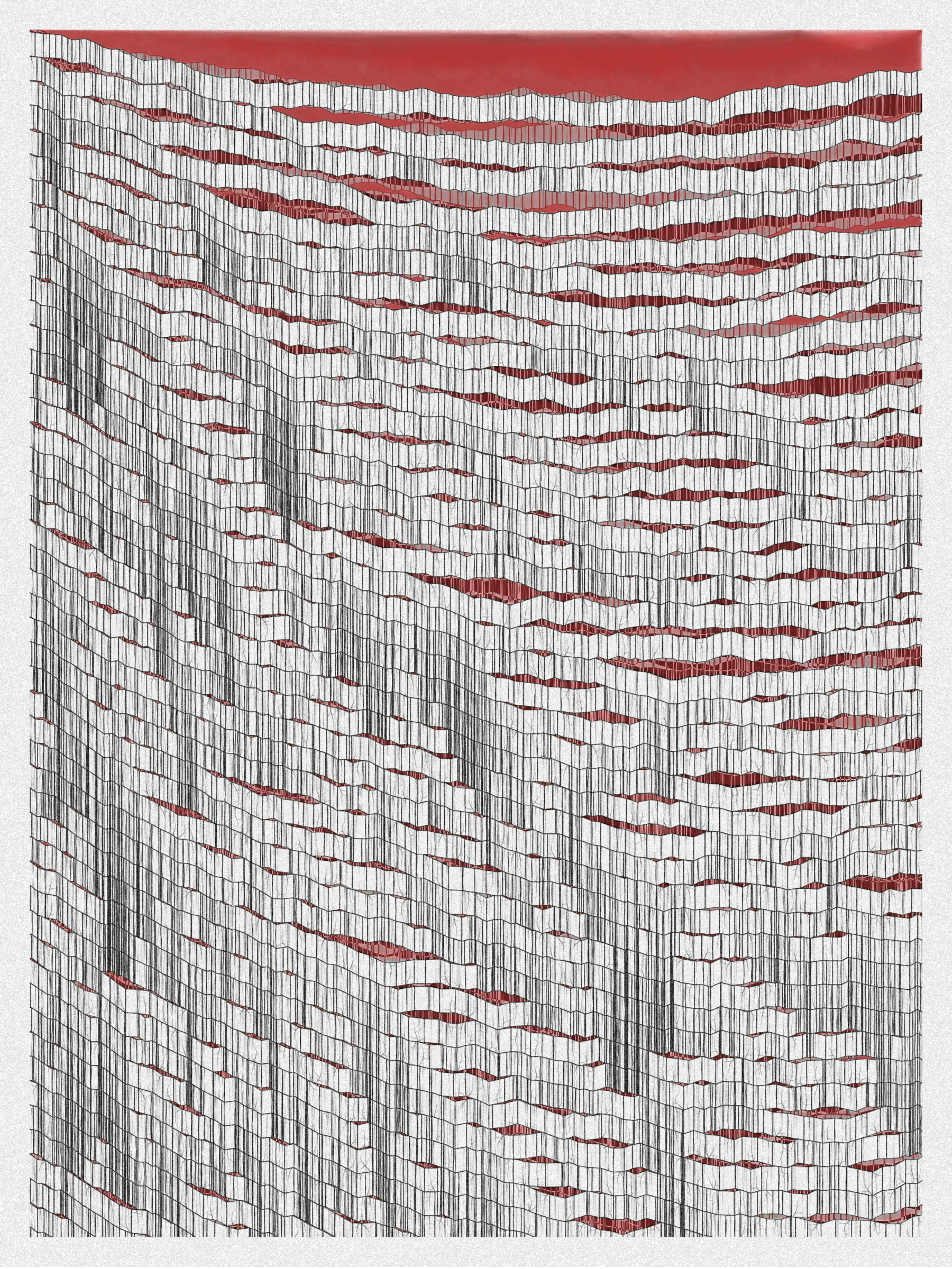 # Neural Sediments

## “Before objectivity, there was truth to nature; after the advent of objectivity came trained judgment”

Lorraine Daston, Peter Galison

Improving my decision-making process is how I would sum up my lifelong quest. Understanding yourself and the unlimited variables and actors surrounding us daily requires a radical yet utopian pursuit of objectivity.

A prerequisite to an objective observation is identifying and eliminating cognitive and observational biases.

My obsession with objectivity started as a sociology student; while studying epistemology of science and pondering the works of Emile Durkheim, Max Weber, and Karl Popper.

This quest never left me and has been a cornerstone of my artistic practice for 25 years.

“The map is not the territory” is a mainstream expression highlighting a potentially oversimplified version of reality. In this series called Neural Sediments, inspired by the works of Alberto Burri, František Kupka, and Swiss topography, I highlight the complexity of our brains and some of their biases.

Looking at one Neural Sediment will deliver you a first broad impression; however, looking at it for a longer time will yield a never-ending and much more nuanced and delicate observation. Like Alberto Burri’s Cracks series, some things not obvious to the eye become real over time. Each Neural Sediment opens itself to the viewer in a unique way. The more you look at it, the more you can decipher it. 

Like Swiss alpine glacier sediments, this material appears only after a certain amount of time and a decent amount of gravity. Burri used a special technique to envision time with cracked canvas; František Kupka, in his Katedrála painting, opens the fourth dimension by looking at the vertical lines of the glass window.

In the Neural Sediments series, I used both as an inspiration to push the viewer’s eye to search for more details and a deeper perspective.

Choosing color palettes for a long-form generative art collection is as demanding as solving technical algorithmic challenges. 

The color palettes I create result from a process I've built into my practice over time. Each palette comes from my own algorithmic selection trained on classical masterpieces.

After this first selection, each set of colors used in a Neural Sediment is re-arranged to be linked with endangered ecosystems such as dark blue waters, peach salmons, rare botanic species, or volcanos.

Like Josef Albers, who highlighted the instability and deceptiveness of colors, my color sets are here to reinforce the question of objectivity in the art world and life in general.

Looking at its overall structure, each Neural Sediment evokes a brutalist architecture. 

Prioritizing function over form, each Neural Sediment aims to be used as a tool to rediscover oneself, free from the cognitive constraints we put on ourselves and the world around us.

PS: From a technical point of view, Neural Sediments require some heavy calculations, considering the very large number of intersections to compute prior to rendering.

PPS: Pressing the letter “i” on your keyboard will generate a high resolution export for a large scale and print friendly format.