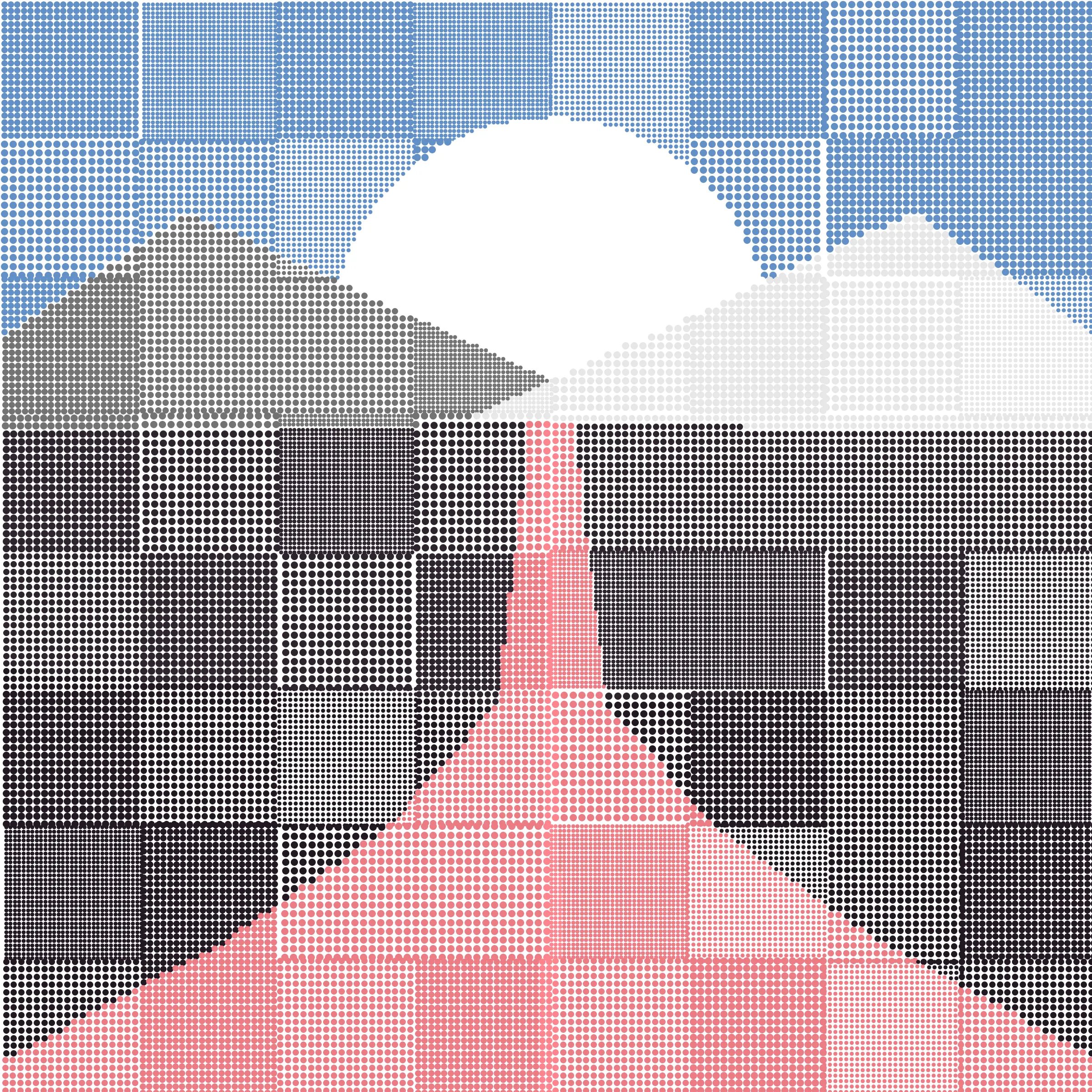 Long drives can be seen as a monotonous chore, or a peaceful solace. "Sonoran Roadways" is a prompt to see the road as a conduit for joyous return to places we find special. The project continues my reflection on physical and significant spaces, which started with previous projects "Stipple Sunsets", "Patchwork Saguaros", and "Speckled Summits". 

In these three prior works, I looked to capture the essence of the "escape of the beach", the "home I grew up in" of the Sonoran desert, and the "home I find now" in the Rocky Mountains. "Sonoran Roadways" continues this arc, reflecting similar active appreciation of space and place found in the transition of travel.

The style and technique of "Sonoran Roadways" is homage to stencil-like qualities of silkscreen printmaking. As the grandson of two artists who worked in the mediums of printmaking, paper cutting, and quilt making, I strive to incorporate the qualities of these mediums into my stipple-based digital paintings.

Additional approaches are pulled from my abstract experimentation in "Dot Matrix Gradient Study" with distortion and "digital misprinting" applied to the stipple matrices, but with a return to a figurative form.

Palettes used in "Sonoran Roadways" are largely inspired by Arizona's scenic drives and fantastical multi-colored sunsets – peaceful and familiar to me. 

"Sonoran Roadways" is a call to appreciate the potentially mundane, and get lost in the imagination of the journey back to somewhere called home or the fantasy of an exploration to somewhere new.