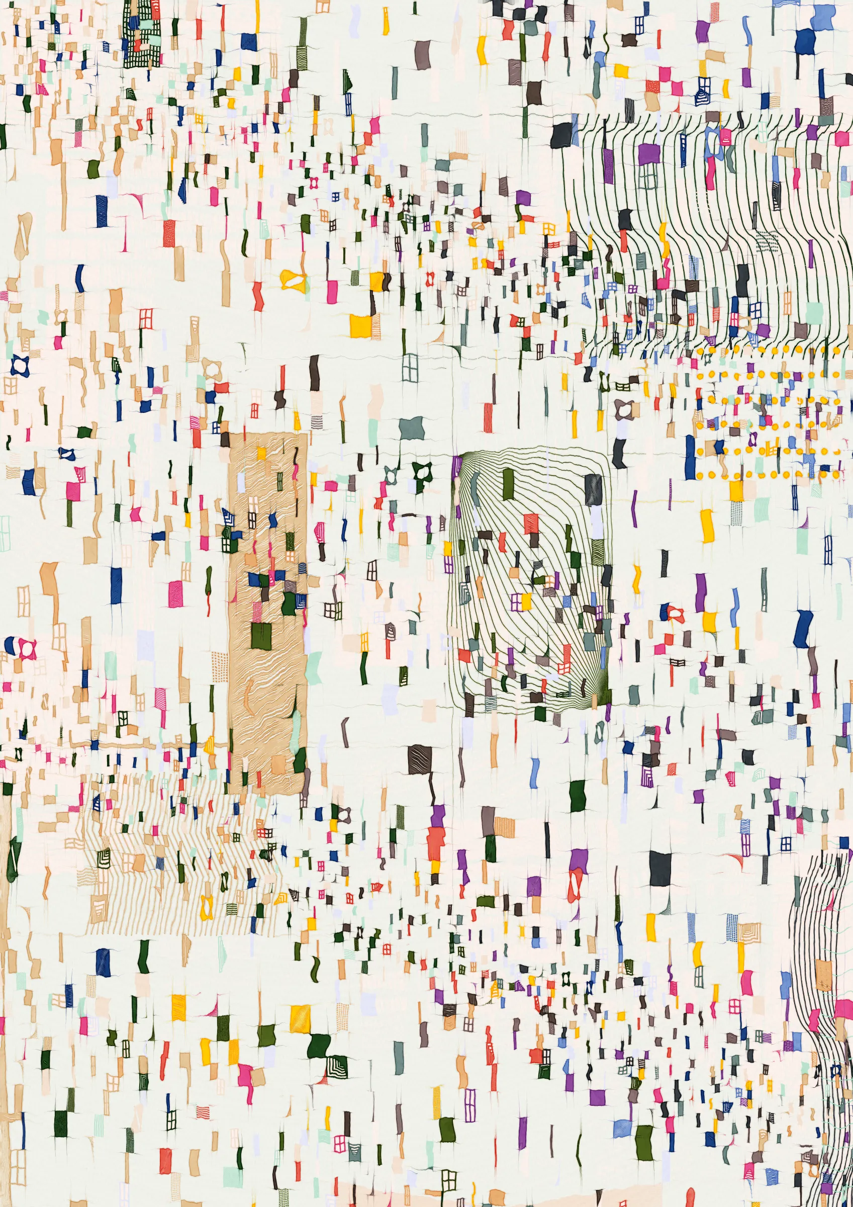 **Nära explores the connections that make us human.**

Nära (close or near in Swedish) is a celebration of friendships and relationships throughout our lives. How some of them are small, fleeting and ephemeral while a select few become lifelong bonds. The work examines the intricate graphs that are formed by these connections. Graphs are all around us and have existed for as long as we have been human. From early settlements of hunter-gatherers and nomadic tribes to the internet of today. It's all graphs.

Nära allows the viewer to explore and experience these graphs as a metaphor for the organic, organised chaos that is life. Shapes connect from one node in a graph to the next, sometimes spilling over, doubling down and creating layers of intricacy. Imperfection is embraced and Nära exposes the chaotic and unpredictable elements of life. 

The artistic vision of Nära is to highlight and expose graphs in a tactile manner that allows the viewer to see the whole graph, but also engage with the details and texture.  In doing this, Nära attempts to bring a novel contribution by pushing the boundaries of graph representation and introducing an emotional dimension to this oftentimes rigid and scientific discipline. By treating graphs as a metaphor for relationships in life, they become an integral part of the concept and an important artistic tool. 

Nära takes inspiration from the De Stijl movement in reducing the world into a deliberate expression in its smallest form and builds upon the use of shapes imbued with meaning in the works of Hilma af Klint. These ideas are expanded on by accepting that what is deliberate must also relinquish some control through the pseudo-randomness of generative art. This invites reflection on the balance of control and chance in our lives. 

_Through Nära, you are invited to reflect on the connections in your own life and on the significance of the relationships that define us as human beings._ 

To interact with the script:
- Press 's' to save.
- Add the following to the URL:
  - pd=x, where x is a number to control the resolution via pixel density (useful for rendering high resolution stills)
  - rs=x, where x is a number to enable and control the rendering buildup animation.