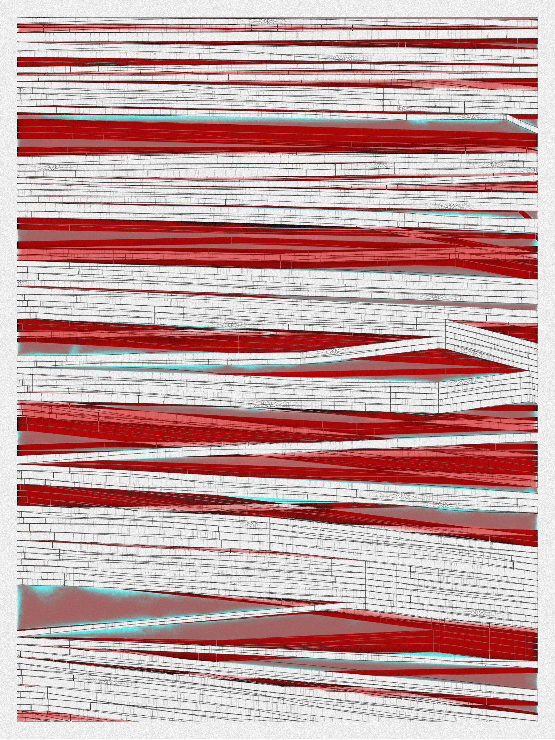 # Neural Sediments

## “Before objectivity, there was truth to nature; after the advent of objectivity came trained judgment”

Lorraine Daston, Peter Galison

Improving my decision-making process is how I would sum up my lifelong quest. Understanding yourself and the unlimited variables and actors surrounding us daily requires a radical yet utopian pursuit of objectivity.

A prerequisite to an objective observation is identifying and eliminating cognitive and observational biases.

My obsession with objectivity started as a sociology student; while studying epistemology of science and pondering the works of Emile Durkheim, Max Weber, and Karl Popper.

This quest never left me and has been a cornerstone of my artistic practice for 25 years.

“The map is not the territory” is a mainstream expression highlighting a potentially oversimplified version of reality. In this series called Neural Sediments, inspired by the works of Alberto Burri, František Kupka, and Swiss topography, I highlight the complexity of our brains and some of their biases.

Looking at one Neural Sediment will deliver you a first broad impression; however, looking at it for a longer time will yield a never-ending and much more nuanced and delicate observation. Like Alberto Burri’s Cracks series, some things not obvious to the eye become real over time. Each Neural Sediment opens itself to the viewer in a unique way. The more you look at it, the more you can decipher it. 

Like Swiss alpine glacier sediments, this material appears only after a certain amount of time and a decent amount of gravity. Burri used a special technique to envision time with cracked canvas; František Kupka, in his Katedrála painting, opens the fourth dimension by looking at the vertical lines of the glass window.

In the Neural Sediments series, I used both as an inspiration to push the viewer’s eye to search for more details and a deeper perspective.

Choosing color palettes for a long-form generative art collection is as demanding as solving technical algorithmic challenges. 

The color palettes I create result from a process I've built into my practice over time. Each palette comes from my own algorithmic selection trained on classical masterpieces.

After this first selection, each set of colors used in a Neural Sediment is re-arranged to be linked with endangered ecosystems such as dark blue waters, peach salmons, rare botanic species, or volcanos.

Like Josef Albers, who highlighted the instability and deceptiveness of colors, my color sets are here to reinforce the question of objectivity in the art world and life in general.

Looking at its overall structure, each Neural Sediment evokes a brutalist architecture. 

Prioritizing function over form, each Neural Sediment aims to be used as a tool to rediscover oneself, free from the cognitive constraints we put on ourselves and the world around us.

PS: From a technical point of view, Neural Sediments require some heavy calculations, considering the very large number of intersections to compute prior to rendering.

PPS: Pressing the letter “i” on your keyboard will generate a high resolution export for a large scale and print friendly format.