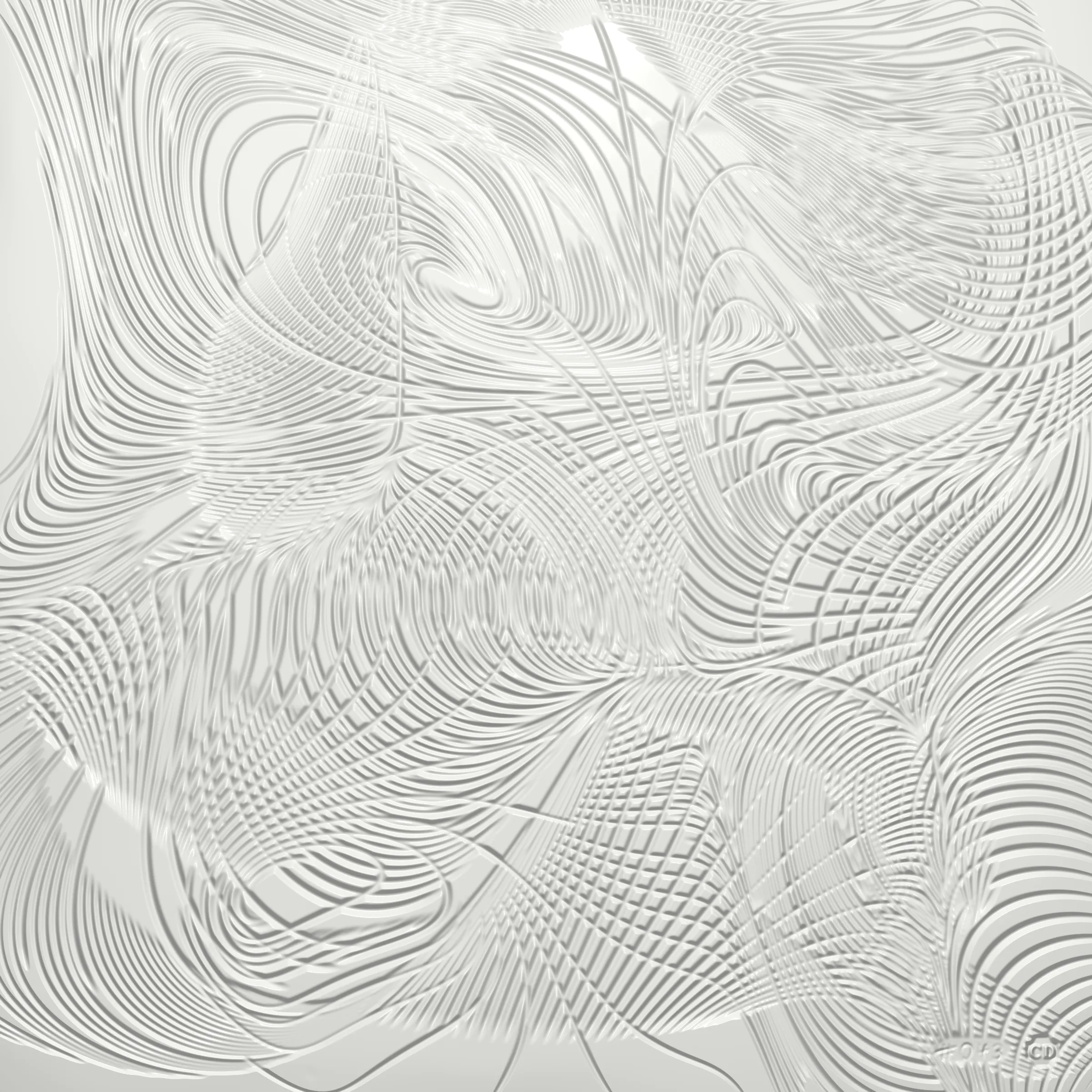 Inside the computer there’s a digital hand. The hand selects a metal implement, cuts off a slab of clay, and carves into its surface. It wanders like your hand wanders; it carves imaginary contours, sinuous and exploratory. It doesn’t know the end result so it carves lines until it feels content, and then it numbers the piece and stamps its maker’s mark. It fires the slab in a digital kiln (it calls this “minting”) and through this act its art is preserved for millennia. The hand runs its fingers over the textured surface, feeling satisfaction at having spontaneously produced a piece of art so beautiful, expressive, and unique.

---
 
Ceramics is a generative sculpture that mimics the physical expression of carving into clay. Through uncanny naturalistic rendering it challenges our notion of “handmade”. It asserts that the value of handmade isn’t the time it takes to make the work nor the physical materials consumed, but the endless small decisions and serendipitous details that appear along the way, as can be felt in each Ceramics mint.

Despite the handmade nature of Ceramics the outputs cannot be touched. Highly tactile images enchant the viewer to imagine their tangible representations, and leave them to dwell on their perception of materiality — both in the experiential physical world and conceptually-infinite digital space.