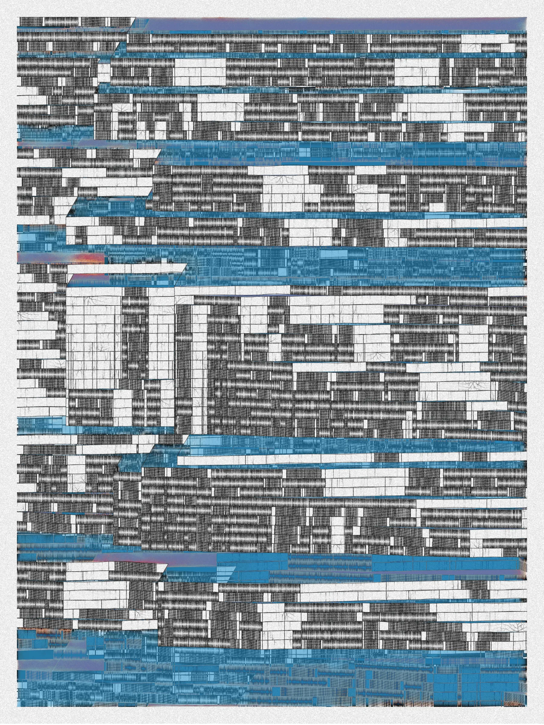 # Neural Sediments

## “Before objectivity, there was truth to nature; after the advent of objectivity came trained judgment”

Lorraine Daston, Peter Galison

Improving my decision-making process is how I would sum up my lifelong quest. Understanding yourself and the unlimited variables and actors surrounding us daily requires a radical yet utopian pursuit of objectivity.

A prerequisite to an objective observation is identifying and eliminating cognitive and observational biases.

My obsession with objectivity started as a sociology student; while studying epistemology of science and pondering the works of Emile Durkheim, Max Weber, and Karl Popper.

This quest never left me and has been a cornerstone of my artistic practice for 25 years.

“The map is not the territory” is a mainstream expression highlighting a potentially oversimplified version of reality. In this series called Neural Sediments, inspired by the works of Alberto Burri, František Kupka, and Swiss topography, I highlight the complexity of our brains and some of their biases.

Looking at one Neural Sediment will deliver you a first broad impression; however, looking at it for a longer time will yield a never-ending and much more nuanced and delicate observation. Like Alberto Burri’s Cracks series, some things not obvious to the eye become real over time. Each Neural Sediment opens itself to the viewer in a unique way. The more you look at it, the more you can decipher it. 

Like Swiss alpine glacier sediments, this material appears only after a certain amount of time and a decent amount of gravity. Burri used a special technique to envision time with cracked canvas; František Kupka, in his Katedrála painting, opens the fourth dimension by looking at the vertical lines of the glass window.

In the Neural Sediments series, I used both as an inspiration to push the viewer’s eye to search for more details and a deeper perspective.

Choosing color palettes for a long-form generative art collection is as demanding as solving technical algorithmic challenges. 

The color palettes I create result from a process I've built into my practice over time. Each palette comes from my own algorithmic selection trained on classical masterpieces.

After this first selection, each set of colors used in a Neural Sediment is re-arranged to be linked with endangered ecosystems such as dark blue waters, peach salmons, rare botanic species, or volcanos.

Like Josef Albers, who highlighted the instability and deceptiveness of colors, my color sets are here to reinforce the question of objectivity in the art world and life in general.

Looking at its overall structure, each Neural Sediment evokes a brutalist architecture. 

Prioritizing function over form, each Neural Sediment aims to be used as a tool to rediscover oneself, free from the cognitive constraints we put on ourselves and the world around us.

PS: From a technical point of view, Neural Sediments require some heavy calculations, considering the very large number of intersections to compute prior to rendering.

PPS: Pressing the letter “i” on your keyboard will generate a high resolution export for a large scale and print friendly format.