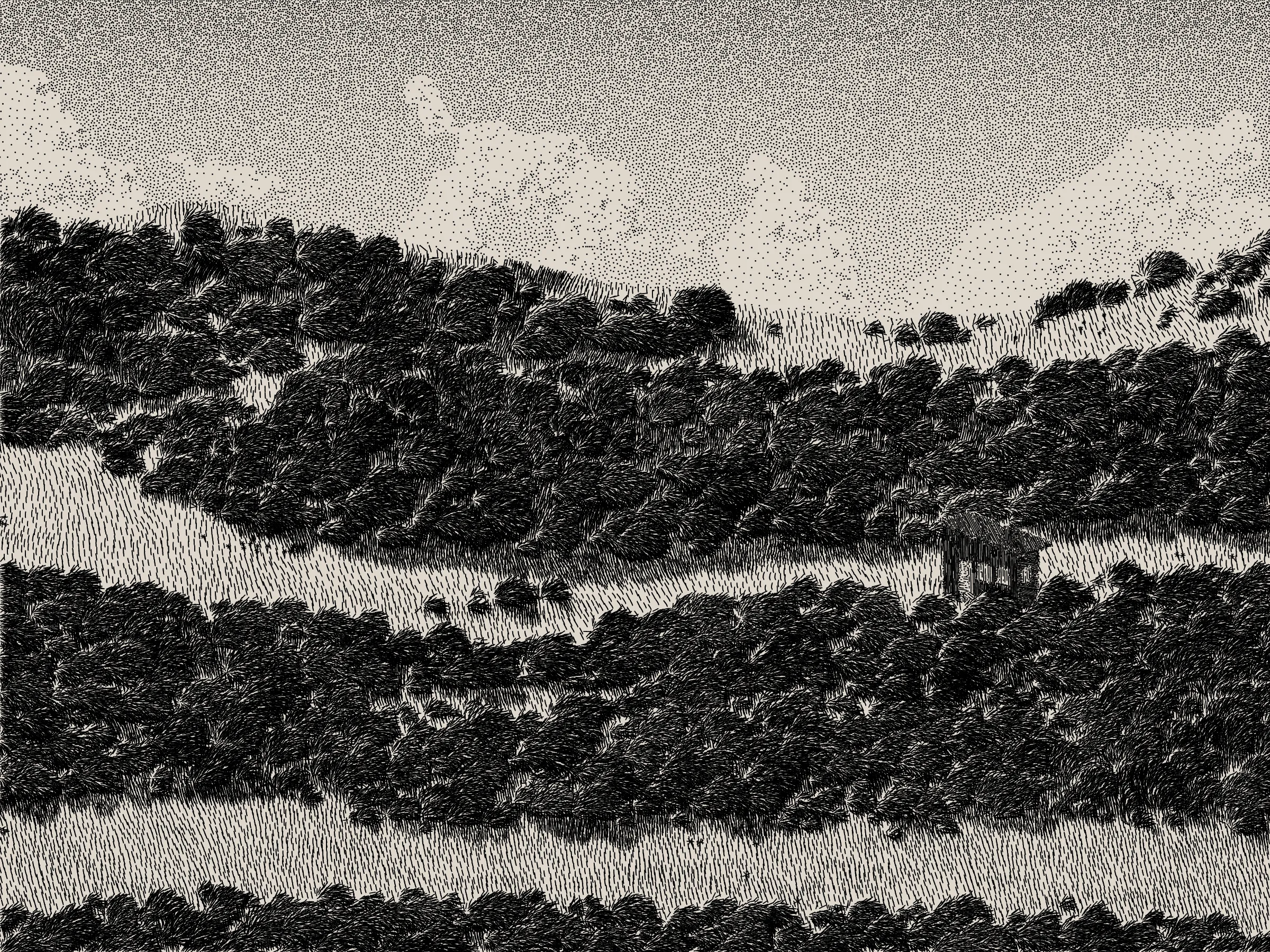 *Life and Love and Nothing is released as part of reGEN, a special charitable auction of generative art to raise funds for Cure Alzheimer’s Fund, curated by Alex Estorick and Foteini Valeonti in collaboration with The Giving Block.*

This is an illustration of a wildfire burning through a cabin and the surrounding hillside, rendered stylistically with pen and paper in mind. 

Once a year, the fire will ignite and burn until the cabin and the hillside are consumed. After burning, the cabin and the hillside will regenerate, and the cycle will start again.

The cabin represents a person, and the surrounding hillside their mind and memories.

The fire represents disease, burning through the person’s memories from the most recent and least established, through to the oldest and most ingrained.

My hope is that this can illustrate both the pain caused by disease and the beauty of the time we have to hold onto memories and loved ones.

Life is short, bodies degrade, houses burn. But, before that, there is life; there is love; there is creation – these things are beautiful.

Consider where you are placing your efforts.
Pursue what is important.
Take the time to see someone you love.
Take the time to do something you love.

There’s only so much time.