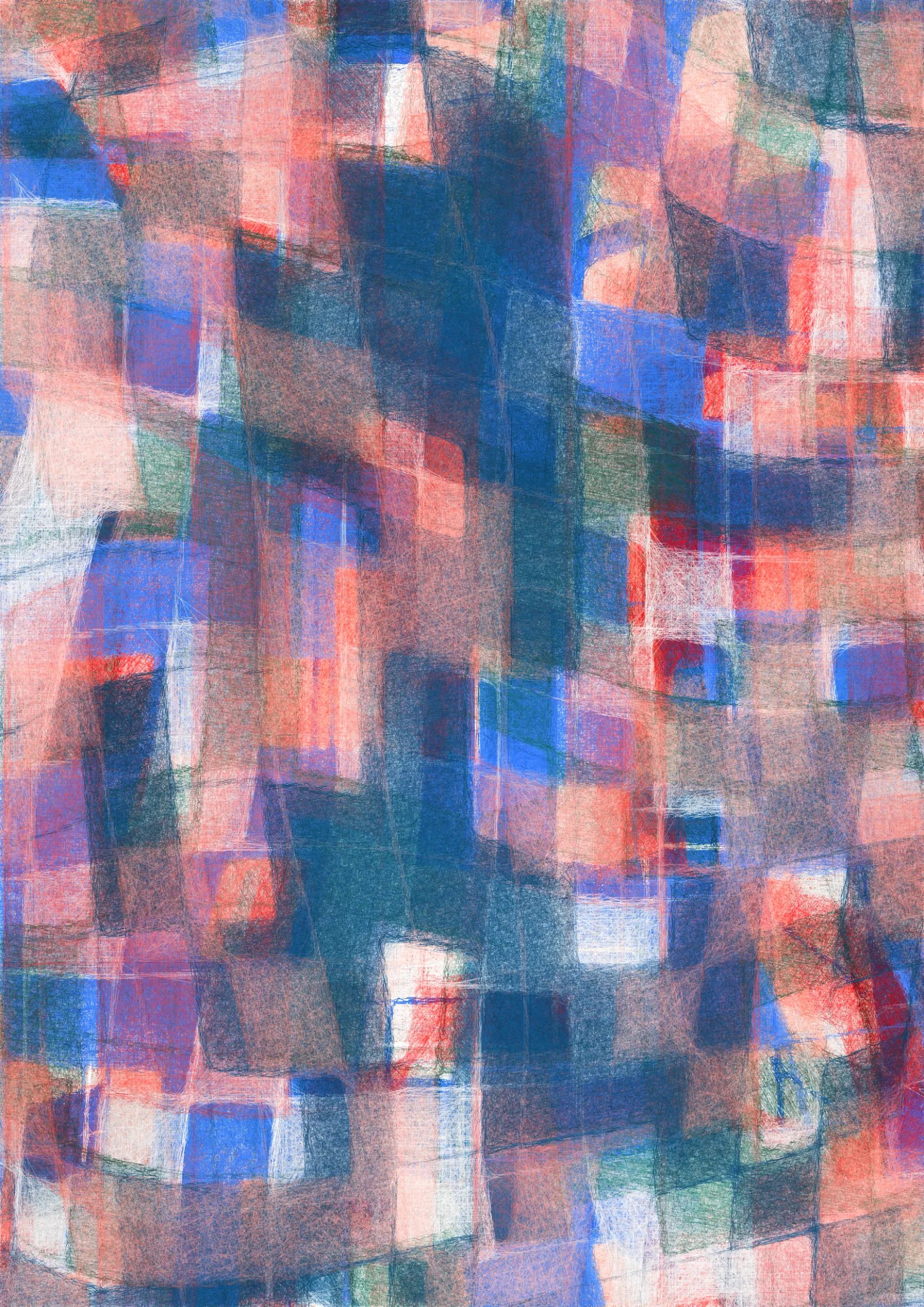 In 2022, as I was experiencing my first year as a father, I was often asking myself what impact I would have on my son, and how much my actions will be part of what will make him “him”. I started a slow introspection on the subject, and at the end of the year, I released “Foundations”, a series that focuses on the origins of our identity.

“Tout tracé” is the second act, and its direct continuity. 
In French, it means *“All mapped out”*, referring to the idea of an all planned future or *“a ready made path”.*

This series is the counterpoint of this vision. 

Life is full of surprises, good or bad, and each moment will have an impact on us, creating our set of experiences, many of them involuntary and embedded in our existence.
As humans, we are in constant evolution and therefore, on a quest of identity; of who we really are.
We are surrounded by expectations : from society, culture, religion, parents, friends, family… A list of rules that need to be followed and lived by; but, at the end of the day, I believe that only our choices matter.

Like “Foundations”, the composition of “Tout tracé” is grid based: full of boxes expected to be filled.
But this series is about growth, evolution, expression and re-definition. It’s about fighting against the structure in place, finding our own voice and re-shaping our reality.
It is finding its uniqueness and identity that will be revealed through the millions of lines drawing each artwork, technically signing the idea of “Tout tracé”, that comes with a double meaning: *“All drawn”*.


--
- **Press ‘S’** to export a still image.
- **Press ‘H’** to open a new tab of the artwork in HD (A3 format).

-- 

Opening one output in fullscreen or in live view will run an animation revealing the artwork.