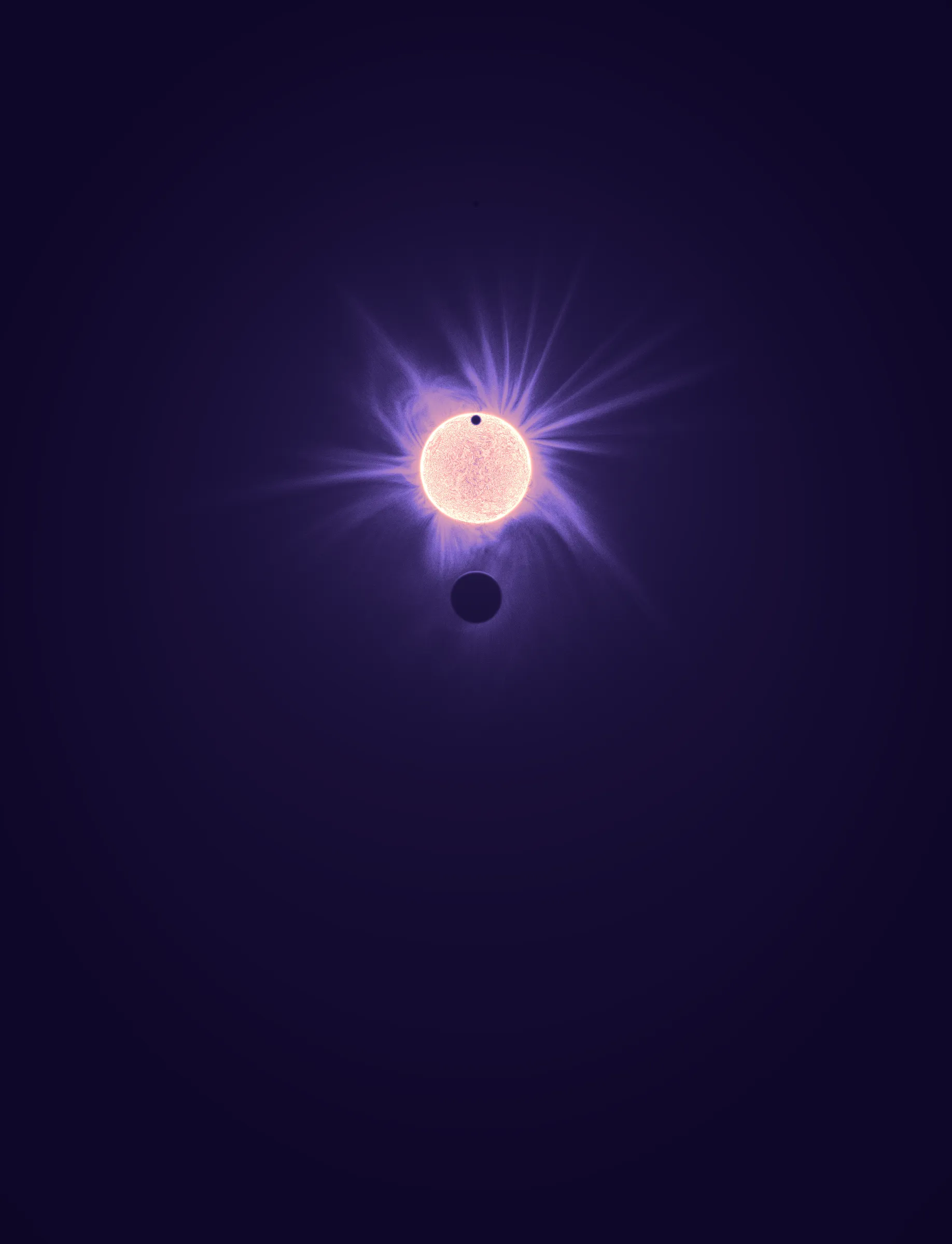 Solar Transits is a procedural exploration of the origins of astrophotography. Each image in this series depicts a randomly generated astronomical event but viewed through the lens of mid-to-late 19th century image capture techniques. The collection features a variety of rare alignments of stars, planets and moons, and are rendered in the spirit of the daguerreotype.

In June of 2012, I took a trip to Minneapolis to speak at the Eyeo Festival. Venus was going to transit while I was there. I was curious. I had not seen a transit before. At 5:09 pm on June 5th, a nearly imperceptible black circle began its march across the sun. Were it not a predicted mathematical certainty, it is doubtful anyone would have noticed. For six minutes, the light from the sun was 0.087% dimmer.

It is a significant thing to see an object silhouetted against the sun. We are so accustom to seeing our perfect circle of pure light that we can't help but to celebrate the occasions where something blocks the view. I still feel a little more excitement when a slight shadow shoots across the landscape on a cloudless day, the source being an extremely rare transit of a commercial jet liner.

Exponentially more rare is the planetary transit. When Venus hangs on the horizon, glowing against the night sky, it is all too easy to think it another star. Only when it is viewed in silhouette can its position in our universe be fully appreciated: orbitally locked like us, and forever drawing it's path around the sun. That tiny black circle effected me in a big way. The scale of the cosmos shifted into perspective. That doesn’t happen often. I was incredibly moved. It was an experience I will never forget. This project is an homage to that strange once-in-a-lifetime event.

As it turns out, I was very lucky to have seen it at all. In the time since my birth in 1972, a Venus transit has only happened twice. The 1st time was in 2004 but I lived in a part of the world where it was not visible. The 2nd time was in 2012. Unless I live to be 145 years old, there won’t be a 3rd time. There are a couple silver linings: the Great American solar eclipse is on April 8 2024, and Mercury will transit in 2032.

The first 10 sales will have the option to purchase their output in the form of a framed daguerreotype.