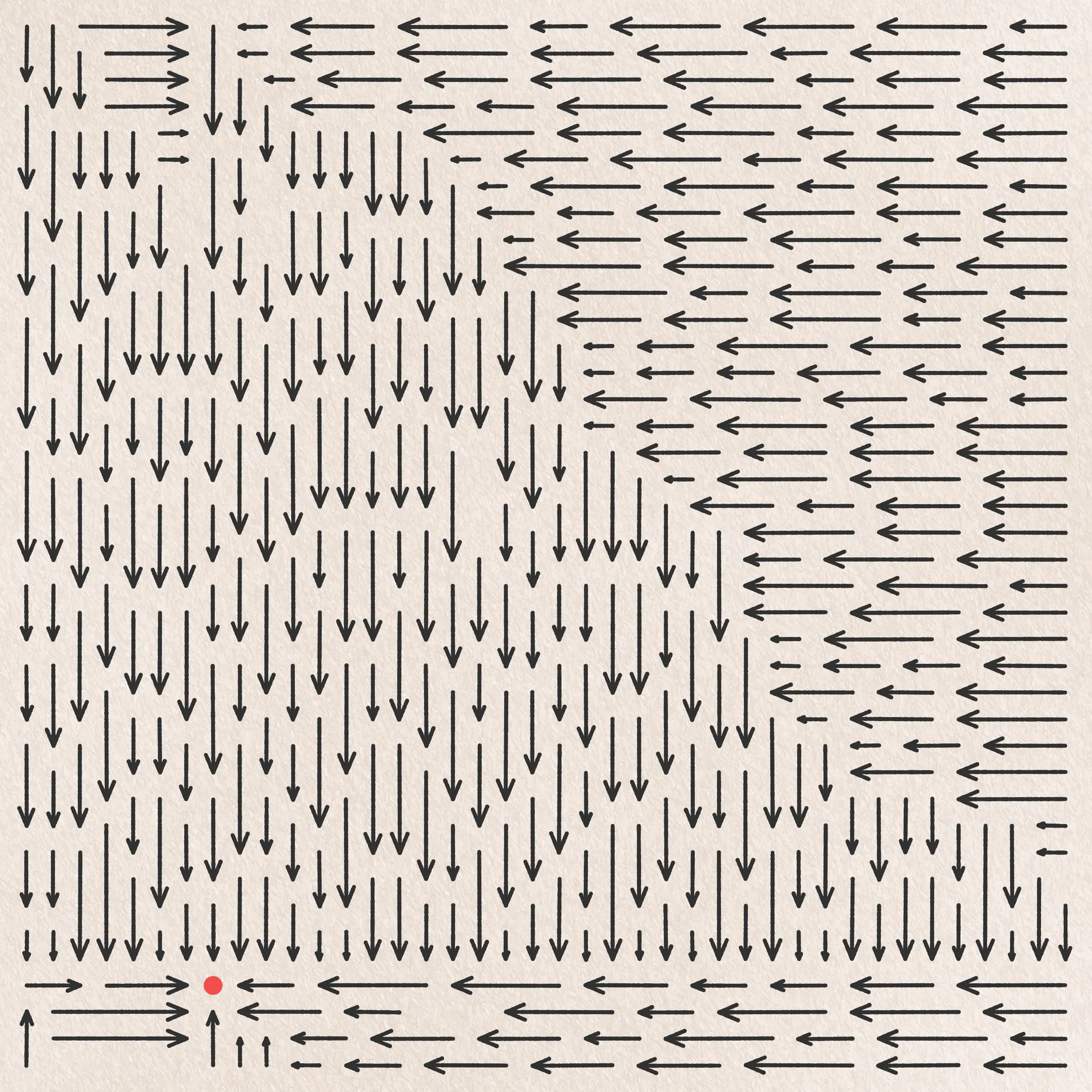 A simulation of me sketching 100 variations of the same idea. My focus and attention to detail wane with each successive drawing as boredom, frustration, and feelings of inevitability begin to sink in. By the end I find myself repeatedly asking: What's the point of it all?