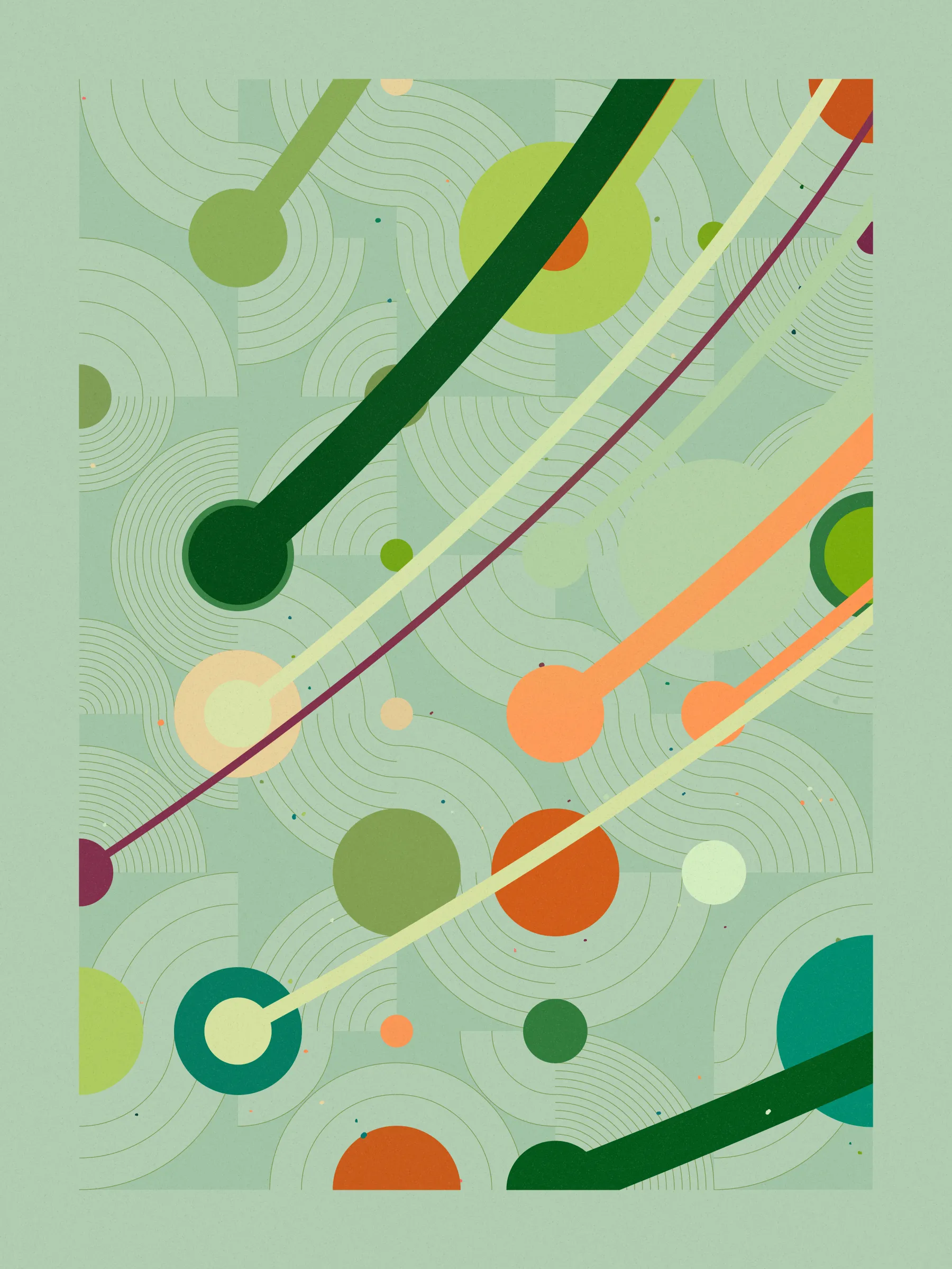 ##### **Forecast** abstractly captures the essence of rainfall on a stone-paved road, drawing an analogy between weather and human emotions, comparing the outcome of a weather forecast to the range of feelings a rainy day can evoke, inviting viewers to reflect on their own relationship with rain and the emotions it evokes in them. #####
####  ####
` `
The code creatively **recreates a weather forecast** to determine where on the canvas rain will fall. It emulates barometric pressure and humidity to alter a circle packing **algorithm that acts like clouds over the canvas**, generating the necessary data to calculate the probability of precipitation for each piece and distribute rain on the canvas in a visually appealing way.

**Geometry, color, and natural forces work together to create an abstract representation of rain** that pays homage to where I was born, “Galicia, where rain is art”.
 #### ####
  #### ####
   #### ####
 ***
  #### ####
` `
###### **The Concept**
` `
In the northwest of Spain lies Galicia, a region where rain holds a special place.

**With approximately half of the year consisting of rainy days**, it's no surprise that the Galician language has evolved to encompass a rich vocabulary of over 100 words to describe its various forms and moments. **Rain has become an art form in our everyday lives**, expressed through our language and the nuances of our conversations.

It was within this setting of rich traditions and linguistic nuances that **inspiration took hold on a rainy Sunday afternoon, as I wandered through the old part of town, captivated by the movement of raindrops and mesmerizing water ripples on the stone-paved road**, nurtured by the deep connection between Galicia's cultural heritage of intricate vocabulary of rain.

This intriguing interplay between weather and language extends far beyond Galicia, languages like Japanese, Welsh, and even Hawaiian bear witness to this captivating phenomenon, where **weather molds the very fabric of our linguistic expressions.** It serves as a testament to the **profound influence of weather on our collective human experience.**

While rain and weather influencing language ignited my inspiration, I sought to explore further, embarking on a creative journey that **explores the profound impact rain has on emotions and feelings**—a shared human language that transcends borders and requires no translations.

To express the diverse range of emotions rain can evoke, I created color palettes inspired by personal memories and experiences, capturing the essence of how those moments, events, and places made me feel. To further enhance the expression of emotions, I use size and proportion symbolizing and amplifying the intensity of those feelings. This approach brings forth the emotional impact of rain in our lives, **inviting viewers to reflect on their own relationship with rain and the feelings it evokes in them.**

To add depth and significance to its compositions Forecast uses a creative approach woven into its code, that became such an important part of the piece that gave its name to the project. **The code simulates a weather forecast emulating barometric pressure, and humidity** – variables that dynamically influence a circle packing algorithm that symbolizes clouds over the canvas, generating the necessary data to calculate the probability of precipitation for each piece and distribute rain across the canvas in a visually appealing way. The result is a perfect balance between randomness and control that added an extra layer of depth to the artwork.

**Prints**
Prints will be available for Forecast owners. For more details, [visit this link](https://www.mlarino.com/work/forecast "order prints").

***
\
**Keys**
**[S]** - Download image.

Press the **[LEFT ARROW]** key to explore the different elements that help build the final image.

To switch between different aspect ratios, use the following keys:
**[0]** 3:4 Print (default)
**[1]** 9:16 ratio
**[2]** 1:1 ratio