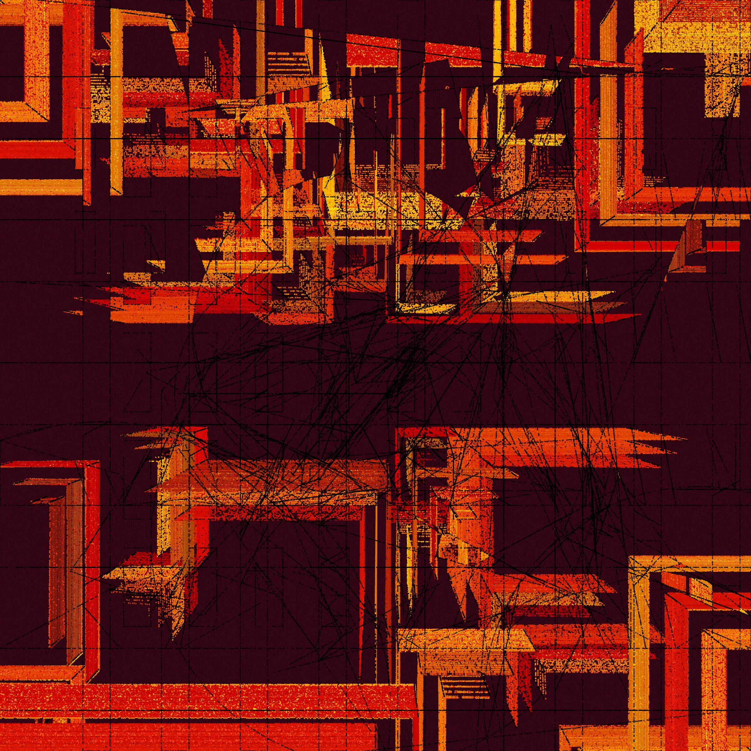 Structures is an abstract generative art project drawn entirely with dots.

About project development:

*In generative art, I like to experiment and test sometimes improbable things (which was the case for this project).*

*Structures is a very special project that was born from this experimentation, in this case, the merger of two discrete projects I was working on.*

*When I was working on the first version of Structures, even after a long development I was not completely satisfied with the result, and ended up putting the project aside to try to find a way to finish sometime in the future.*

*I then started another, more abstract, project (with various shapes, triangles, circles, grids of rectangles, etc.), that really had nothing obvious in common with Structures. But, ultimately, this project too, alone, was not enough.*

*And then one day I wondered how these projects might inform each other, and worked to make Structures more abstract. I honestly had no expectations of success, but nevertheless worked to merge the codes of the discrete projects just to see what it would yield.*

*I was pleasantly surprised by the result, and then continued to iterate this new hybrid version until finally arriving with what you see here.*

Each variation generated by Structures is drawn using only dots. It is the complex algorithm of the project that determines the position, size, color, etc. of each dot through approximately 1,500,000 to 40,000,000 random decisions based on the hash of the mint and draws approximately 350,000 to 10,000,000 dots based on these random decisions.

In live mode:
- click during the animation = animation pause
- click at the end of the animation = display of the number of dots drawn

Made with ❤️, code and p5js.
