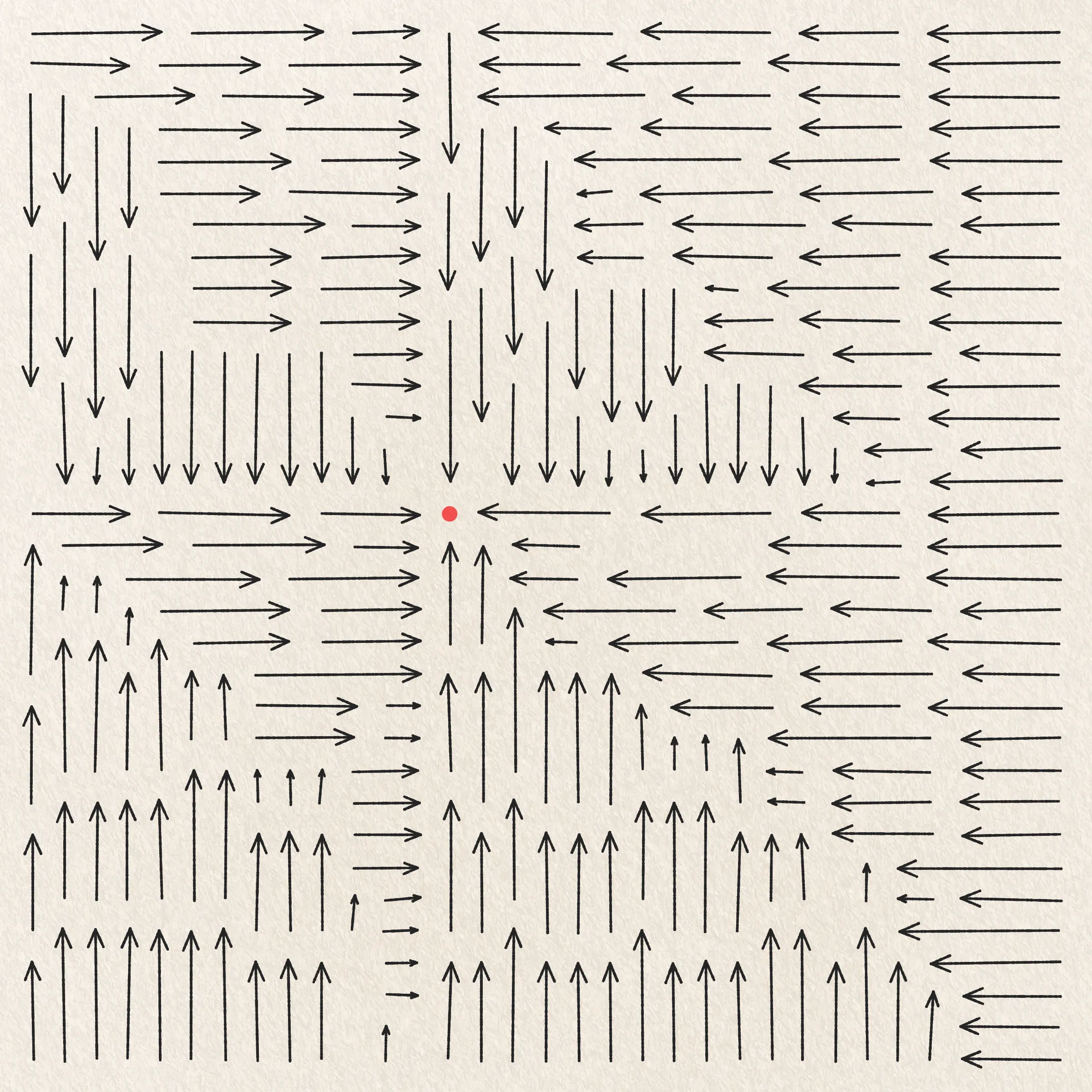 A simulation of me sketching 100 variations of the same idea. My focus and attention to detail wane with each successive drawing as boredom, frustration, and feelings of inevitability begin to sink in. By the end I find myself repeatedly asking: What's the point of it all?