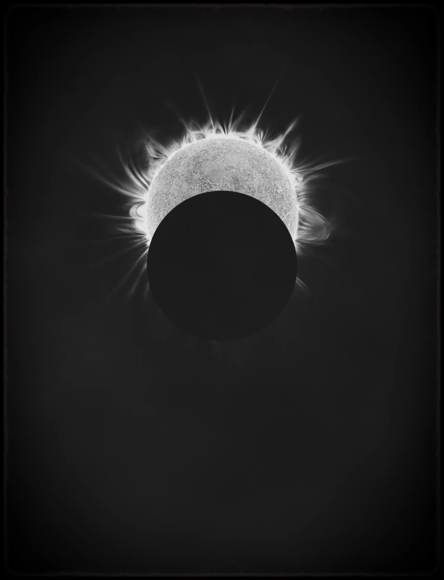 Solar Transits is a procedural exploration of the origins of astrophotography. Each image in this series depicts a randomly generated astronomical event but viewed through the lens of mid-to-late 19th century image capture techniques. The collection features a variety of rare alignments of stars, planets and moons, and are rendered in the spirit of the daguerreotype.

In June of 2012, I took a trip to Minneapolis to speak at the Eyeo Festival. Venus was going to transit while I was there. I was curious. I had not seen a transit before. At 5:09 pm on June 5th, a nearly imperceptible black circle began its march across the sun. Were it not a predicted mathematical certainty, it is doubtful anyone would have noticed. For six minutes, the light from the sun was 0.087% dimmer.

It is a significant thing to see an object silhouetted against the sun. We are so accustom to seeing our perfect circle of pure light that we can't help but to celebrate the occasions where something blocks the view. I still feel a little more excitement when a slight shadow shoots across the landscape on a cloudless day, the source being an extremely rare transit of a commercial jet liner.

Exponentially more rare is the planetary transit. When Venus hangs on the horizon, glowing against the night sky, it is all too easy to think it another star. Only when it is viewed in silhouette can its position in our universe be fully appreciated: orbitally locked like us, and forever drawing it's path around the sun. That tiny black circle effected me in a big way. The scale of the cosmos shifted into perspective. That doesn’t happen often. I was incredibly moved. It was an experience I will never forget. This project is an homage to that strange once-in-a-lifetime event.

As it turns out, I was very lucky to have seen it at all. In the time since my birth in 1972, a Venus transit has only happened twice. The 1st time was in 2004 but I lived in a part of the world where it was not visible. The 2nd time was in 2012. Unless I live to be 145 years old, there won’t be a 3rd time. There are a couple silver linings: the Great American solar eclipse is on April 8 2024, and Mercury will transit in 2032.

The first 10 sales will have the option to purchase their output in the form of a framed daguerreotype.
