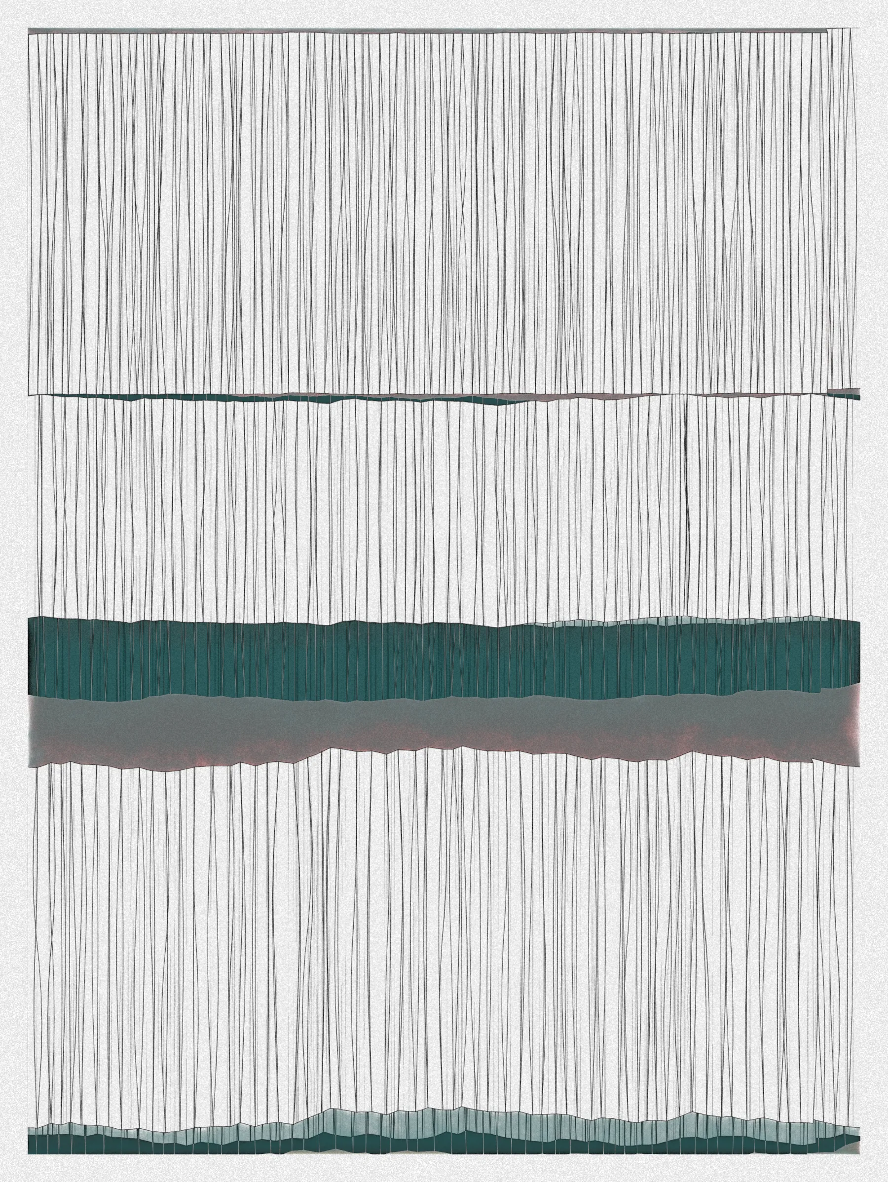 # Neural Sediments

## “Before objectivity, there was truth to nature; after the advent of objectivity came trained judgment”

Lorraine Daston, Peter Galison

Improving my decision-making process is how I would sum up my lifelong quest. Understanding yourself and the unlimited variables and actors surrounding us daily requires a radical yet utopian pursuit of objectivity.

A prerequisite to an objective observation is identifying and eliminating cognitive and observational biases.

My obsession with objectivity started as a sociology student; while studying epistemology of science and pondering the works of Emile Durkheim, Max Weber, and Karl Popper.

This quest never left me and has been a cornerstone of my artistic practice for 25 years.

“The map is not the territory” is a mainstream expression highlighting a potentially oversimplified version of reality. In this series called Neural Sediments, inspired by the works of Alberto Burri, František Kupka, and Swiss topography, I highlight the complexity of our brains and some of their biases.

Looking at one Neural Sediment will deliver you a first broad impression; however, looking at it for a longer time will yield a never-ending and much more nuanced and delicate observation. Like Alberto Burri’s Cracks series, some things not obvious to the eye become real over time. Each Neural Sediment opens itself to the viewer in a unique way. The more you look at it, the more you can decipher it. 

Like Swiss alpine glacier sediments, this material appears only after a certain amount of time and a decent amount of gravity. Burri used a special technique to envision time with cracked canvas; František Kupka, in his Katedrála painting, opens the fourth dimension by looking at the vertical lines of the glass window.

In the Neural Sediments series, I used both as an inspiration to push the viewer’s eye to search for more details and a deeper perspective.

Choosing color palettes for a long-form generative art collection is as demanding as solving technical algorithmic challenges. 

The color palettes I create result from a process I've built into my practice over time. Each palette comes from my own algorithmic selection trained on classical masterpieces.

After this first selection, each set of colors used in a Neural Sediment is re-arranged to be linked with endangered ecosystems such as dark blue waters, peach salmons, rare botanic species, or volcanos.

Like Josef Albers, who highlighted the instability and deceptiveness of colors, my color sets are here to reinforce the question of objectivity in the art world and life in general.

Looking at its overall structure, each Neural Sediment evokes a brutalist architecture. 

Prioritizing function over form, each Neural Sediment aims to be used as a tool to rediscover oneself, free from the cognitive constraints we put on ourselves and the world around us.

PS: From a technical point of view, Neural Sediments require some heavy calculations, considering the very large number of intersections to compute prior to rendering.

PPS: Pressing the letter “i” on your keyboard will generate a high resolution export for a large scale and print friendly format.