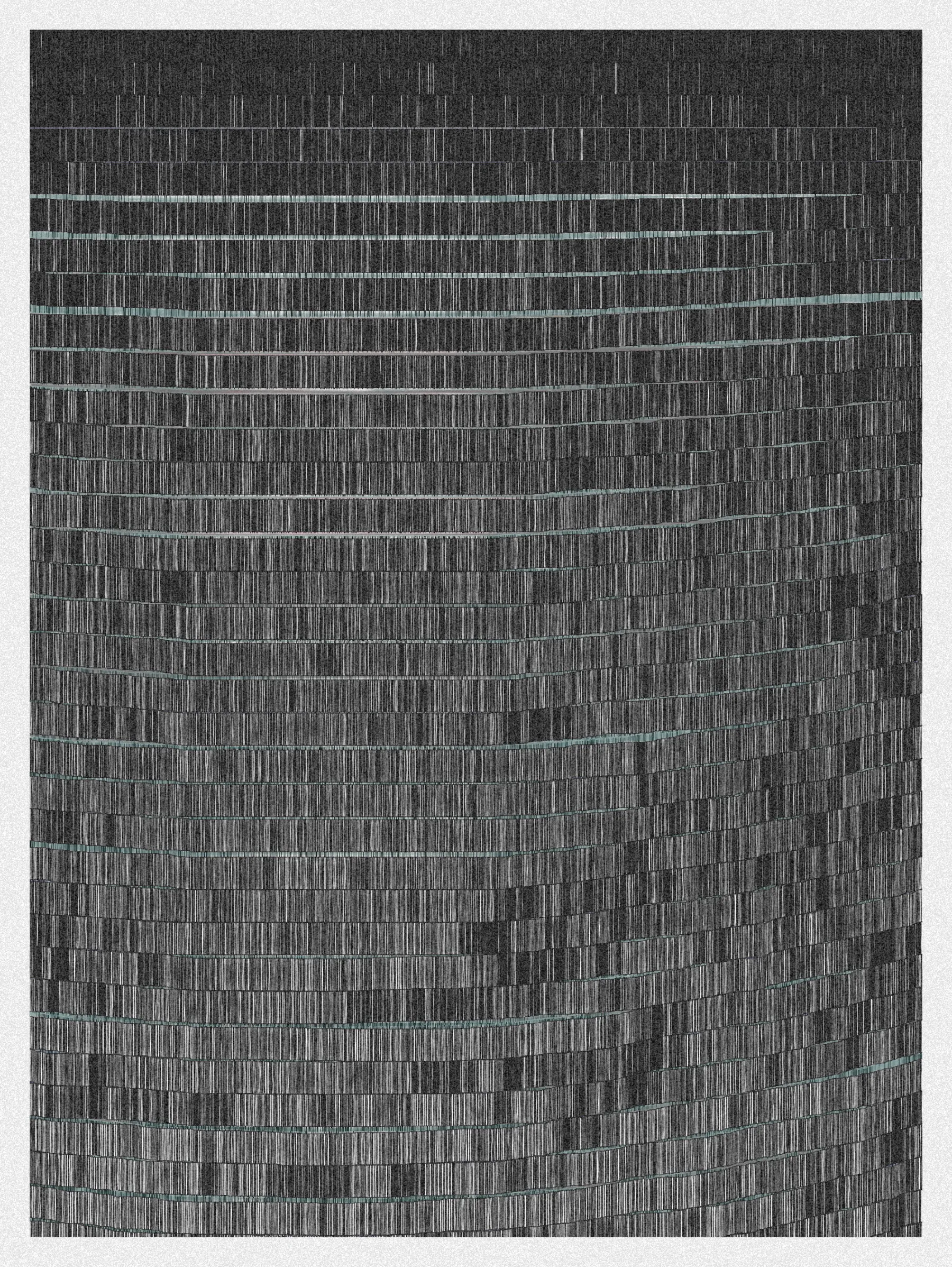 # Neural Sediments

## “Before objectivity, there was truth to nature; after the advent of objectivity came trained judgment”

Lorraine Daston, Peter Galison

Improving my decision-making process is how I would sum up my lifelong quest. Understanding yourself and the unlimited variables and actors surrounding us daily requires a radical yet utopian pursuit of objectivity.

A prerequisite to an objective observation is identifying and eliminating cognitive and observational biases.

My obsession with objectivity started as a sociology student; while studying epistemology of science and pondering the works of Emile Durkheim, Max Weber, and Karl Popper.

This quest never left me and has been a cornerstone of my artistic practice for 25 years.

“The map is not the territory” is a mainstream expression highlighting a potentially oversimplified version of reality. In this series called Neural Sediments, inspired by the works of Alberto Burri, František Kupka, and Swiss topography, I highlight the complexity of our brains and some of their biases.

Looking at one Neural Sediment will deliver you a first broad impression; however, looking at it for a longer time will yield a never-ending and much more nuanced and delicate observation. Like Alberto Burri’s Cracks series, some things not obvious to the eye become real over time. Each Neural Sediment opens itself to the viewer in a unique way. The more you look at it, the more you can decipher it. 

Like Swiss alpine glacier sediments, this material appears only after a certain amount of time and a decent amount of gravity. Burri used a special technique to envision time with cracked canvas; František Kupka, in his Katedrála painting, opens the fourth dimension by looking at the vertical lines of the glass window.

In the Neural Sediments series, I used both as an inspiration to push the viewer’s eye to search for more details and a deeper perspective.

Choosing color palettes for a long-form generative art collection is as demanding as solving technical algorithmic challenges. 

The color palettes I create result from a process I've built into my practice over time. Each palette comes from my own algorithmic selection trained on classical masterpieces.

After this first selection, each set of colors used in a Neural Sediment is re-arranged to be linked with endangered ecosystems such as dark blue waters, peach salmons, rare botanic species, or volcanos.

Like Josef Albers, who highlighted the instability and deceptiveness of colors, my color sets are here to reinforce the question of objectivity in the art world and life in general.

Looking at its overall structure, each Neural Sediment evokes a brutalist architecture. 

Prioritizing function over form, each Neural Sediment aims to be used as a tool to rediscover oneself, free from the cognitive constraints we put on ourselves and the world around us.

PS: From a technical point of view, Neural Sediments require some heavy calculations, considering the very large number of intersections to compute prior to rendering.

PPS: Pressing the letter “i” on your keyboard will generate a high resolution export for a large scale and print friendly format.