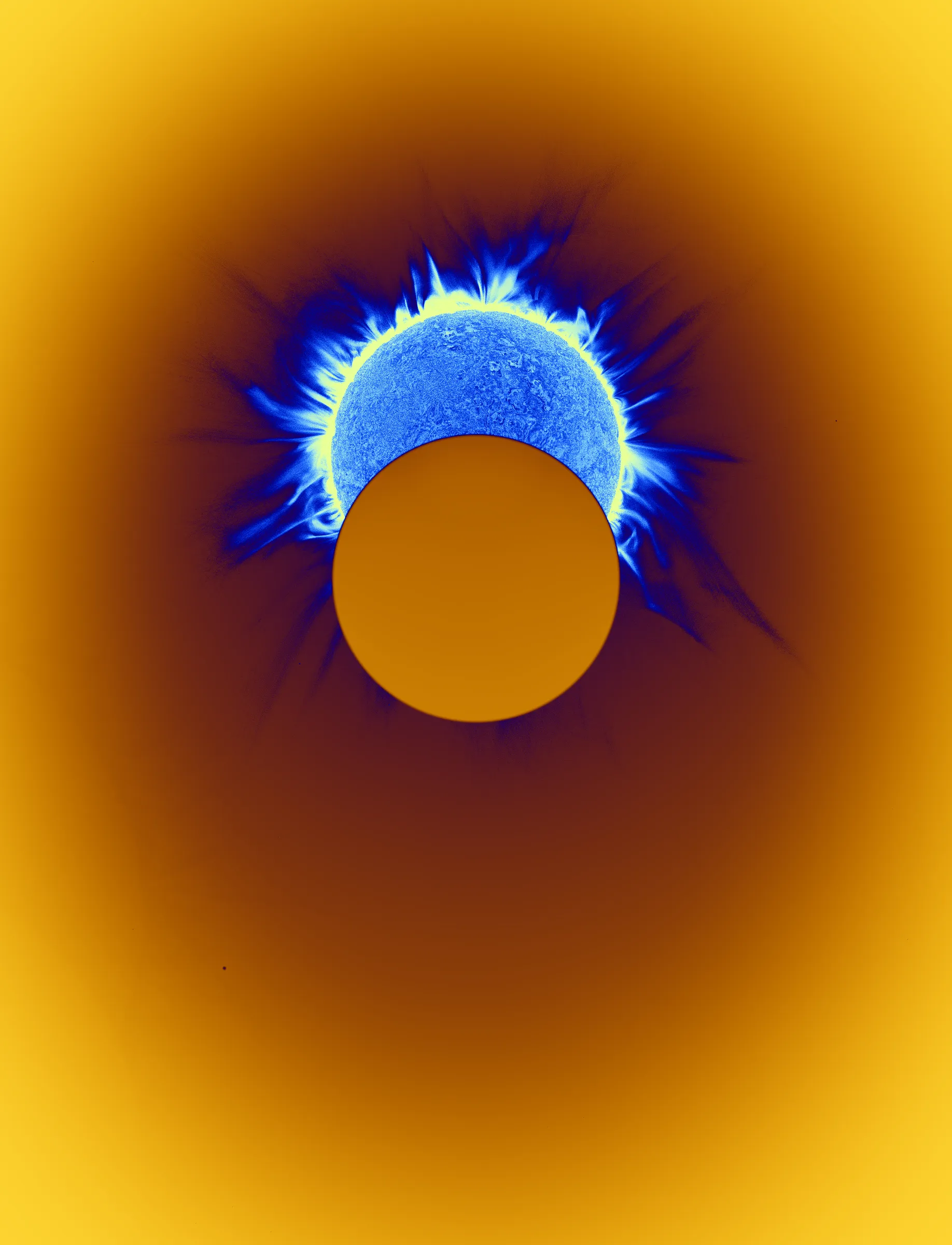 Solar Transits is a procedural exploration of the origins of astrophotography. Each image in this series depicts a randomly generated astronomical event but viewed through the lens of mid-to-late 19th century image capture techniques. The collection features a variety of rare alignments of stars, planets and moons, and are rendered in the spirit of the daguerreotype.

In June of 2012, I took a trip to Minneapolis to speak at the Eyeo Festival. Venus was going to transit while I was there. I was curious. I had not seen a transit before. At 5:09 pm on June 5th, a nearly imperceptible black circle began its march across the sun. Were it not a predicted mathematical certainty, it is doubtful anyone would have noticed. For six minutes, the light from the sun was 0.087% dimmer.

It is a significant thing to see an object silhouetted against the sun. We are so accustom to seeing our perfect circle of pure light that we can't help but to celebrate the occasions where something blocks the view. I still feel a little more excitement when a slight shadow shoots across the landscape on a cloudless day, the source being an extremely rare transit of a commercial jet liner.

Exponentially more rare is the planetary transit. When Venus hangs on the horizon, glowing against the night sky, it is all too easy to think it another star. Only when it is viewed in silhouette can its position in our universe be fully appreciated: orbitally locked like us, and forever drawing it's path around the sun. That tiny black circle effected me in a big way. The scale of the cosmos shifted into perspective. That doesn’t happen often. I was incredibly moved. It was an experience I will never forget. This project is an homage to that strange once-in-a-lifetime event.

As it turns out, I was very lucky to have seen it at all. In the time since my birth in 1972, a Venus transit has only happened twice. The 1st time was in 2004 but I lived in a part of the world where it was not visible. The 2nd time was in 2012. Unless I live to be 145 years old, there won’t be a 3rd time. There are a couple silver linings: the Great American solar eclipse is on April 8 2024, and Mercury will transit in 2032.

The first 10 sales will have the option to purchase their output in the form of a framed daguerreotype.