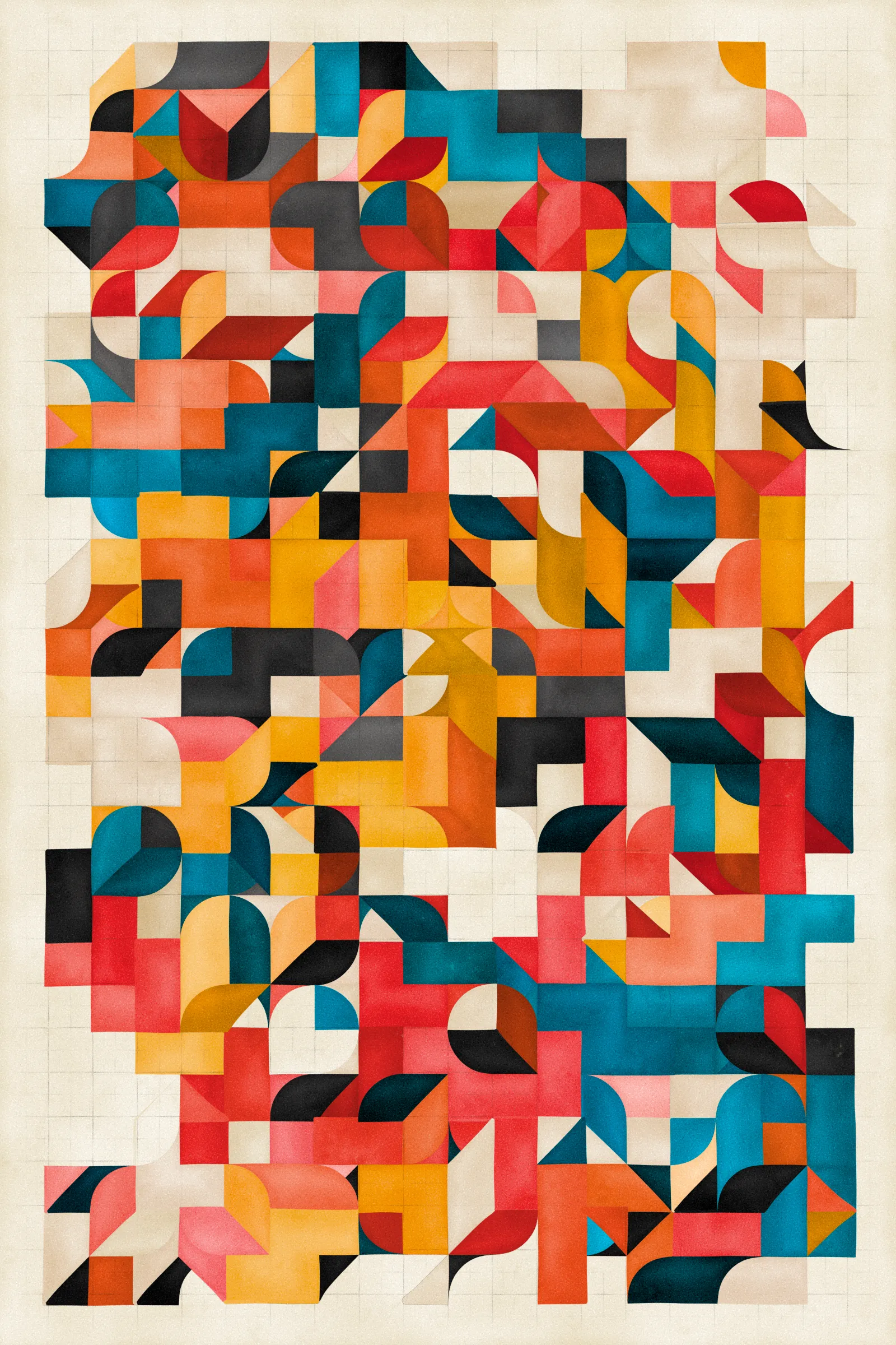 **Trichro-matic** meditates on perception.

As you explore the piece, your perception of the structure shifts. Elements change their relationships - what is out turns in; what is flat deepens. What stood adjacent now occludes.

The piece uses rhythmic color and form, displacement, and juxtaposition to create structures that invite interpretation and exploration. Some outputs challenge our depth perception conventions, while others manipulate explicit structural cues and emphasize intentional imperfections.

From this concept, the piece gets its name - Trichro-matic - denoting the ability to perceive using all three primary colors. The hyphenated "o-matic" denotes fictional machinery, hinting at the generative system supporting the piece. Both hand-selected and algorithmically-generated color palettes feature, with the latter aiming to elicit emotions akin to the former.

When you explore an output from different starting points, you understand the elements' relationships differently. In these changing interpretations, no answer is definitive. Each perspective, whether your first, your last, or someone else's, is valid.

Prints will be available for Trichro-matic owners. For more details, visit [this link](https://www.mountvitruvius.art).

Note: Renders might take longer on lower-end or mobile devices. This piece is my most technically complex release to date, relying on a custom GPU render process which can demand significant resources, even if outputs appear simple.

Finally, I dedicate this piece to my father, who suffered vision loss from a stroke in September 2023.