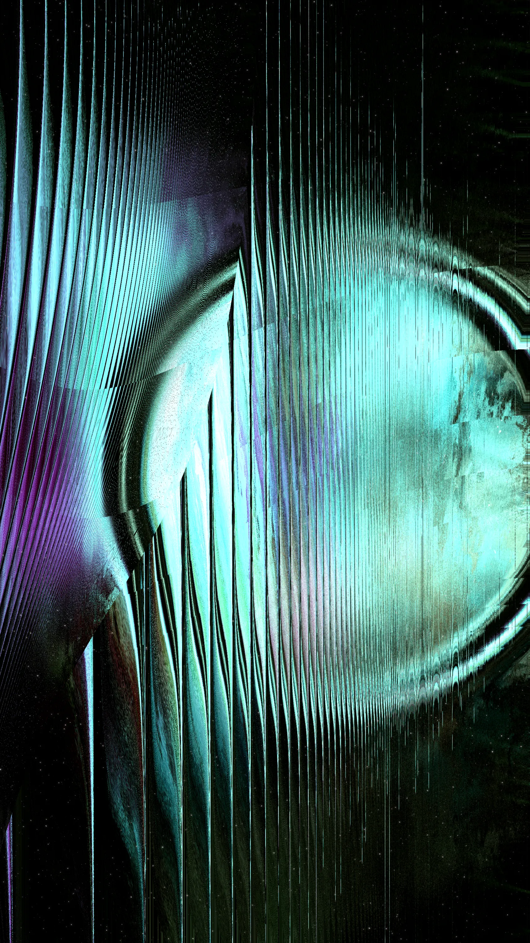 Lumina engages in the delicate interplay of curved, organic lines and abstract forms, weaving a surreal narrative filled with rhythm and dynamism. It illustrates dreamy imagery of cosmic phenomena such as electromagnetic waves, magnetic reconnection, and gravitational pull. In its composition, Lumina balances fluid and structured elements, vibrant and muted tones. The artwork’s glitchy and distorted textures, reminiscent of cosmic noise and stellar interference, further enhance its spatial narrative, offering a visual echo of the cosmic phenomena.

Lumina lies in its balanced integration of organic and digital elements. The first layer of the artwork, crafted with p5.js and a fBm shader, forms an organic texture, adding a swirl to give dynamism and generates diverse color palettes; establishing a visual field. This organic layer is then intertwined with a digital layer, where a custom fragment shader introduces subtle distortions and glitches, adding depth, complexity and luminance to the pieces. The inclusion of noise (and its artifacts) and various mathematical functions imbue the collection with a dreamlike ambiance.

**URL Parameters:**
?resolution=5000  :  to render as 2812x5000 px
?resolution=4000  :  to render as 2250x4000 px 
?resolution=3000  :  to render as 1687x3000 px (default)

**Press [S] in live view to save as .png**

This work involves intensive GPU processing. It's advisable to use modern hardware and ensure your browser's hardware acceleration is enabled for optimal performance. Using the Chrome browser on a desktop equipped with a high-end GPU is highly recommended.

See website for more details about the collection.