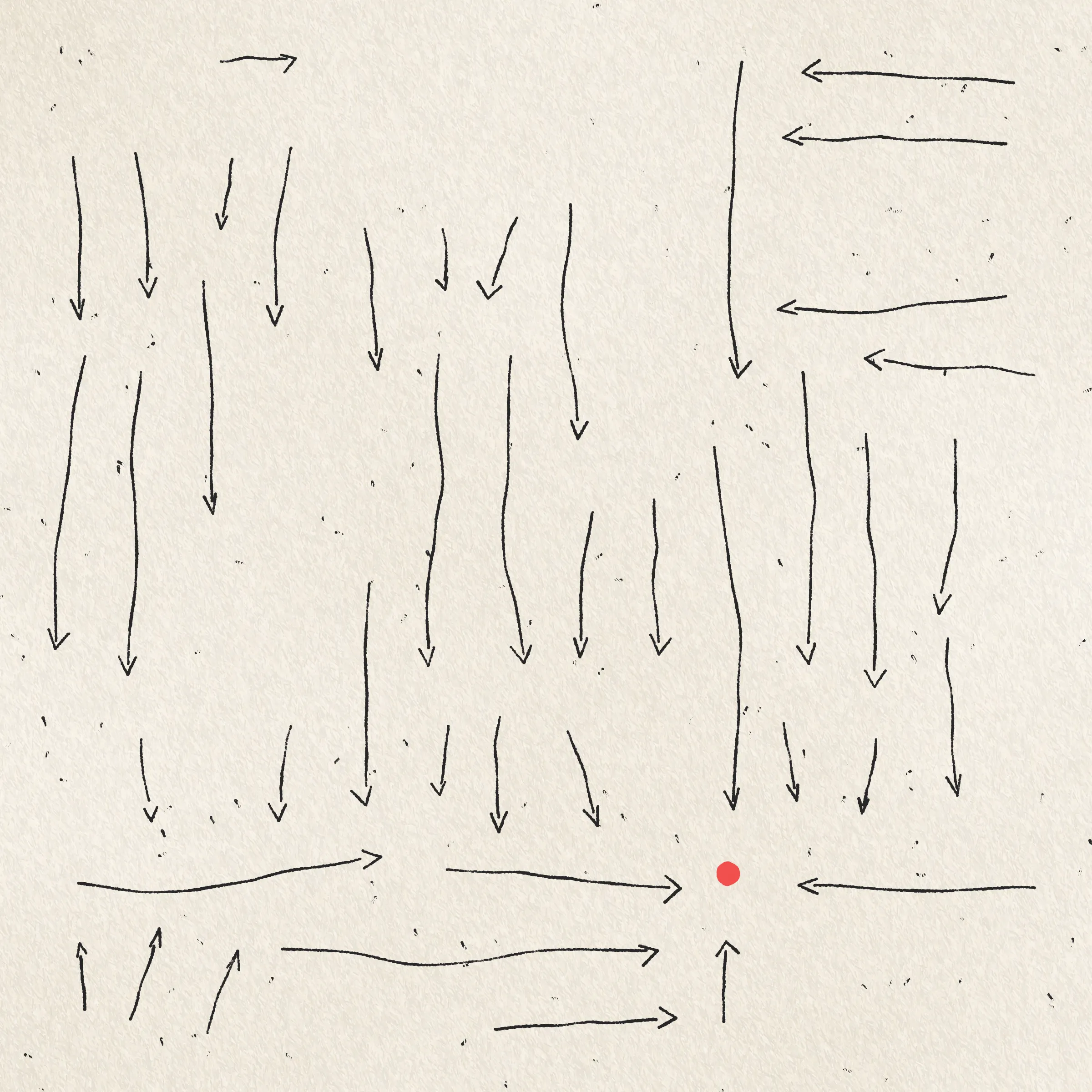 A simulation of me sketching 100 variations of the same idea. My focus and attention to detail wane with each successive drawing as boredom, frustration, and feelings of inevitability begin to sink in. By the end I find myself repeatedly asking: What's the point of it all?