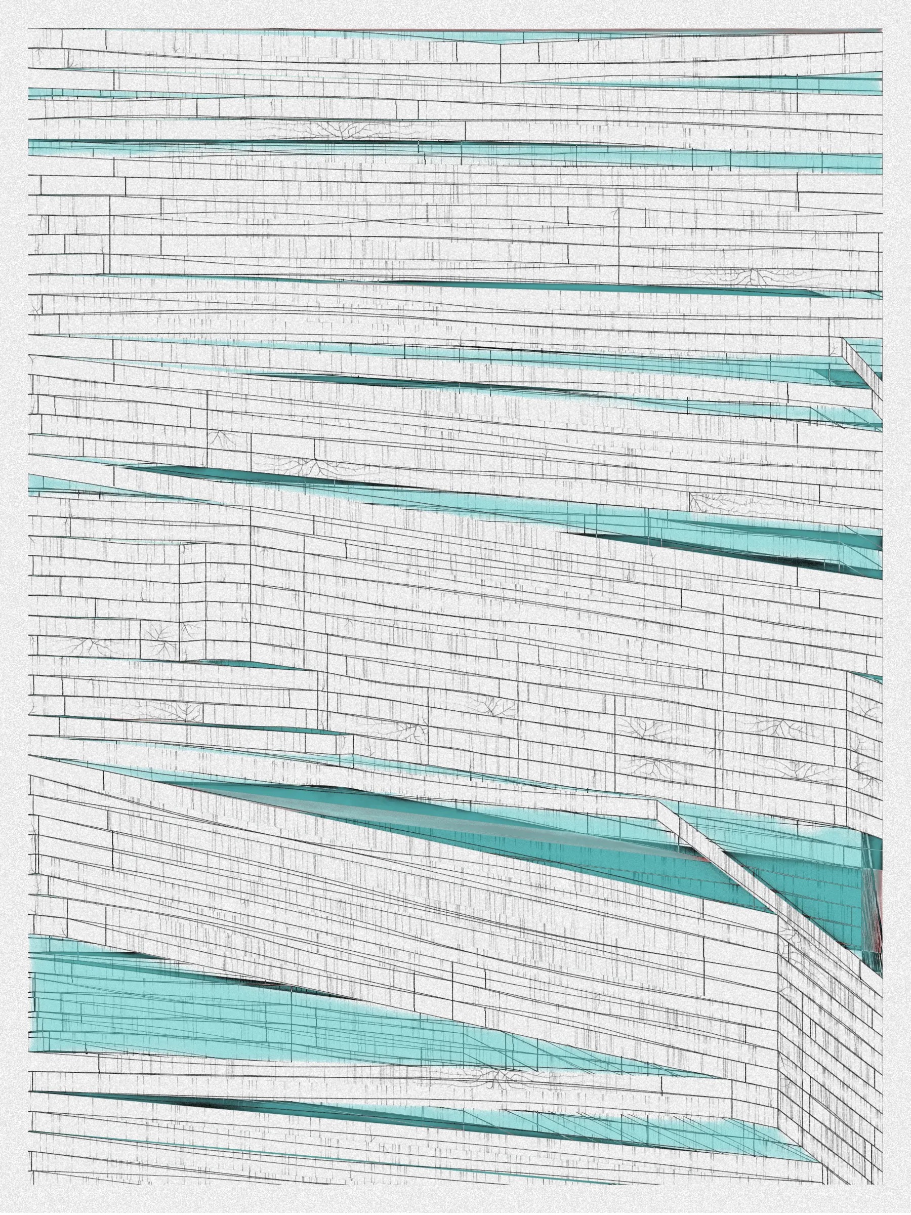 # Neural Sediments

## “Before objectivity, there was truth to nature; after the advent of objectivity came trained judgment”

Lorraine Daston, Peter Galison

Improving my decision-making process is how I would sum up my lifelong quest. Understanding yourself and the unlimited variables and actors surrounding us daily requires a radical yet utopian pursuit of objectivity.

A prerequisite to an objective observation is identifying and eliminating cognitive and observational biases.

My obsession with objectivity started as a sociology student; while studying epistemology of science and pondering the works of Emile Durkheim, Max Weber, and Karl Popper.

This quest never left me and has been a cornerstone of my artistic practice for 25 years.

“The map is not the territory” is a mainstream expression highlighting a potentially oversimplified version of reality. In this series called Neural Sediments, inspired by the works of Alberto Burri, František Kupka, and Swiss topography, I highlight the complexity of our brains and some of their biases.

Looking at one Neural Sediment will deliver you a first broad impression; however, looking at it for a longer time will yield a never-ending and much more nuanced and delicate observation. Like Alberto Burri’s Cracks series, some things not obvious to the eye become real over time. Each Neural Sediment opens itself to the viewer in a unique way. The more you look at it, the more you can decipher it. 

Like Swiss alpine glacier sediments, this material appears only after a certain amount of time and a decent amount of gravity. Burri used a special technique to envision time with cracked canvas; František Kupka, in his Katedrála painting, opens the fourth dimension by looking at the vertical lines of the glass window.

In the Neural Sediments series, I used both as an inspiration to push the viewer’s eye to search for more details and a deeper perspective.

Choosing color palettes for a long-form generative art collection is as demanding as solving technical algorithmic challenges. 

The color palettes I create result from a process I've built into my practice over time. Each palette comes from my own algorithmic selection trained on classical masterpieces.

After this first selection, each set of colors used in a Neural Sediment is re-arranged to be linked with endangered ecosystems such as dark blue waters, peach salmons, rare botanic species, or volcanos.

Like Josef Albers, who highlighted the instability and deceptiveness of colors, my color sets are here to reinforce the question of objectivity in the art world and life in general.

Looking at its overall structure, each Neural Sediment evokes a brutalist architecture. 

Prioritizing function over form, each Neural Sediment aims to be used as a tool to rediscover oneself, free from the cognitive constraints we put on ourselves and the world around us.

PS: From a technical point of view, Neural Sediments require some heavy calculations, considering the very large number of intersections to compute prior to rendering.

PPS: Pressing the letter “i” on your keyboard will generate a high resolution export for a large scale and print friendly format.