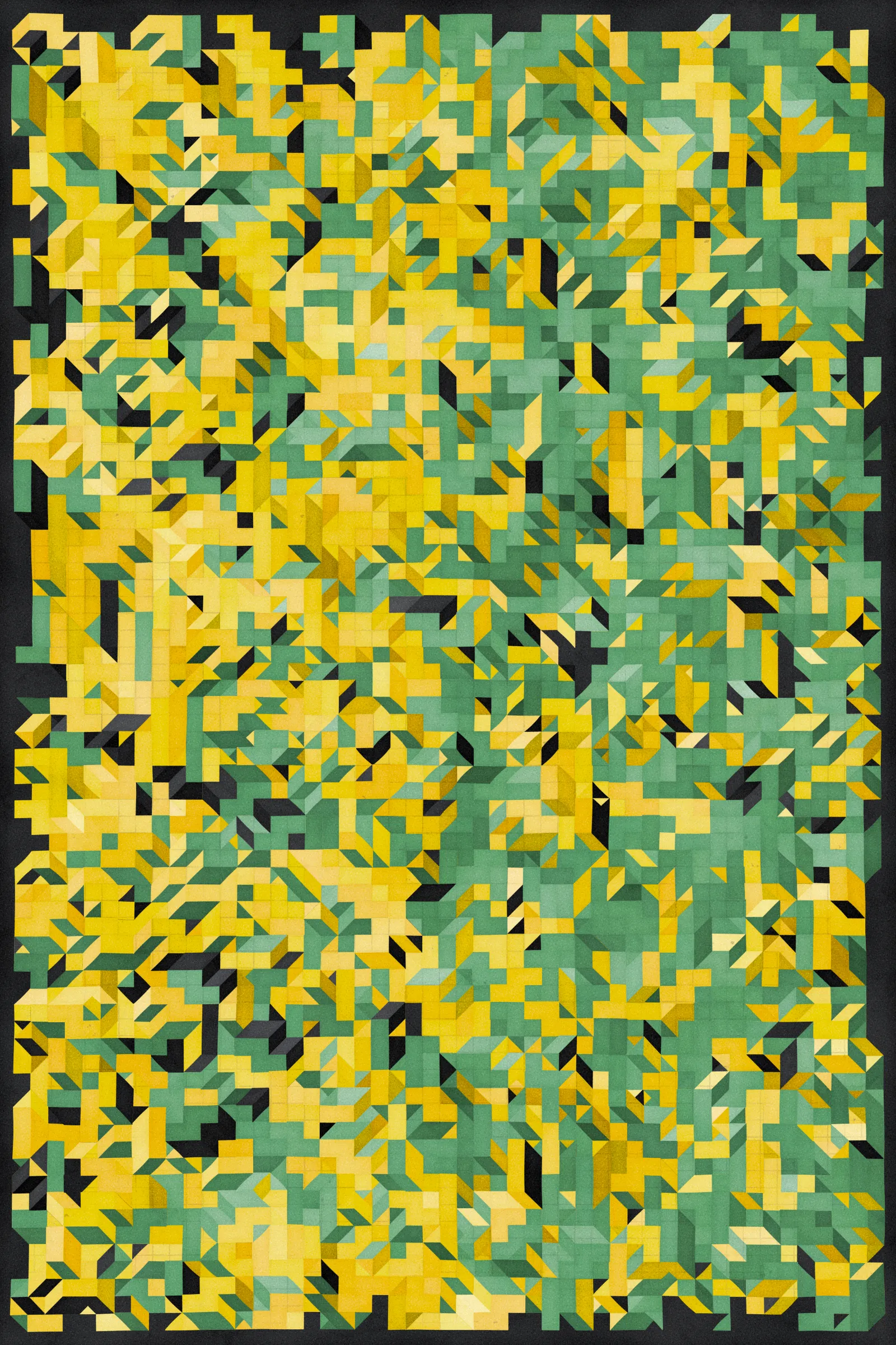 **Trichro-matic** meditates on perception.

As you explore the piece, your perception of the structure shifts. Elements change their relationships - what is out turns in; what is flat deepens. What stood adjacent now occludes.

The piece uses rhythmic color and form, displacement, and juxtaposition to create structures that invite interpretation and exploration. Some outputs challenge our depth perception conventions, while others manipulate explicit structural cues and emphasize intentional imperfections.

From this concept, the piece gets its name - Trichro-matic - denoting the ability to perceive using all three primary colors. The hyphenated "o-matic" denotes fictional machinery, hinting at the generative system supporting the piece. Both hand-selected and algorithmically-generated color palettes feature, with the latter aiming to elicit emotions akin to the former.

When you explore an output from different starting points, you understand the elements' relationships differently. In these changing interpretations, no answer is definitive. Each perspective, whether your first, your last, or someone else's, is valid.

Prints will be available for Trichro-matic owners. For more details, visit [this link](https://www.mountvitruvius.art).

Note: Renders might take longer on lower-end or mobile devices. This piece is my most technically complex release to date, relying on a custom GPU render process which can demand significant resources, even if outputs appear simple.

Finally, I dedicate this piece to my father, who suffered vision loss from a stroke in September 2023.