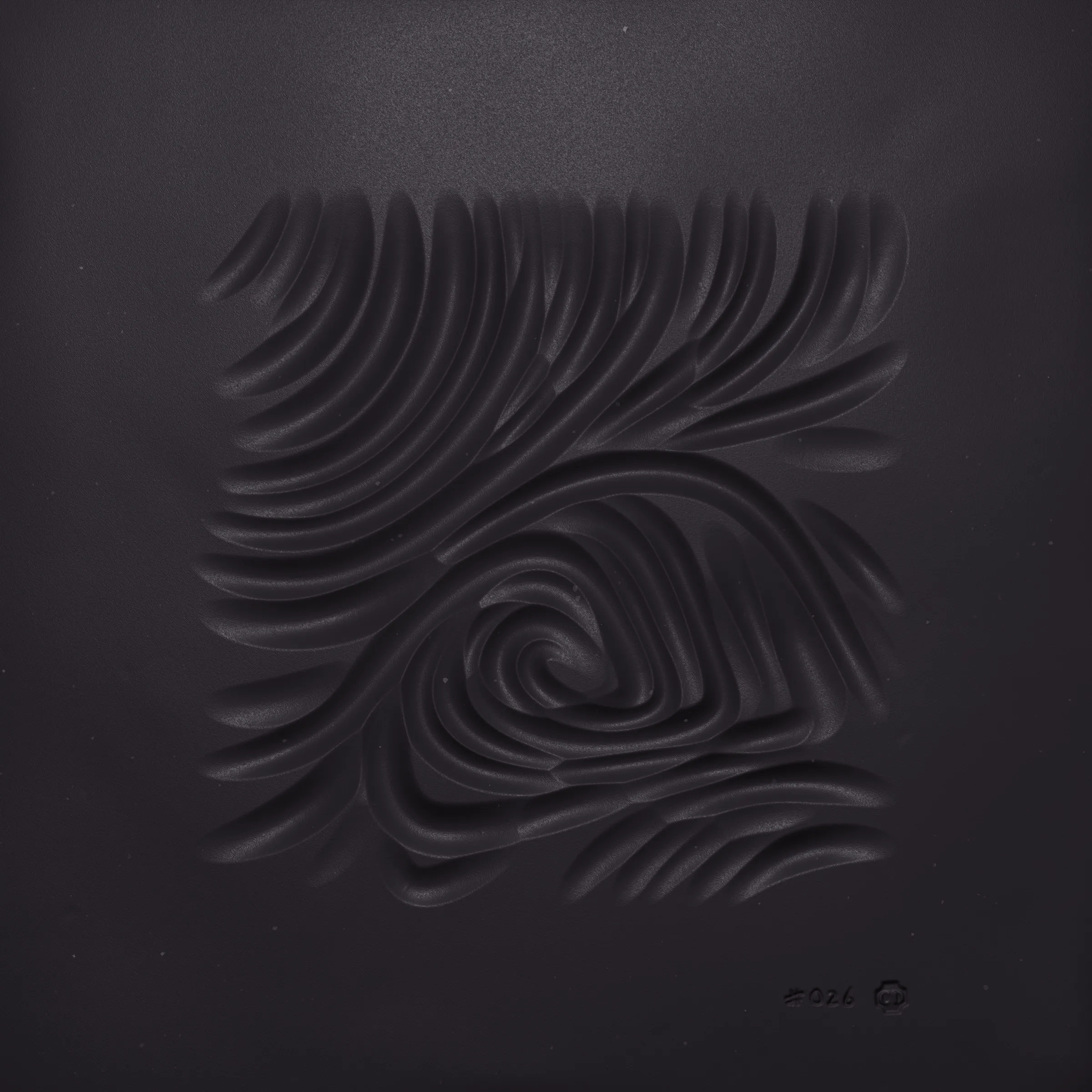 Inside the computer there’s a digital hand. The hand selects a metal implement, cuts off a slab of clay, and carves into its surface. It wanders like your hand wanders; it carves imaginary contours, sinuous and exploratory. It doesn’t know the end result so it carves lines until it feels content, and then it numbers the piece and stamps its maker’s mark. It fires the slab in a digital kiln (it calls this “minting”) and through this act its art is preserved for millennia. The hand runs its fingers over the textured surface, feeling satisfaction at having spontaneously produced a piece of art so beautiful, expressive, and unique.

---
 
Ceramics is a generative sculpture that mimics the physical expression of carving into clay. Through uncanny naturalistic rendering it challenges our notion of “handmade”. It asserts that the value of handmade isn’t the time it takes to make the work nor the physical materials consumed, but the endless small decisions and serendipitous details that appear along the way, as can be felt in each Ceramics mint.

Despite the handmade nature of Ceramics the outputs cannot be touched. Highly tactile images enchant the viewer to imagine their tangible representations, and leave them to dwell on their perception of materiality — both in the experiential physical world and conceptually-infinite digital space.