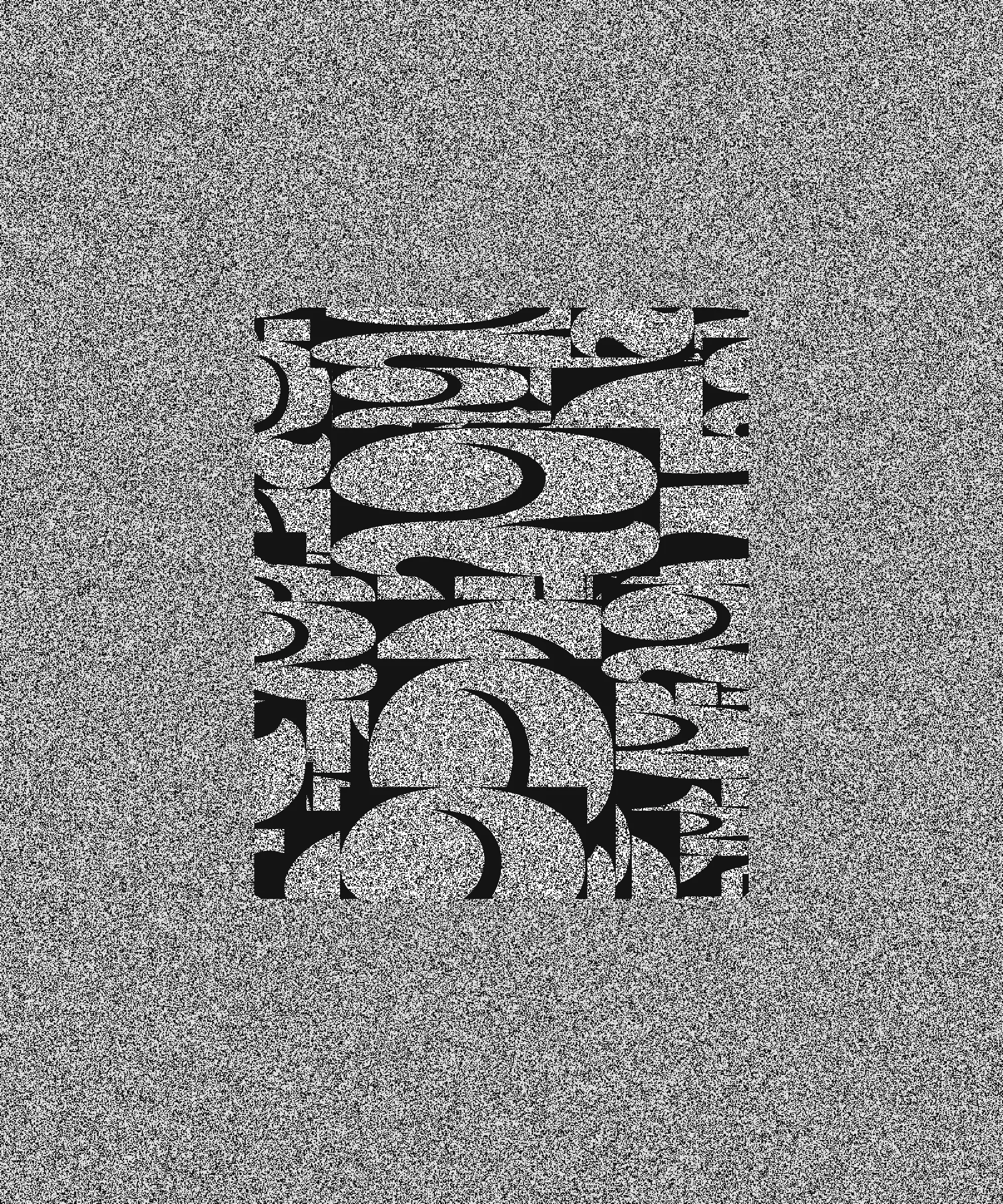 When I was working in graphic design and immersed in typography, I spent a year and a half designing this “2”. A personal obsession, I drew and redrew it hundreds of times until I felt it reached the perfect form in balance, weight, and drama.

This generative series revisits my captivation with this character object, using the algorithm as a tool for continued obsession and exploration. I want people to experience this collection and never see a “2” in the same way again. I also want to remind viewers that exquisiteness can exist in any mundane thing.

My background in graphic design and typography is ingrained in how I think. Regardless of medium, I have always been a designer of iteration, exhaustively trialing possibilities within a set of constraints to uncover the best way, or the most ways. Twos takes a “perfected” form and puts it to a further test. Different outputs situate the form in different contexts, look at it askew, or emphasize isolated parts of it for endless results.

The texture within the collection is inspired by low resolution effects (pixelation) and textures that arise from analog printmaking techniques and pen lines. It blends the hand-drawn nature of my original “2” with the power of obsessive exploration only possible with computer generative iteration. Layers of tiny squares, under and above the characters, are used to mimic the texture of a pen or a stamp. Found in much of my work, these “visible pixels” represent the physical module upon which digital art is created - and by calling back to pixel art, act as a reminder that code is still a craft, and the generated image isn’t far from the artist’s hand.

Beyond the beauty of the form, the number two is a special quantity because it implies possibilities beyond itself. A system containing zero or one elements is inert. Two creates an interaction, a dyad, and implies the possibility of more than two – an expanding system. In computer programming, this is expressed as the "zero, one, infinity" rule. The two represents a potentially endless continuation.

Each feature in the collection represents either the analog or the digital journey of this character. Some compositions render each symbol as linework, reminiscent of its earliest hand drawn form. Others render it as the solid numeral, completed after its long journey of iteration. Some compositions are gridded, others are organic and loose. Some are contained by a frame, others are open and unrestrained.

Color enters a few outputs: the mark of new technological tools like the first colored ink in printing, or the move from black and white to digital screens. The brightest hues used depend on light emittance of the screen and wouldn’t translate exactly when printed in standard inks. But in a further application of constraint, most outputs are neutral in color, keeping the focus on the formal obsession with this small, beautiful character.