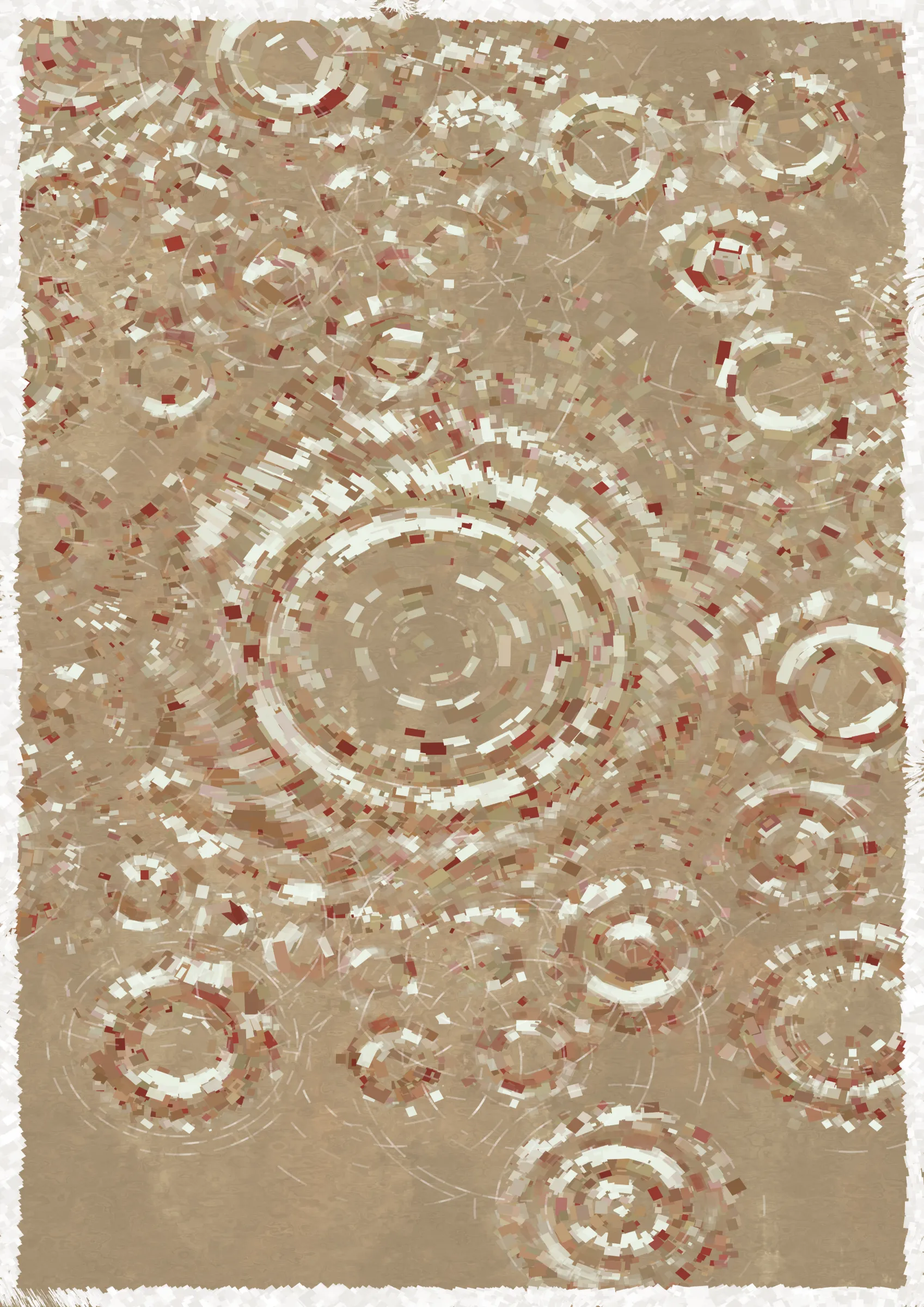 Rippling is a generative algorithm that recreates the impression of a raining day. It is a research for the balance between order and chaos. It is also a journey through time and light. Each token represents a different moment and space, creating a unique composition.

I took great inspiration from Impressionism, focusing on capturing the light of a moment. The highlights of the ripples are calculated with a simulated 3D water surface combined with a directional light in order to achieve the realistic look of the reflection. The result of this then serves as a base for laying the strokes on the canvas. Light plays an important role in our memory. Through the light and the colour we travel back to different moments and places in our memory.

The colouring of Rippling is inspired by the 24 solar terms of the Traditional Chinese Calendar. Each term represents a different period in the year. Rippling uses these terms to represent not only the time but also the memories of the season.

Growing up on a subtropical island, rain was a big part of my childhood. I can vividly recall those heavy showers in the afternoon of the summer. It washed out the agitating heat and calmed the world. With Rippling, I'm seeking to use a generative algorithm to recreate the feeling of a rainy day or night at different moments. And perhaps, it could remind you of the sound of the rain drops, the scent of the dirt after the rain or that moment the sunset peek through the heavy cloud ...