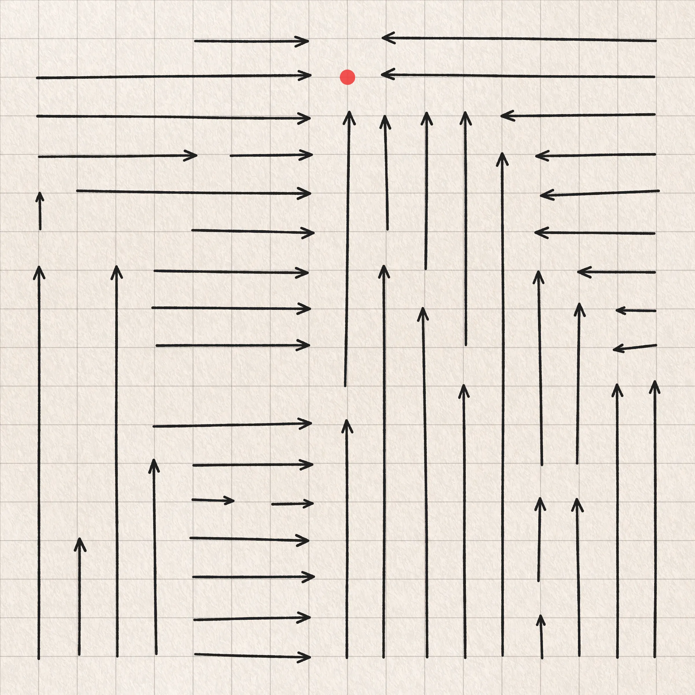 A simulation of me sketching 100 variations of the same idea. My focus and attention to detail wane with each successive drawing as boredom, frustration, and feelings of inevitability begin to sink in. By the end I find myself repeatedly asking: What's the point of it all?