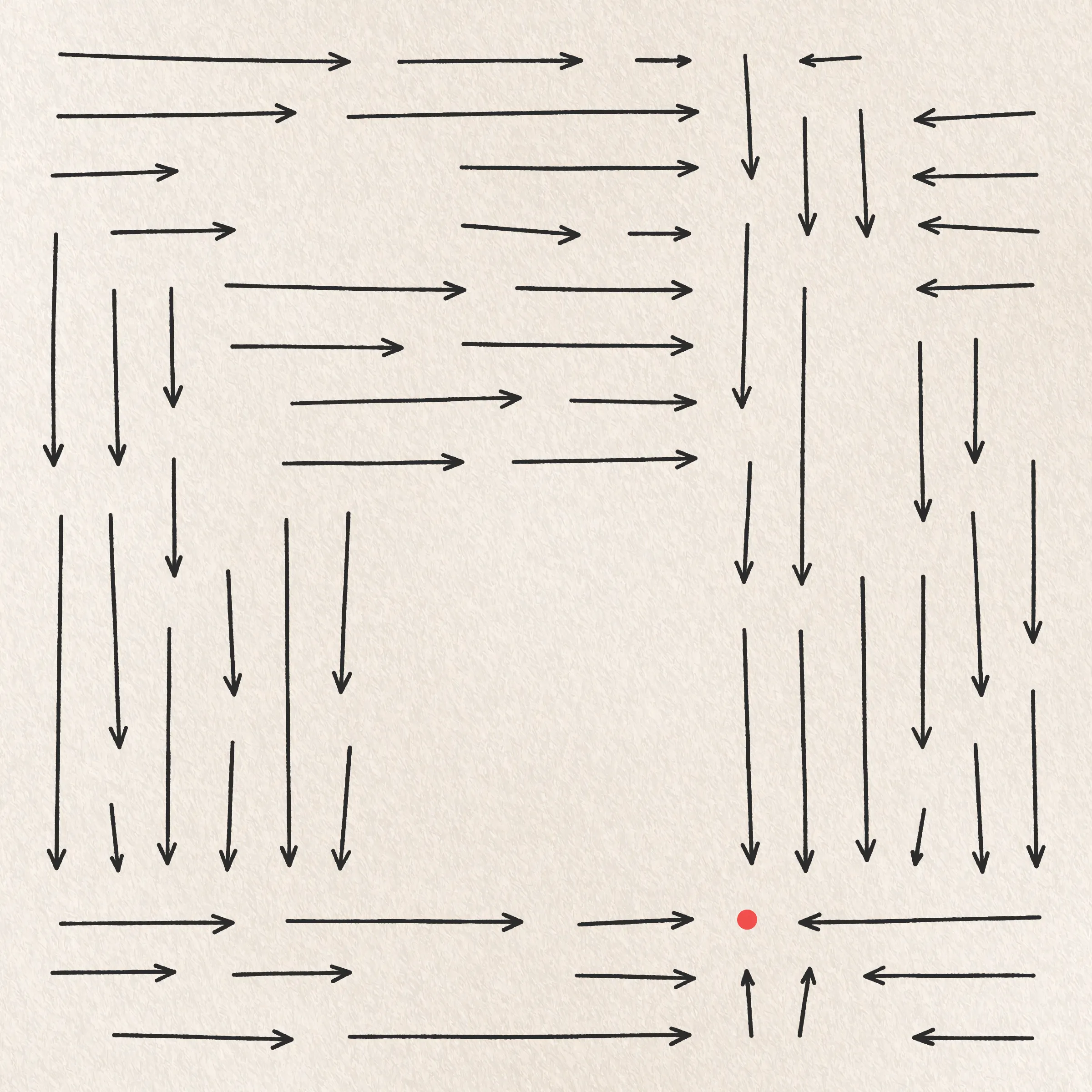 A simulation of me sketching 100 variations of the same idea. My focus and attention to detail wane with each successive drawing as boredom, frustration, and feelings of inevitability begin to sink in. By the end I find myself repeatedly asking: What's the point of it all?