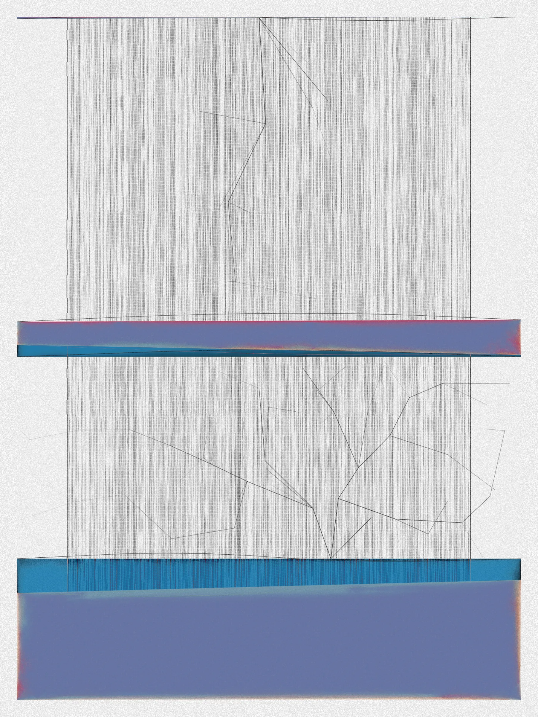 # Neural Sediments

## “Before objectivity, there was truth to nature; after the advent of objectivity came trained judgment”

Lorraine Daston, Peter Galison

Improving my decision-making process is how I would sum up my lifelong quest. Understanding yourself and the unlimited variables and actors surrounding us daily requires a radical yet utopian pursuit of objectivity.

A prerequisite to an objective observation is identifying and eliminating cognitive and observational biases.

My obsession with objectivity started as a sociology student; while studying epistemology of science and pondering the works of Emile Durkheim, Max Weber, and Karl Popper.

This quest never left me and has been a cornerstone of my artistic practice for 25 years.

“The map is not the territory” is a mainstream expression highlighting a potentially oversimplified version of reality. In this series called Neural Sediments, inspired by the works of Alberto Burri, František Kupka, and Swiss topography, I highlight the complexity of our brains and some of their biases.

Looking at one Neural Sediment will deliver you a first broad impression; however, looking at it for a longer time will yield a never-ending and much more nuanced and delicate observation. Like Alberto Burri’s Cracks series, some things not obvious to the eye become real over time. Each Neural Sediment opens itself to the viewer in a unique way. The more you look at it, the more you can decipher it. 

Like Swiss alpine glacier sediments, this material appears only after a certain amount of time and a decent amount of gravity. Burri used a special technique to envision time with cracked canvas; František Kupka, in his Katedrála painting, opens the fourth dimension by looking at the vertical lines of the glass window.

In the Neural Sediments series, I used both as an inspiration to push the viewer’s eye to search for more details and a deeper perspective.

Choosing color palettes for a long-form generative art collection is as demanding as solving technical algorithmic challenges. 

The color palettes I create result from a process I've built into my practice over time. Each palette comes from my own algorithmic selection trained on classical masterpieces.

After this first selection, each set of colors used in a Neural Sediment is re-arranged to be linked with endangered ecosystems such as dark blue waters, peach salmons, rare botanic species, or volcanos.

Like Josef Albers, who highlighted the instability and deceptiveness of colors, my color sets are here to reinforce the question of objectivity in the art world and life in general.

Looking at its overall structure, each Neural Sediment evokes a brutalist architecture. 

Prioritizing function over form, each Neural Sediment aims to be used as a tool to rediscover oneself, free from the cognitive constraints we put on ourselves and the world around us.

PS: From a technical point of view, Neural Sediments require some heavy calculations, considering the very large number of intersections to compute prior to rendering.

PPS: Pressing the letter “i” on your keyboard will generate a high resolution export for a large scale and print friendly format.