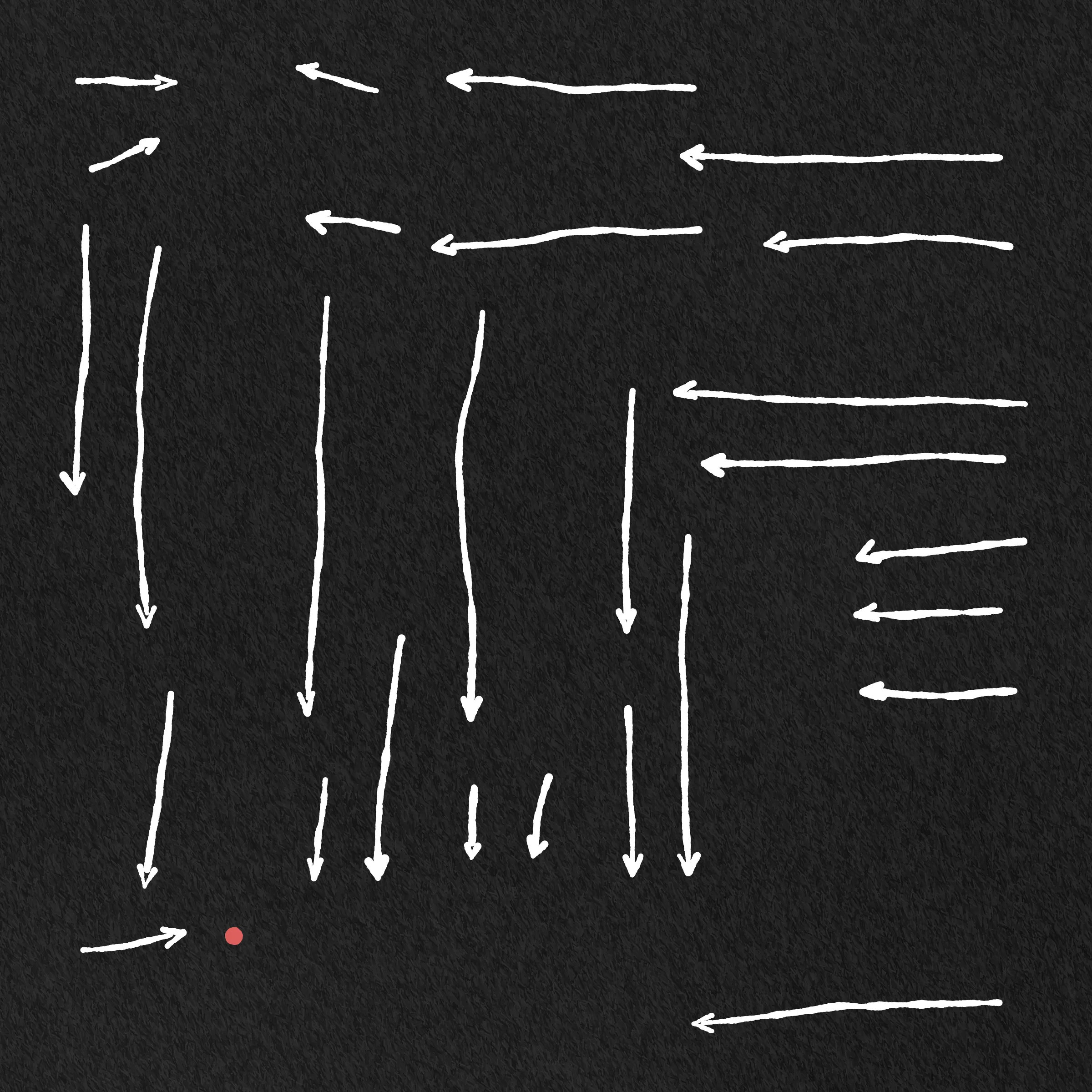 A simulation of me sketching 100 variations of the same idea. My focus and attention to detail wane with each successive drawing as boredom, frustration, and feelings of inevitability begin to sink in. By the end I find myself repeatedly asking: What's the point of it all?