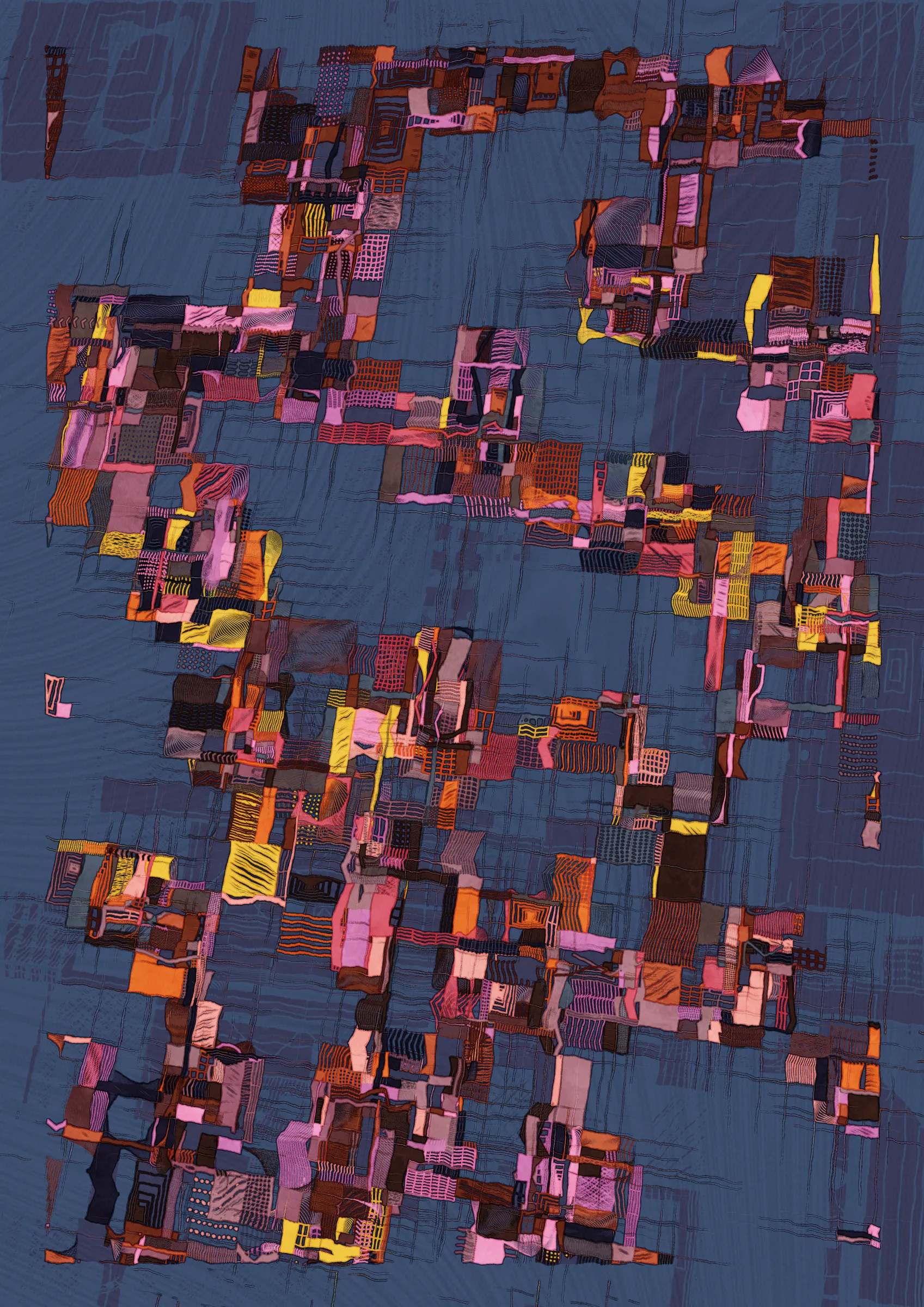 **Nära explores the connections that make us human.**

Nära (close or near in Swedish) is a celebration of friendships and relationships throughout our lives. How some of them are small, fleeting and ephemeral while a select few become lifelong bonds. The work examines the intricate graphs that are formed by these connections. Graphs are all around us and have existed for as long as we have been human. From early settlements of hunter-gatherers and nomadic tribes to the internet of today. It's all graphs.

Nära allows the viewer to explore and experience these graphs as a metaphor for the organic, organised chaos that is life. Shapes connect from one node in a graph to the next, sometimes spilling over, doubling down and creating layers of intricacy. Imperfection is embraced and Nära exposes the chaotic and unpredictable elements of life. 

The artistic vision of Nära is to highlight and expose graphs in a tactile manner that allows the viewer to see the whole graph, but also engage with the details and texture.  In doing this, Nära attempts to bring a novel contribution by pushing the boundaries of graph representation and introducing an emotional dimension to this oftentimes rigid and scientific discipline. By treating graphs as a metaphor for relationships in life, they become an integral part of the concept and an important artistic tool. 

Nära takes inspiration from the De Stijl movement in reducing the world into a deliberate expression in its smallest form and builds upon the use of shapes imbued with meaning in the works of Hilma af Klint. These ideas are expanded on by accepting that what is deliberate must also relinquish some control through the pseudo-randomness of generative art. This invites reflection on the balance of control and chance in our lives. 

_Through Nära, you are invited to reflect on the connections in your own life and on the significance of the relationships that define us as human beings._ 

To interact with the script:
- Press 's' to save.
- Add the following to the URL:
  - pd=x, where x is a number to control the resolution via pixel density (useful for rendering high resolution stills)
  - rs=x, where x is a number to enable and control the rendering buildup animation.