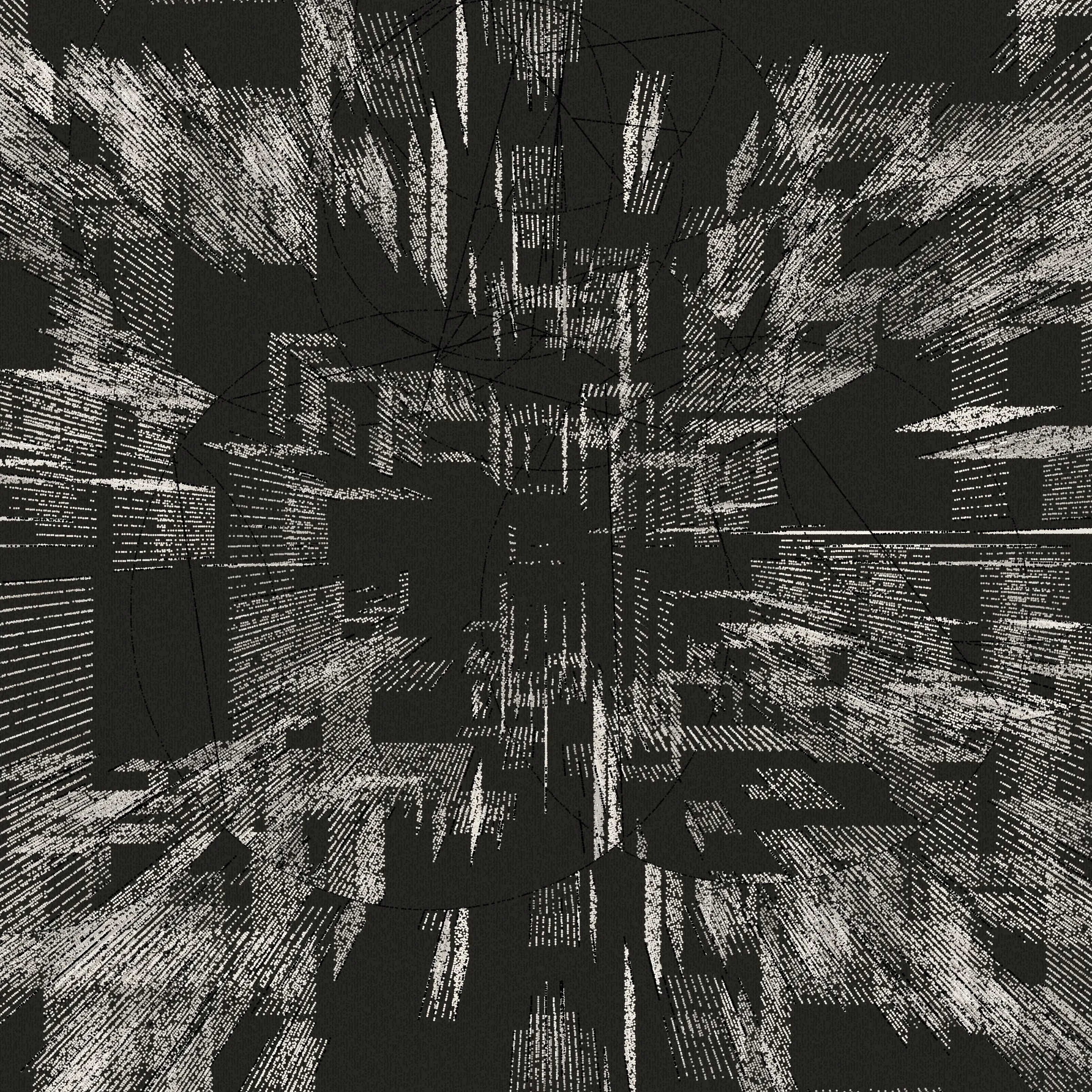 Structures is an abstract generative art project drawn entirely with dots.

About project development:

*In generative art, I like to experiment and test sometimes improbable things (which was the case for this project).*

*Structures is a very special project that was born from this experimentation, in this case, the merger of two discrete projects I was working on.*

*When I was working on the first version of Structures, even after a long development I was not completely satisfied with the result, and ended up putting the project aside to try to find a way to finish sometime in the future.*

*I then started another, more abstract, project (with various shapes, triangles, circles, grids of rectangles, etc.), that really had nothing obvious in common with Structures. But, ultimately, this project too, alone, was not enough.*

*And then one day I wondered how these projects might inform each other, and worked to make Structures more abstract. I honestly had no expectations of success, but nevertheless worked to merge the codes of the discrete projects just to see what it would yield.*

*I was pleasantly surprised by the result, and then continued to iterate this new hybrid version until finally arriving with what you see here.*

Each variation generated by Structures is drawn using only dots. It is the complex algorithm of the project that determines the position, size, color, etc. of each dot through approximately 1,500,000 to 40,000,000 random decisions based on the hash of the mint and draws approximately 350,000 to 10,000,000 dots based on these random decisions.

In live mode:
- click during the animation = animation pause
- click at the end of the animation = display of the number of dots drawn

Made with ❤️, code and p5js.