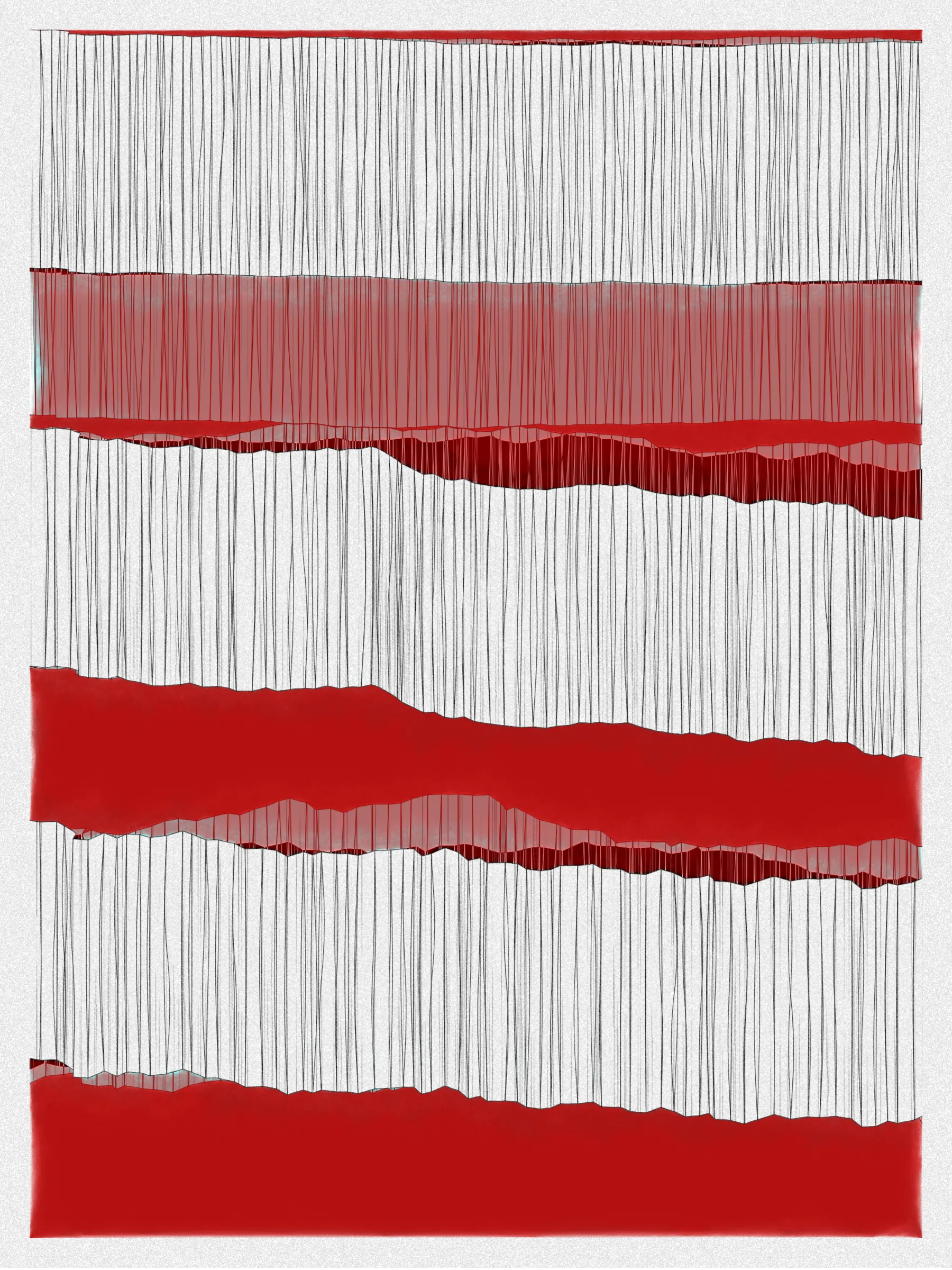 # Neural Sediments

## “Before objectivity, there was truth to nature; after the advent of objectivity came trained judgment”

Lorraine Daston, Peter Galison

Improving my decision-making process is how I would sum up my lifelong quest. Understanding yourself and the unlimited variables and actors surrounding us daily requires a radical yet utopian pursuit of objectivity.

A prerequisite to an objective observation is identifying and eliminating cognitive and observational biases.

My obsession with objectivity started as a sociology student; while studying epistemology of science and pondering the works of Emile Durkheim, Max Weber, and Karl Popper.

This quest never left me and has been a cornerstone of my artistic practice for 25 years.

“The map is not the territory” is a mainstream expression highlighting a potentially oversimplified version of reality. In this series called Neural Sediments, inspired by the works of Alberto Burri, František Kupka, and Swiss topography, I highlight the complexity of our brains and some of their biases.

Looking at one Neural Sediment will deliver you a first broad impression; however, looking at it for a longer time will yield a never-ending and much more nuanced and delicate observation. Like Alberto Burri’s Cracks series, some things not obvious to the eye become real over time. Each Neural Sediment opens itself to the viewer in a unique way. The more you look at it, the more you can decipher it. 

Like Swiss alpine glacier sediments, this material appears only after a certain amount of time and a decent amount of gravity. Burri used a special technique to envision time with cracked canvas; František Kupka, in his Katedrála painting, opens the fourth dimension by looking at the vertical lines of the glass window.

In the Neural Sediments series, I used both as an inspiration to push the viewer’s eye to search for more details and a deeper perspective.

Choosing color palettes for a long-form generative art collection is as demanding as solving technical algorithmic challenges. 

The color palettes I create result from a process I've built into my practice over time. Each palette comes from my own algorithmic selection trained on classical masterpieces.

After this first selection, each set of colors used in a Neural Sediment is re-arranged to be linked with endangered ecosystems such as dark blue waters, peach salmons, rare botanic species, or volcanos.

Like Josef Albers, who highlighted the instability and deceptiveness of colors, my color sets are here to reinforce the question of objectivity in the art world and life in general.

Looking at its overall structure, each Neural Sediment evokes a brutalist architecture. 

Prioritizing function over form, each Neural Sediment aims to be used as a tool to rediscover oneself, free from the cognitive constraints we put on ourselves and the world around us.

PS: From a technical point of view, Neural Sediments require some heavy calculations, considering the very large number of intersections to compute prior to rendering.

PPS: Pressing the letter “i” on your keyboard will generate a high resolution export for a large scale and print friendly format.