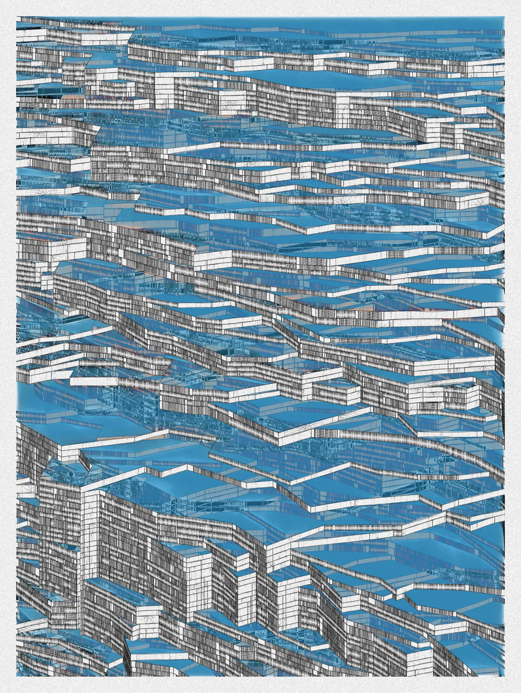 # Neural Sediments

## “Before objectivity, there was truth to nature; after the advent of objectivity came trained judgment”

Lorraine Daston, Peter Galison

Improving my decision-making process is how I would sum up my lifelong quest. Understanding yourself and the unlimited variables and actors surrounding us daily requires a radical yet utopian pursuit of objectivity.

A prerequisite to an objective observation is identifying and eliminating cognitive and observational biases.

My obsession with objectivity started as a sociology student; while studying epistemology of science and pondering the works of Emile Durkheim, Max Weber, and Karl Popper.

This quest never left me and has been a cornerstone of my artistic practice for 25 years.

“The map is not the territory” is a mainstream expression highlighting a potentially oversimplified version of reality. In this series called Neural Sediments, inspired by the works of Alberto Burri, František Kupka, and Swiss topography, I highlight the complexity of our brains and some of their biases.

Looking at one Neural Sediment will deliver you a first broad impression; however, looking at it for a longer time will yield a never-ending and much more nuanced and delicate observation. Like Alberto Burri’s Cracks series, some things not obvious to the eye become real over time. Each Neural Sediment opens itself to the viewer in a unique way. The more you look at it, the more you can decipher it. 

Like Swiss alpine glacier sediments, this material appears only after a certain amount of time and a decent amount of gravity. Burri used a special technique to envision time with cracked canvas; František Kupka, in his Katedrála painting, opens the fourth dimension by looking at the vertical lines of the glass window.

In the Neural Sediments series, I used both as an inspiration to push the viewer’s eye to search for more details and a deeper perspective.

Choosing color palettes for a long-form generative art collection is as demanding as solving technical algorithmic challenges. 

The color palettes I create result from a process I've built into my practice over time. Each palette comes from my own algorithmic selection trained on classical masterpieces.

After this first selection, each set of colors used in a Neural Sediment is re-arranged to be linked with endangered ecosystems such as dark blue waters, peach salmons, rare botanic species, or volcanos.

Like Josef Albers, who highlighted the instability and deceptiveness of colors, my color sets are here to reinforce the question of objectivity in the art world and life in general.

Looking at its overall structure, each Neural Sediment evokes a brutalist architecture. 

Prioritizing function over form, each Neural Sediment aims to be used as a tool to rediscover oneself, free from the cognitive constraints we put on ourselves and the world around us.

PS: From a technical point of view, Neural Sediments require some heavy calculations, considering the very large number of intersections to compute prior to rendering.

PPS: Pressing the letter “i” on your keyboard will generate a high resolution export for a large scale and print friendly format.