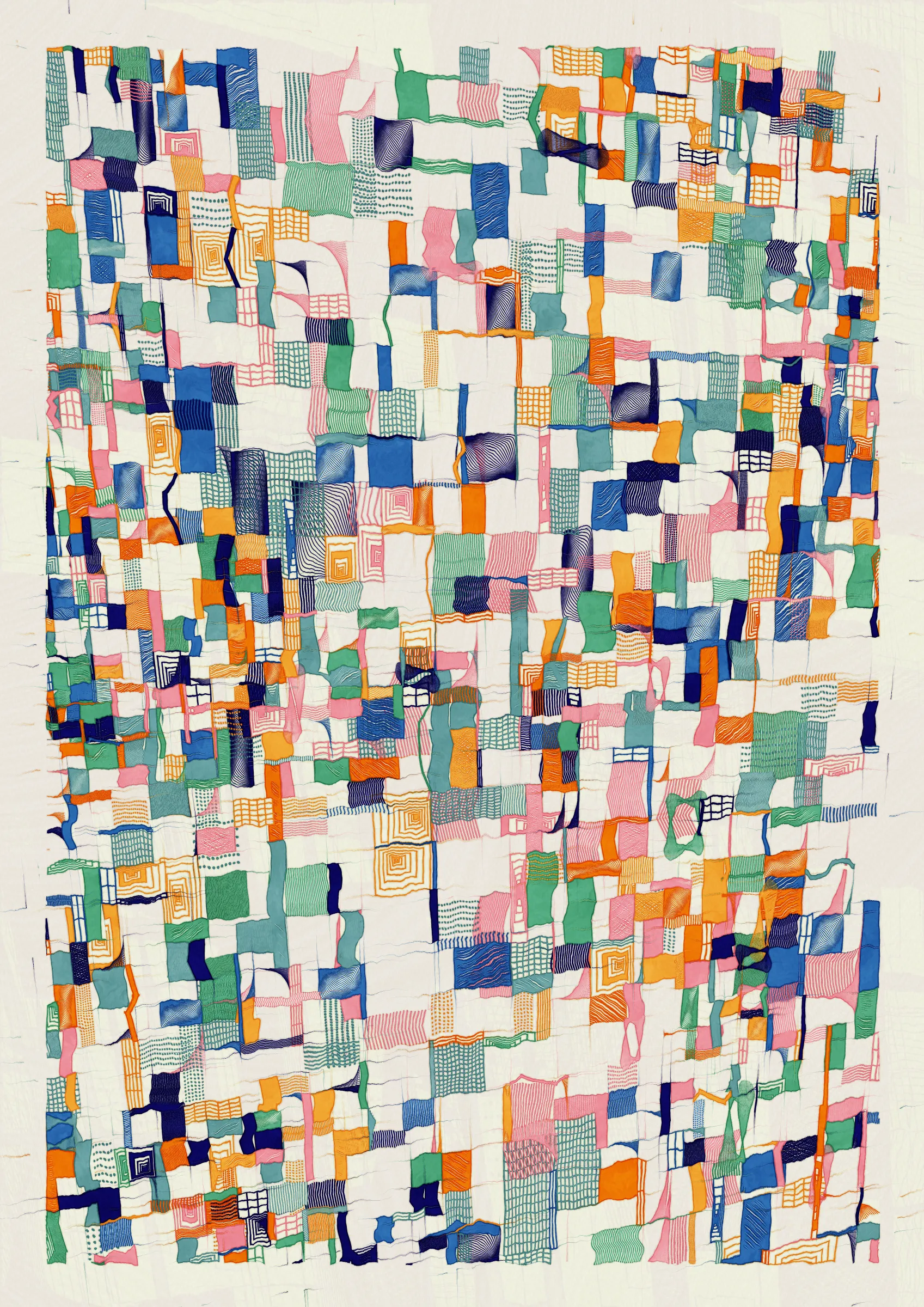**Nära explores the connections that make us human.**

Nära (close or near in Swedish) is a celebration of friendships and relationships throughout our lives. How some of them are small, fleeting and ephemeral while a select few become lifelong bonds. The work examines the intricate graphs that are formed by these connections. Graphs are all around us and have existed for as long as we have been human. From early settlements of hunter-gatherers and nomadic tribes to the internet of today. It's all graphs.

Nära allows the viewer to explore and experience these graphs as a metaphor for the organic, organised chaos that is life. Shapes connect from one node in a graph to the next, sometimes spilling over, doubling down and creating layers of intricacy. Imperfection is embraced and Nära exposes the chaotic and unpredictable elements of life. 

The artistic vision of Nära is to highlight and expose graphs in a tactile manner that allows the viewer to see the whole graph, but also engage with the details and texture.  In doing this, Nära attempts to bring a novel contribution by pushing the boundaries of graph representation and introducing an emotional dimension to this oftentimes rigid and scientific discipline. By treating graphs as a metaphor for relationships in life, they become an integral part of the concept and an important artistic tool. 

Nära takes inspiration from the De Stijl movement in reducing the world into a deliberate expression in its smallest form and builds upon the use of shapes imbued with meaning in the works of Hilma af Klint. These ideas are expanded on by accepting that what is deliberate must also relinquish some control through the pseudo-randomness of generative art. This invites reflection on the balance of control and chance in our lives. 

_Through Nära, you are invited to reflect on the connections in your own life and on the significance of the relationships that define us as human beings._ 

To interact with the script:
- Press 's' to save.
- Add the following to the URL:
  - pd=x, where x is a number to control the resolution via pixel density (useful for rendering high resolution stills)
  - rs=x, where x is a number to enable and control the rendering buildup animation.