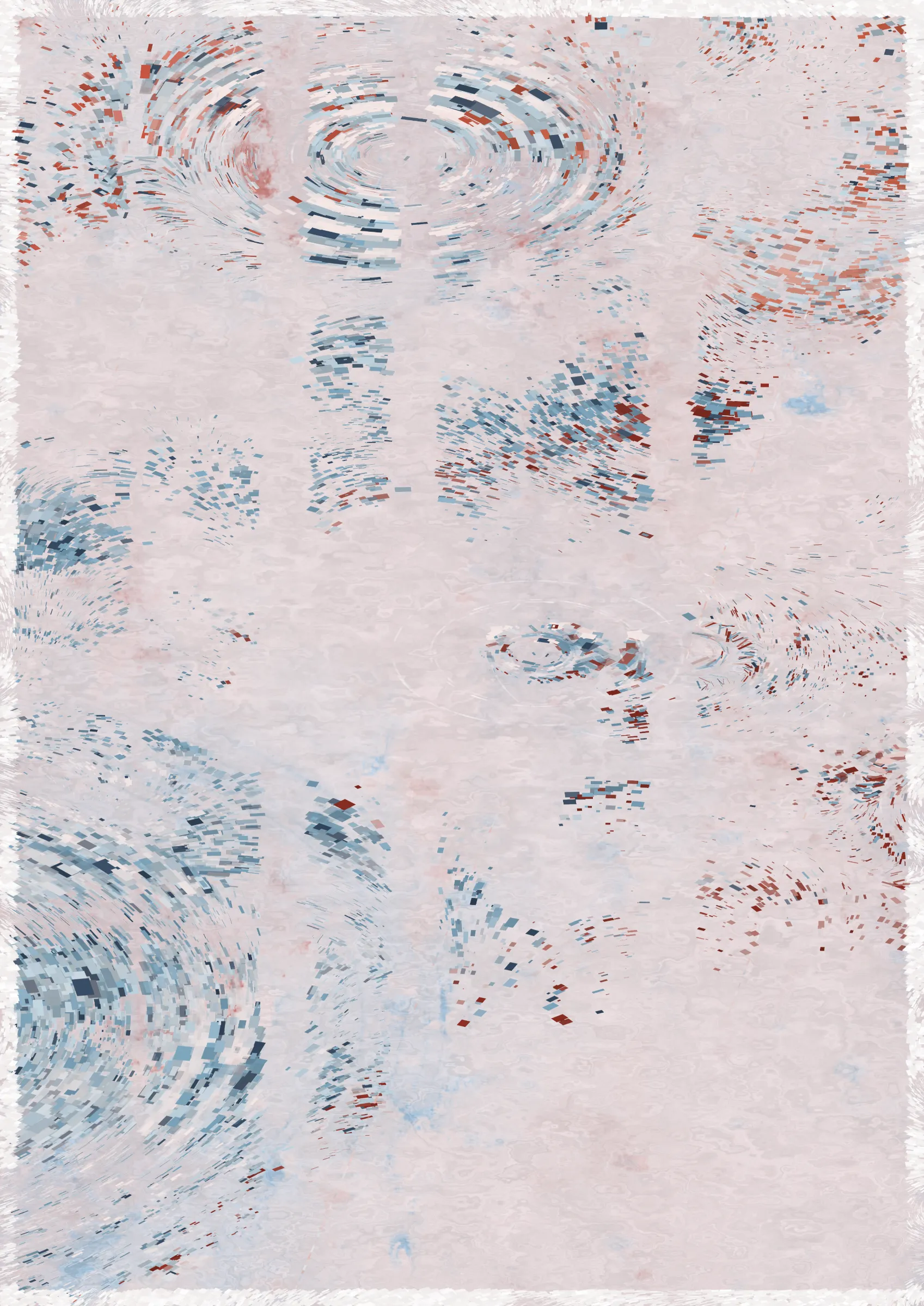 Rippling is a generative algorithm that recreates the impression of a raining day. It is a research for the balance between order and chaos. It is also a journey through time and light. Each token represents a different moment and space, creating a unique composition.

I took great inspiration from Impressionism, focusing on capturing the light of a moment. The highlights of the ripples are calculated with a simulated 3D water surface combined with a directional light in order to achieve the realistic look of the reflection. The result of this then serves as a base for laying the strokes on the canvas. Light plays an important role in our memory. Through the light and the colour we travel back to different moments and places in our memory.

The colouring of Rippling is inspired by the 24 solar terms of the Traditional Chinese Calendar. Each term represents a different period in the year. Rippling uses these terms to represent not only the time but also the memories of the season.

Growing up on a subtropical island, rain was a big part of my childhood. I can vividly recall those heavy showers in the afternoon of the summer. It washed out the agitating heat and calmed the world. With Rippling, I'm seeking to use a generative algorithm to recreate the feeling of a rainy day or night at different moments. And perhaps, it could remind you of the sound of the rain drops, the scent of the dirt after the rain or that moment the sunset peek through the heavy cloud ...