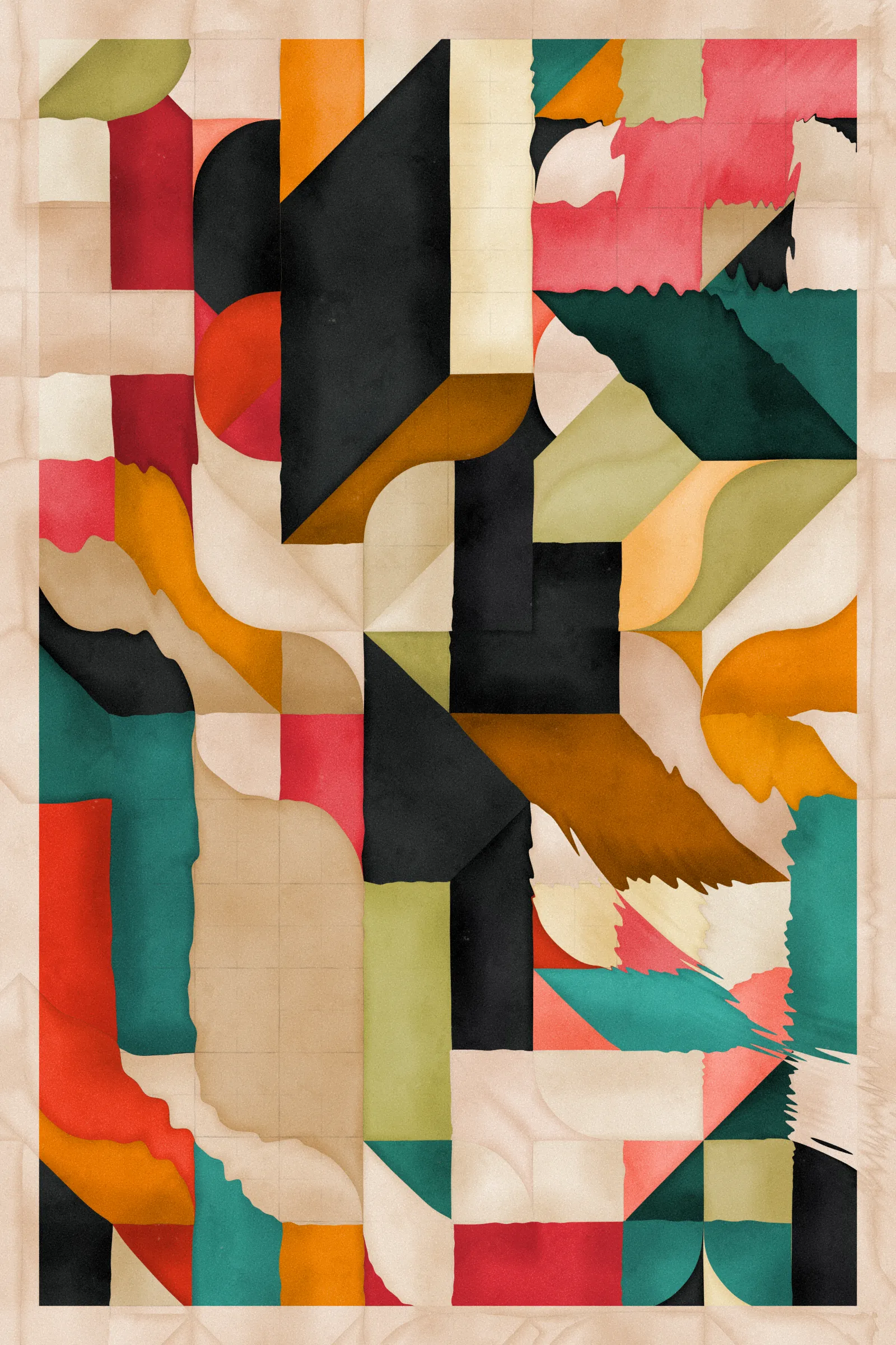 **Trichro-matic** meditates on perception.

As you explore the piece, your perception of the structure shifts. Elements change their relationships - what is out turns in; what is flat deepens. What stood adjacent now occludes.

The piece uses rhythmic color and form, displacement, and juxtaposition to create structures that invite interpretation and exploration. Some outputs challenge our depth perception conventions, while others manipulate explicit structural cues and emphasize intentional imperfections.

From this concept, the piece gets its name - Trichro-matic - denoting the ability to perceive using all three primary colors. The hyphenated "o-matic" denotes fictional machinery, hinting at the generative system supporting the piece. Both hand-selected and algorithmically-generated color palettes feature, with the latter aiming to elicit emotions akin to the former.

When you explore an output from different starting points, you understand the elements' relationships differently. In these changing interpretations, no answer is definitive. Each perspective, whether your first, your last, or someone else's, is valid.

Prints will be available for Trichro-matic owners. For more details, visit [this link](https://www.mountvitruvius.art).

Note: Renders might take longer on lower-end or mobile devices. This piece is my most technically complex release to date, relying on a custom GPU render process which can demand significant resources, even if outputs appear simple.

Finally, I dedicate this piece to my father, who suffered vision loss from a stroke in September 2023.