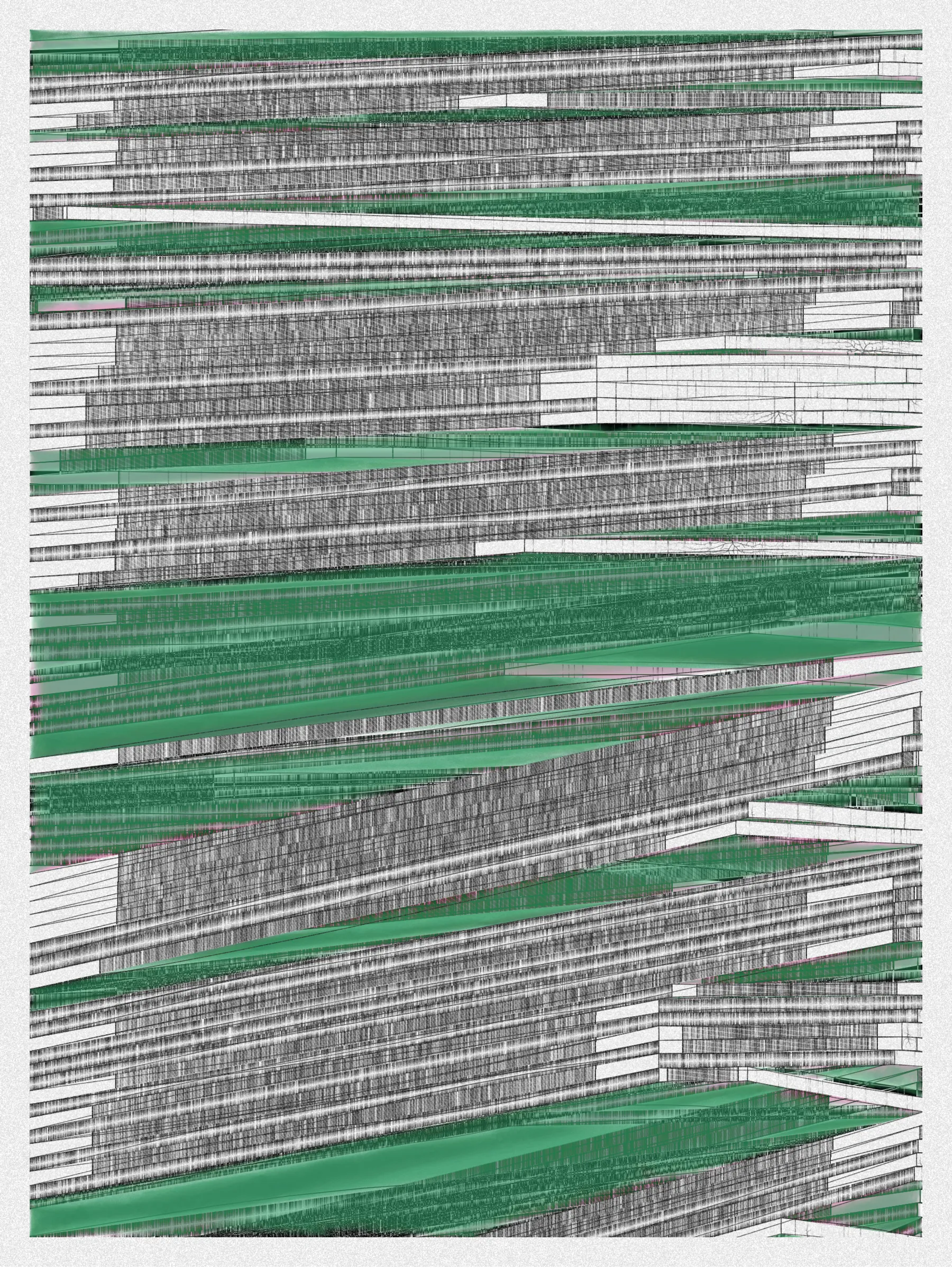 # Neural Sediments

## “Before objectivity, there was truth to nature; after the advent of objectivity came trained judgment”

Lorraine Daston, Peter Galison

Improving my decision-making process is how I would sum up my lifelong quest. Understanding yourself and the unlimited variables and actors surrounding us daily requires a radical yet utopian pursuit of objectivity.

A prerequisite to an objective observation is identifying and eliminating cognitive and observational biases.

My obsession with objectivity started as a sociology student; while studying epistemology of science and pondering the works of Emile Durkheim, Max Weber, and Karl Popper.

This quest never left me and has been a cornerstone of my artistic practice for 25 years.

“The map is not the territory” is a mainstream expression highlighting a potentially oversimplified version of reality. In this series called Neural Sediments, inspired by the works of Alberto Burri, František Kupka, and Swiss topography, I highlight the complexity of our brains and some of their biases.

Looking at one Neural Sediment will deliver you a first broad impression; however, looking at it for a longer time will yield a never-ending and much more nuanced and delicate observation. Like Alberto Burri’s Cracks series, some things not obvious to the eye become real over time. Each Neural Sediment opens itself to the viewer in a unique way. The more you look at it, the more you can decipher it. 

Like Swiss alpine glacier sediments, this material appears only after a certain amount of time and a decent amount of gravity. Burri used a special technique to envision time with cracked canvas; František Kupka, in his Katedrála painting, opens the fourth dimension by looking at the vertical lines of the glass window.

In the Neural Sediments series, I used both as an inspiration to push the viewer’s eye to search for more details and a deeper perspective.

Choosing color palettes for a long-form generative art collection is as demanding as solving technical algorithmic challenges. 

The color palettes I create result from a process I've built into my practice over time. Each palette comes from my own algorithmic selection trained on classical masterpieces.

After this first selection, each set of colors used in a Neural Sediment is re-arranged to be linked with endangered ecosystems such as dark blue waters, peach salmons, rare botanic species, or volcanos.

Like Josef Albers, who highlighted the instability and deceptiveness of colors, my color sets are here to reinforce the question of objectivity in the art world and life in general.

Looking at its overall structure, each Neural Sediment evokes a brutalist architecture. 

Prioritizing function over form, each Neural Sediment aims to be used as a tool to rediscover oneself, free from the cognitive constraints we put on ourselves and the world around us.

PS: From a technical point of view, Neural Sediments require some heavy calculations, considering the very large number of intersections to compute prior to rendering.

PPS: Pressing the letter “i” on your keyboard will generate a high resolution export for a large scale and print friendly format.